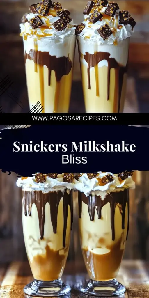 Indulge in a deliciously creamy adventure with this Easy Snickers Milkshake! Blending vanilla ice cream, whole milk, and fun-sized Snickers bars creates a delightful drink that's perfect for any occasion. Whether you're treating yourself or impressing friends, this simple recipe allows for fun customizations. Explore how to make this sweet treat and bring joy to your taste buds—click through for the full recipe and start blending your perfect milkshake today!