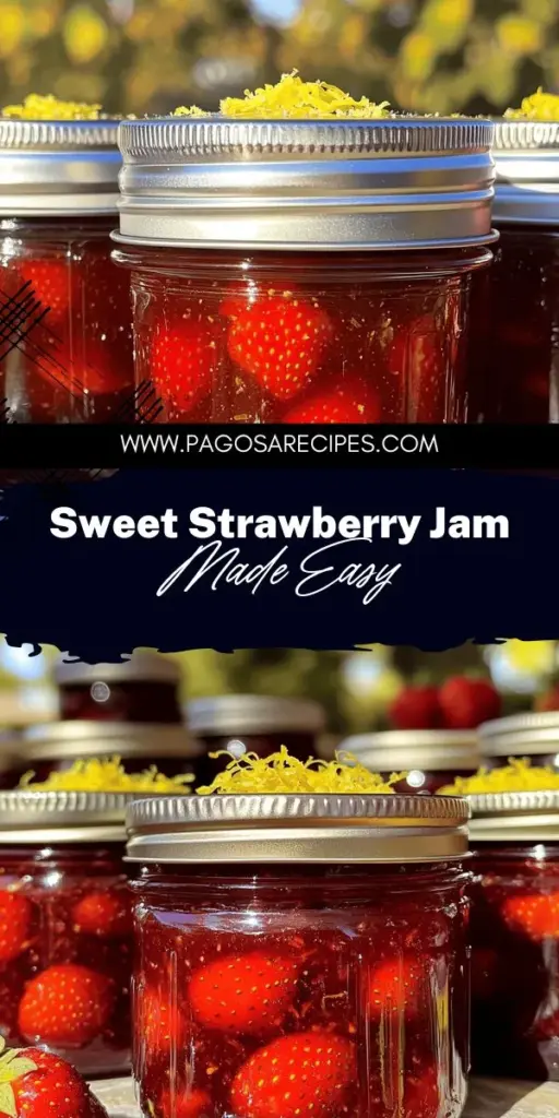 Savor the sweetness of homemade strawberry jam with this simple and delicious recipe! Learn how to transform fresh strawberries into a delightful spread using just a few ingredients and easy steps. Perfect for toast, desserts, or even as gifts, this strawberry jam will impress everyone. Dive into the delightful world of homemade preserves and enjoy that fresh flavor year-round. Click through to explore the full recipe and get started on your kitchen adventure!
