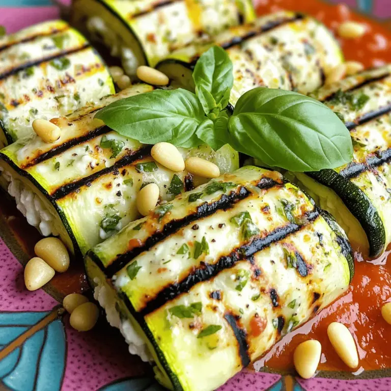 - 2 large zucchinis - 1 cup ricotta cheese - 1/4 cup grated Parmesan cheese - 2 tablespoons fresh basil, chopped - 1 tablespoon fresh parsley, chopped - 1 teaspoon lemon zest - Salt and pepper to taste - 1 cup marinara sauce (for serving) - Olive oil for drizzling - Optional: Pine nuts for garnish