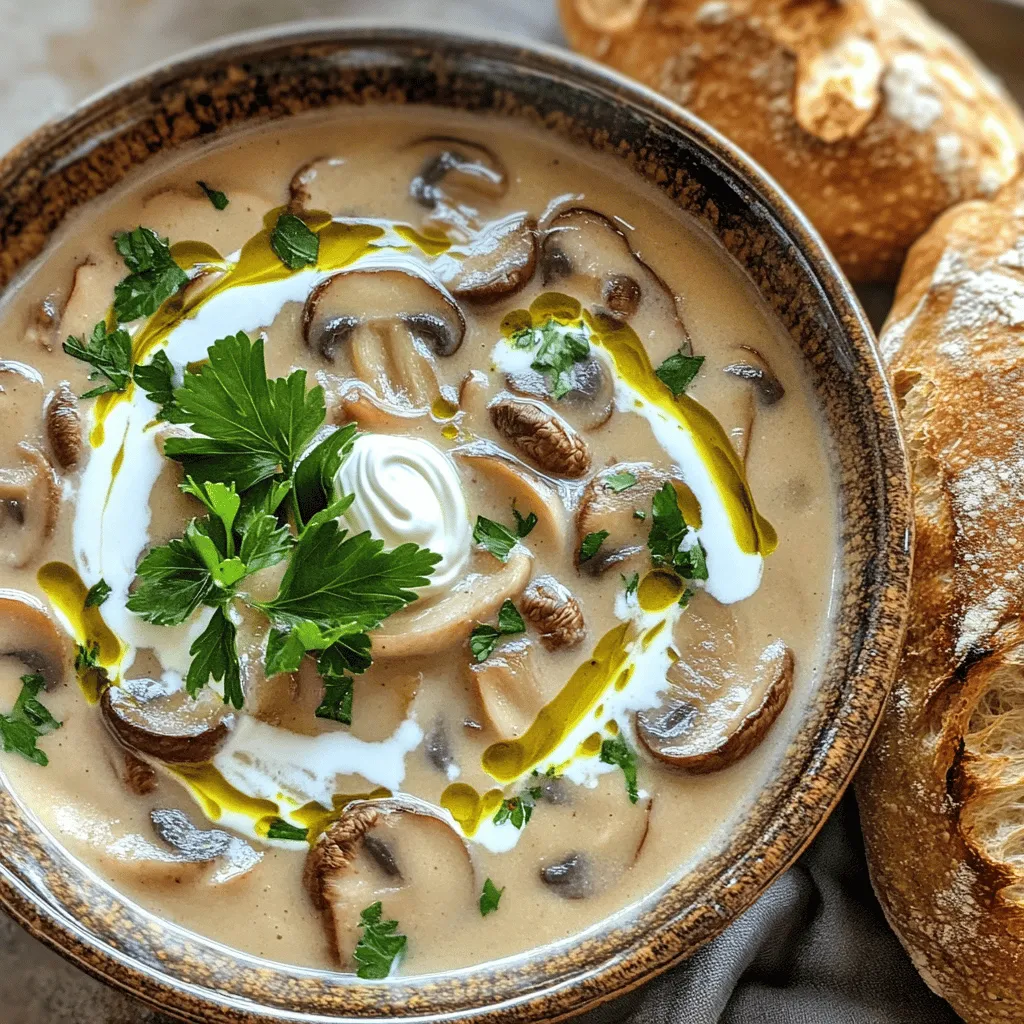 To make a rich and flavorful creamy mushroom soup, gather these ingredients: