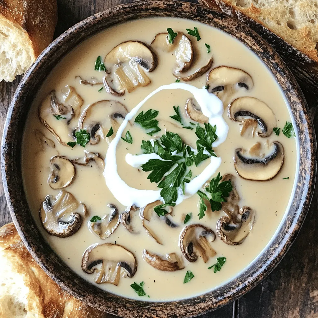 To make a rich and flavorful creamy mushroom soup, gather these ingredients: