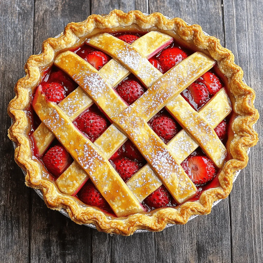 - Fresh strawberries and rhubarb - Pie crust components: flour, butter, sugar, salt - Flavor enhancers: vanilla extract, lemon juice, ground cinnamon