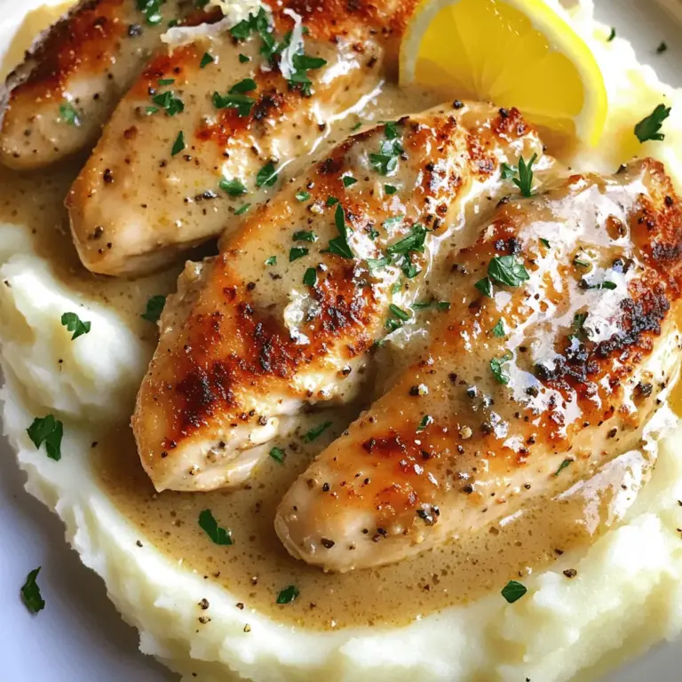 - 4 boneless, skinless chicken breasts - 5 cloves garlic, minced - 1 cup heavy cream - 1 cup chicken broth - 2 tablespoons olive oil - 1 teaspoon dried thyme - 1 teaspoon paprika - 1 tablespoon fresh parsley, chopped (for garnish) - Salt and pepper, to taste - 1/2 cup grated Parmesan cheese - 1 tablespoon lemon juice