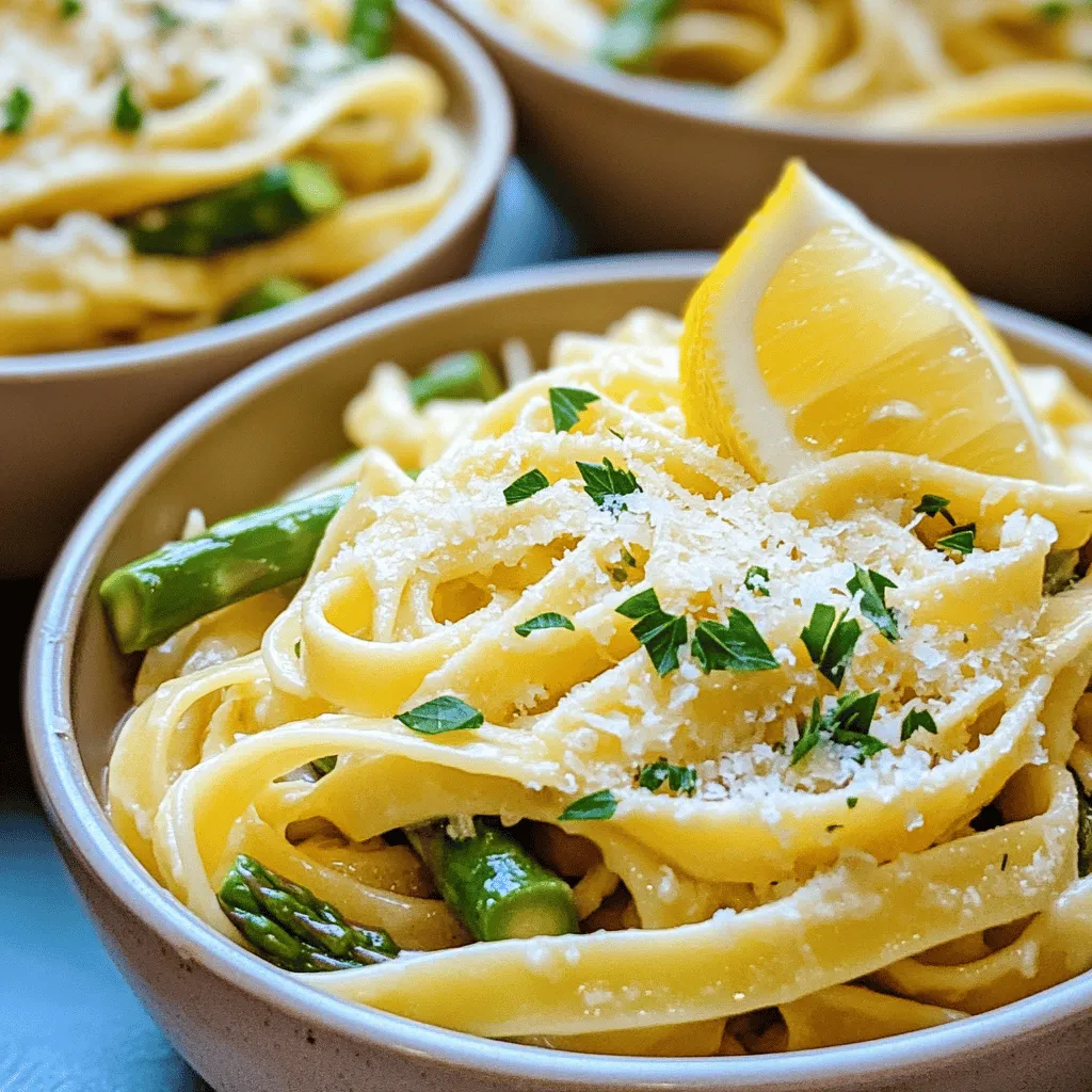 - 8 ounces fettuccine or linguine - 1 pound asparagus, trimmed and cut into 2-inch pieces - 2 tablespoons olive oil - 3 cloves garlic, minced - 1 lemon (zest and juice) - 1 cup grated Parmesan cheese - Salt and black pepper to taste - ¼ teaspoon red pepper flakes (optional) - Fresh parsley, chopped for garnish