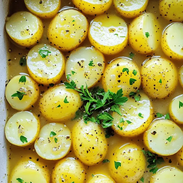 - 2 pounds baby potatoes, washed and halved - 1 packet Lipton Onion Soup Mix - 1/4 cup olive oil