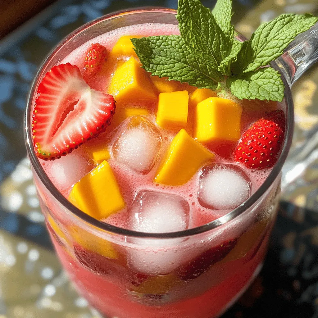 - Fresh strawberries - Ripe mangoes - Honey or agave syrup - Lime juice - Additional garnishes