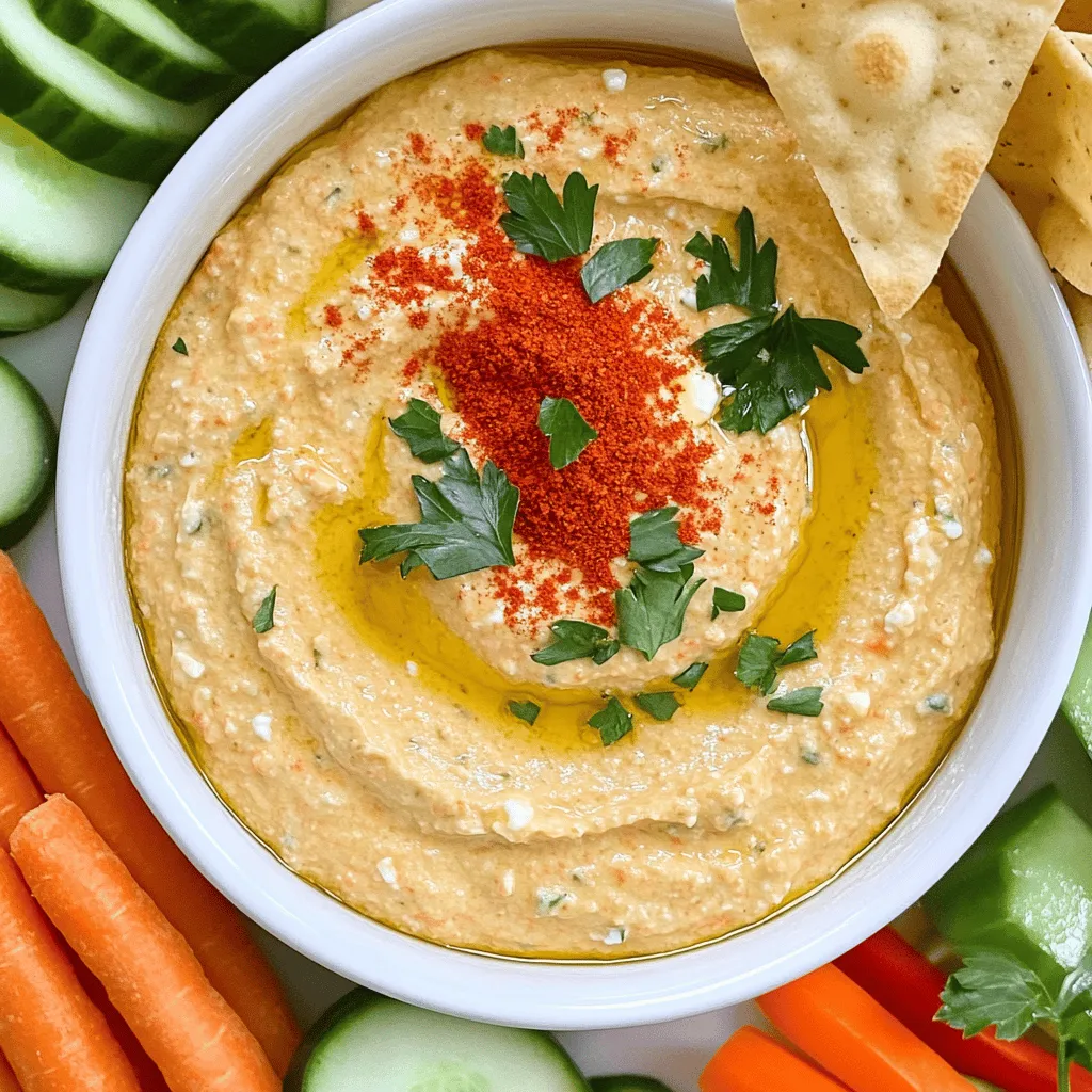 To make a delicious Paprika-Feta Dip, you need simple ingredients that pack a punch. The main star is feta cheese. You will need 200 grams of crumbled feta cheese. This cheese gives the dip its tangy flavor. Next, you need half a cup of plain Greek yogurt. This adds creaminess and balances the feta's saltiness.