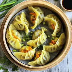 To make vegan steamed dumplings, you need simple ingredients. Here’s what you will use: - 2 cups all-purpose flour - 3/4 cup boiling water - 1 cup finely chopped cabbage - 1 cup grated carrots - 1/2 cup mushrooms, finely chopped - 1/4 cup green onions, chopped - 2 tablespoons soy sauce - 1 tablespoon sesame oil - 1 teaspoon ginger, minced - 1 clove garlic, minced - Salt and pepper to taste These ingredients create a tasty and colorful filling. You will need a few tools for this recipe. Having the right equipment makes cooking easier: - Mixing bowl - Fork for stirring - Rolling pin - Steamer basket or pot with a lid - Parchment paper (optional) - Damp cloth to cover dough These tools help you prepare and cook the dumplings perfectly. Want to take your dumplings to the next level? You can add more flavor! Here are some tasty options: - Chopped spinach or kale - Finely diced bell peppers - Fresh herbs like cilantro or basil - A splash of lime juice These add-ins boost the taste and make your dumplings unique. To start, gather your flour and boiling water. In a mixing bowl, add the flour. Slowly pour in the boiling water while stirring with a fork. Do this until the mixture holds together. Next, knead the dough on a floured surface for about five minutes. The dough should feel smooth. Cover it with a damp cloth and let it rest for thirty minutes. This resting time helps the dough become soft. While the dough rests, it's time to make the filling. In a large bowl, mix together chopped cabbage, grated carrots, finely chopped mushrooms, and green onions. Then, add soy sauce, sesame oil, minced ginger, and minced garlic. Season with salt and pepper to taste. Stir well to blend all the flavors. This filling is packed with nutrients and tastes great! After the dough has rested, divide it into small balls, about the size of a golf ball. Roll each ball on a floured surface into a thin circle, about three to four inches wide. Place a tablespoon of the filling right in the center of each wrapper. Carefully fold the wrapper over the filling and pinch the edges to seal. Make sure there are no gaps. This keeps the filling inside during cooking. Prepare a steamer by lining it with parchment paper or using a steaming basket. Place the dumplings in the steamer, making sure they don't touch. Steam them over boiling water for about fifteen to twenty minutes. You know they are ready when they become translucent and cooked through. Once done, carefully remove them from the steamer. Serve the dumplings hot, and enjoy them with soy sauce or any dipping sauce you like. For the complete guide, you can check out the Full Recipe. To make great dumplings, you need the right dough. Start with all-purpose flour. Slowly mix in hot water. This helps the dough become soft. Knead it well for five minutes. It should feel smooth and elastic. If it’s sticky, add a bit more flour. Let it rest for thirty minutes. This step is key for flexibility. Filling your dumplings can be fun! Use a mix of veggies for great taste. I love using cabbage, carrots, and mushrooms. Make sure to chop everything finely. This helps the filling fit well. Use about one tablespoon of filling per wrapper. Don't overfill, or they will burst during cooking. Pinch the edges tightly to seal them. Try to create a pleated look for a nice touch. Steaming your dumplings correctly makes a big difference. Use a bamboo steamer or any steaming basket. Line it with parchment paper to avoid sticking. Place the dumplings in the steamer with space between them. They need room to expand. Steam them over boiling water for 15 to 20 minutes. You'll know they are done when they look clear and shiny. Enjoy them hot with soy sauce or your favorite dip. For the full recipe, check out the details above. {{image_2}} You can change the filling to make your dumplings unique. Try using spinach, kale, or bell peppers. You can also add some tofu or tempeh for extra protein. Mushrooms add a nice, rich flavor too. Mix and match your favorite veggies to create a filling that is tasty and colorful. If you want a twist on the dough, consider using whole wheat flour. It gives a hearty taste. You can also try using rice flour for a gluten-free option. This will change the texture but keep the dumplings delicious. Just remember to adjust the water amount to get the right dough consistency. Sauces can enhance your dumpling experience. A simple soy sauce mixed with a hint of lime juice is refreshing. Try adding chili oil for some heat. You can also make a peanut sauce for a rich, nutty flavor. Experiment with different sauces to find your favorite combo. Don’t forget to try the Full Recipe for more ideas! Store leftover dumplings in an airtight container. Place a piece of parchment paper between layers to avoid sticking. You can keep them in the fridge for up to three days. When ready to eat, check for any signs of spoilage before reheating. To freeze dumplings, lay them flat on a baking sheet. Make sure they do not touch each other. Freeze until solid, about two hours. After that, transfer them to a freezer-safe bag. Label the bag with the date. They will keep well for up to three months. Reheat dumplings by steaming them until hot, about 5-7 minutes. For frozen dumplings, there is no need to thaw them first. You can also pan-fry them for a crispy bottom. Add a splash of water and cover with a lid to steam them at the same time. Enjoy your warm dumplings with a nice dipping sauce! For the full recipe, check the above section. Yes, you can make these dumplings gluten-free. Use gluten-free flour instead of all-purpose flour. Mix it with boiling water like in the recipe. This will keep the dough soft and pliable. You may need to adjust the water amount a bit. Always check your flour's instructions for the best results. Vegan steamed dumplings can last about three to four days in the fridge. Store them in an airtight container to keep them fresh. If you notice any changes in smell or texture, it’s best to throw them out. Many sauces work great with vegan dumplings. Here are a few options: - Soy sauce - Chili oil - Sesame oil with vinegar - Peanut sauce These sauces add flavor and enhance the overall taste. Experiment with different sauces to find your favorite! Yes, you can use store-bought wrappers. They save time and still taste great. Look for vegan dumpling wrappers at your local grocery store. Make sure to check the ingredients to ensure they are vegan-friendly. This option can make your cooking easier and faster. Vegan steamed dumplings are fun to make and eat. We covered the main ingredients, tools, and add-ins. Then, I shared step-by-step instructions for dough, filling, and steaming. Tips helped you achieve the right dough and filling. You learned about variations, storage, and even some FAQs. Try making these dumplings your way. Use fresh flavors and enjoy with friends. You’ll impress everyone with your tasty creations!