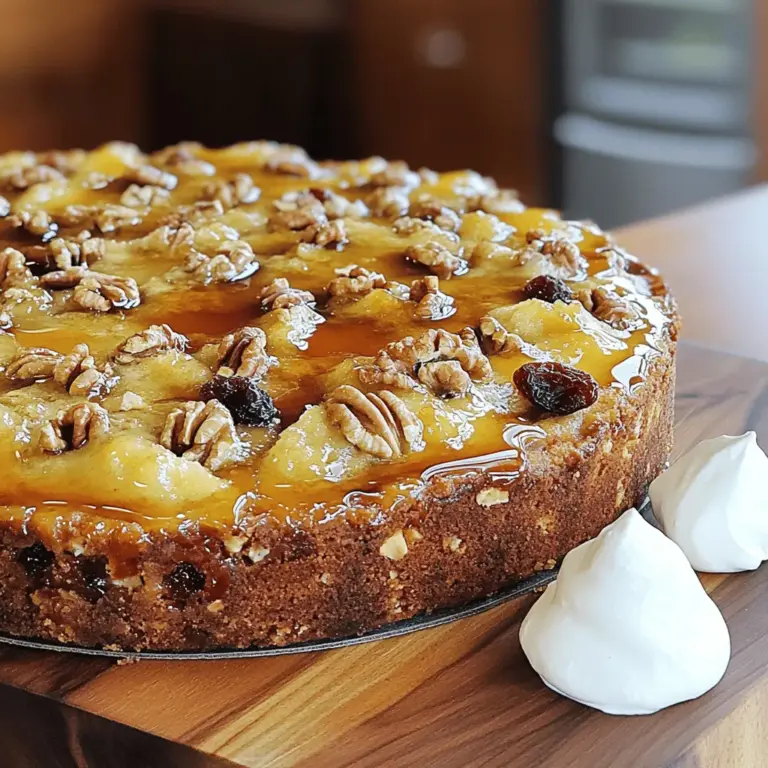 - 1 ½ cups all-purpose flour - 1 cup rolled oats - 1 cup brown sugar - ½ cup unsalted butter, softened - 1 cup buttermilk - 2 large eggs - 1 teaspoon baking powder - 1 teaspoon baking soda - ½ teaspoon salt - 1 teaspoon ground cinnamon - 1 cup chopped nuts (walnuts or pecans) - 1 cup dried fruits (raisins, cranberries, or apricots) - ¼ cup maple syrup (for drizzling) In Highlander Cake, each ingredient plays a key role. The all-purpose flour gives the cake its structure. The rolled oats add a nice texture and wholesome flavor. Brown sugar deepens the sweetness and adds a hint of molasses. Butter brings richness and moisture. Buttermilk makes the cake tender and fluffy. Eggs bind everything together, creating a soft crumb. Baking powder and baking soda help the cake rise. Salt enhances all the flavors, while cinnamon adds warmth. Chopped nuts offer a delightful crunch, and dried fruits provide bursts of sweetness. The maple syrup at the end adds a lovely finish. This cake is simple, yet it packs so much flavor. For the full recipe, check out the detailed steps that follow. Preheating the Oven and Preparing the Cake Pan First, set your oven to 350°F (175°C). Grease a 9-inch round cake pan. This helps the cake come out easily. Soaking the Oats in Buttermilk In a mixing bowl, combine the rolled oats and buttermilk. Let them soak for 15 minutes. This softens the oats and adds moisture to the cake. Creaming Butter and Brown Sugar In a separate bowl, cream the softened butter and brown sugar. Mix until it is light and fluffy. This step adds air to the batter. Incorporating Eggs and Oats Add the eggs one at a time to the butter mixture. Mix well after each egg. Then, stir in the soaked oats until combined. Combining Dry and Wet Ingredients In another bowl, whisk together the flour, baking powder, baking soda, salt, and cinnamon. Gradually add this dry mix to the wet ingredients. Stir gently until combined. Be careful not to overmix; this keeps the cake light. Adding Nuts and Dried Fruits Fold in the chopped nuts and dried fruits. Mix until they are evenly spread throughout the batter. This adds flavor and texture. Pouring Batter into the Pan Pour the batter into the prepared cake pan. Smooth the top with a spatula. This helps the cake bake evenly. Baking Time and Testing for Doneness Bake in the preheated oven for 30-35 minutes. Check for doneness by inserting a toothpick into the center. If it comes out clean, the cake is ready. Let it cool for 10 minutes before transferring it to a wire rack. For the complete recipe, you can check the Full Recipe section. Ensuring the Right Oven Temperature Always preheat your oven to 350°F (175°C). A hot oven helps the cake rise well. Use an oven thermometer for accuracy. Some ovens have hot spots that can affect baking. Avoiding Overmixing the Batter When mixing the dry and wet ingredients, mix just until combined. Overmixing can make the cake tough. You want a tender texture that melts in your mouth. Serving Suggestions for Highlander Cake Serve the Highlander Cake on a rustic wooden board. This adds charm and makes it look inviting. A sprinkle of extra chopped nuts on top enhances its appeal. Suggested Pairings Pair the cake with a dollop of whipped cream or a scoop of vanilla ice cream. This adds creaminess and balances the flavors. The warm cake and cool toppings create a delightful contrast. What to Do If the Cake is Too Dense If your cake turns out dense, it may be due to overmixing. Next time, mix just until combined. You can also add a bit more baking soda for a lighter texture. Fixing Overbaking or Undercooking If the cake is overbaked, it may be dry. Serve it with a drizzle of maple syrup for moisture. If it’s undercooked, return it to the oven for a few more minutes. Use a toothpick to check if it’s done. For the complete recipe, check out the Full Recipe section. {{image_2}} You can change the taste of Highlander Cake by swapping dried fruits. Try using cranberries, apricots, or figs. Each fruit adds a unique flavor. For nuts, walnuts and pecans work well, but you can also use almonds or hazelnuts. These nuts will give the cake a different crunch and taste. If you need a gluten-free cake, replace the all-purpose flour with almond flour. This change keeps the cake moist and tasty. For a vegan version, you can use plant-based butter and flaxseed eggs. Mix one tablespoon of ground flaxseed with three tablespoons of water for each egg. Let this sit until it thickens. Highlander Cake varies by region. In some areas, bakers add spices like nutmeg or ginger. In others, people use local fruits and nuts common to their area. Traditional toppings also change. Some prefer a drizzle of honey or yogurt. Others may use local syrups for a unique twist. Each variation brings its own charm to this lovely cake. To keep your leftover Highlander Cake fresh, store it at room temperature. Place the cake in an airtight container. This helps to lock in moisture and flavor. Make sure the container is sealed tightly. If you don't have a container, wrap the cake in plastic wrap or foil. This will also protect it from drying out. If you want to keep Highlander Cake for a longer time, freezing it is a great option. Here’s a step-by-step guide: 1. Cool the Cake: Let the cake cool completely before freezing. 2. Wrap it Well: Use plastic wrap to cover the cake tightly. Then, wrap it in aluminum foil to prevent freezer burn. 3. Label and Date: Write the date on the foil so you know when to use it. When you’re ready to eat it, thaw the cake in the fridge overnight. To reheat, place slices in a microwave for about 15 seconds. You can also warm it in an oven at 350°F (175°C) for about 10 minutes. Be mindful of the signs that the cake has gone bad. If you see mold or notice an off smell, it’s best to toss it. Fresh cake should have a moist texture and a sweet aroma. To keep the cake fresh, store it in a cool, dry place away from direct sunlight. Avoid placing it near foods with strong odors, as it can absorb those flavors. Enjoy your Highlander Cake while it's still delicious! What is Highlander Cake? Highlander Cake is a moist and hearty cake made with oats, nuts, and dried fruits. It’s rich in flavor and perfect for any occasion. This cake often features a sweet drizzle of maple syrup on top. Enjoy it as a dessert or a snack with tea or coffee. How do I know when my Highlander Cake is done baking? To check if your cake is done, insert a toothpick in the center. If the toothpick comes out clean or with just a few crumbs, your cake is ready. If it’s wet, bake it a little longer. Can I substitute buttermilk with regular milk? Yes, you can use regular milk instead of buttermilk. To make it work, add one tablespoon of vinegar or lemon juice to a cup of milk. Let it sit for a few minutes to sour, then use it in the recipe. What can I use instead of maple syrup? If you don’t have maple syrup, you can use honey or agave syrup. Both will add sweetness and a nice flavor. Just drizzle it on top like you would with maple syrup. Why does my cake sink in the middle? A cake may sink for several reasons. Most often, it’s due to too much liquid or underbaking. Make sure to measure your ingredients accurately and bake until it’s done. Can I bake this cake in a different size pan? Yes, you can use a different pan. Just adjust the baking time. A smaller pan may need more time, while a larger pan may need less. Always check for doneness with a toothpick to be sure. Highlander Cake combines simple ingredients to create a delicious treat. We've covered everything from the key ingredients to baking tips and storage. You can adapt the recipe to your taste with various nuts and fruits. Remember, perfecting your baking takes practice, so don’t worry about a few flops. Enjoy sharing this warm cake with family and friends. With each bite, you’ll savor the satisfaction of a homemade delight. Now, it’s time to get baking!