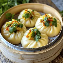 To make perfect steamed bao buns, you need a few key ingredients. Here’s what you will need: - 2 cups all-purpose flour - 1 tablespoon sugar - 1 teaspoon baking powder - 1/2 teaspoon salt - 3/4 cup warm water - 1 tablespoon active dry yeast - 1 tablespoon vegetable oil These items create a fluffy dough that rises well. The yeast is the magic ingredient that helps create the soft texture we love. You can customize bao buns with different fillings. Here are some tasty ideas: - Stir-fried vegetables - Tofu - Pulled chicken - Ground pork - Beef Feel free to mix and match! Adding fresh herbs like cilantro or green onions can enhance flavors. To make this recipe easier, gather these tools: - Mixing bowls - A whisk - A rolling pin - A steamer basket - Parchment paper These tools help you mix, shape, and steam the buns perfectly. Investing in a good steamer basket is key for even cooking. For the full recipe, be sure to check the detailed instructions. To start, grab a small bowl. Mix warm water and sugar in it. Then, sprinkle the yeast on top. Let it sit for about 5 to 10 minutes. You will see bubbles forming. This means your yeast is alive and ready to use. Next, take a large bowl. Whisk together the flour, baking powder, and salt. Make a well in the middle of the flour mix. Pour the yeast mixture and vegetable oil into the well. Mix everything until a dough forms. Now, knead the dough on a floured surface for about 10 minutes. You want it to feel smooth and stretchy. Place the dough in a greased bowl. Cover it with a damp cloth and let it rise for about 1 hour. The dough should double in size. Once the dough has risen, punch it down to remove air. Knead it for another minute. Divide the dough into 10 to 12 equal pieces. Roll each piece into a ball. Flatten them into circles about 4 inches wide. Put your filling in the center of each circle. Carefully fold the edges over the filling and pinch them to seal. Line a steamer basket with parchment paper. Place the filled buns in the basket, leaving space between them. Fill a pot or wok with water and bring it to a simmer. Set the steamer basket over the simmering water. Cover it and steam the buns for 15 to 20 minutes. They should look fluffy and cooked through. After steaming, carefully remove the buns and let them cool for a few minutes. Enjoy them warm! For more details, check the Full Recipe. To make great bao buns, focus on the dough. You want it soft and smooth. Use all-purpose flour for the best texture. When mixing, add the yeast mixture slowly. Knead the dough for about 10 minutes. This helps develop gluten. Gluten gives the dough its structure. If it feels sticky, add a tiny bit of flour. If it feels too dry, add a few drops of water. After rising, the dough should be puffy. A good dough means fluffy buns! Many people rush the yeast step. Don’t skip letting the yeast foam up. This adds flavor and helps the dough rise. Another mistake is over-kneading. Knead until smooth but don’t go overboard. Also, avoid adding too much filling. Too much can cause the buns to burst while cooking. Lastly, ensure you leave space in the steamer. They need room to grow as they steam. Steaming is key for bao buns. Use a pot or wok with water simmering, not boiling. Place the steamer basket on top with the lid on. This keeps the heat and moisture in. If you have a bamboo steamer, use it! It adds a nice touch. Steam the buns for 15-20 minutes. Check them halfway through. If they look too wet, let them steam longer. Follow these tips and you'll have perfect bao buns every time. For the full recipe, check out the detailed instructions above. {{image_2}} Bao buns are great because you can fill them with many tasty things. Some popular fillings include: - Pulled pork: This adds a sweet and savory flavor. - Chicken: Use stir-fried or roasted chicken for a hearty bite. - Beef: Marinated beef gives a nice umami taste. - Tofu: A great choice for a plant-based option. - Vegetables: Stir-fried veggies add crunch and color. You can mix and match these fillings as you like. Experimenting with flavors is part of the fun! Bao buns can be shaped in many ways. The classic shape is a round, fluffy bun. However, you can also try: - Half-moon shape: Fold the dough over the filling for a cute look. - Square shape: Flatten the dough and cut it into squares before filling. - Mini buns: Make smaller versions for bite-sized treats. To present your bao buns, you can serve them on a platter or in a bamboo steamer. It adds a nice touch! Making vegetarian and vegan bao buns is easy. You can use: - Mushrooms: They add a meaty texture and rich flavor. - Lentils: Cooked lentils are filling and nutritious. - Spiced chickpeas: They provide protein and a great taste. - Cabbage: Stir-fried cabbage with spices adds crunch. Ensure you use plant-based sauces and oils for your fillings. This way, everyone can enjoy delicious bao buns. For more ideas, check out the Full Recipe. To keep leftover bao buns fresh, let them cool first. Place them in an airtight container. You can store them in the fridge for about 3 days. If you want them to last longer, freezing is a great option. When reheating bao buns, steam them for about 5 minutes. This keeps them moist and fluffy. You can also use a microwave, but cover them with a damp paper towel. Heat in short bursts of 15 seconds until warm. Avoid overheating; this can dry them out. Freezing bao buns is easy. Before freezing, make sure they are fully cooked and cooled. Place them in a single layer on a baking sheet. Freeze for an hour, then transfer them to a freezer bag. They can last up to 3 months. To use, steam them directly from the freezer for about 10-12 minutes. You can find the full recipe for making these delicious buns [here](#). Chinese steamed bao buns have a rich history. They trace back to the Three Kingdoms period. A famous general named Zhuge Liang created them as portable food. Bao buns became popular in various regions of China over time. Each region adds its unique twist. Today, they are enjoyed worldwide as a delicious snack or meal. Yes, you can make the dough ahead of time. After kneading, allow the dough to rise. Then, punch it down and wrap it tightly. Store it in the fridge for up to 24 hours. When ready, let it come to room temperature before shaping. This makes meal prep easier. You can serve bao buns with many tasty sides. Consider these options: - Pickled vegetables - Spicy dipping sauces - Fresh herbs like cilantro - Soy sauce or hoisin sauce - Stir-fried greens These add flavor and texture to your meal. To make more bao buns, simply double or triple the ingredients. Keep the same proportions. Use a larger mixing bowl for your dough. Make sure you have enough space in your steamer. This way, you can steam them in batches. Enjoy sharing with friends and family! Yes, you can make gluten-free bao buns. Use a gluten-free flour blend instead of all-purpose flour. Make sure it includes xanthan gum for structure. The texture might differ slightly, but they will still be tasty. Experiment with different gluten-free flours to find your favorite. In this post, we explored the essentials for making steamed bao buns, from ingredients to techniques. You learned how to prepare the dough, shape your buns, and the steaming process. I shared tips to help you avoid common mistakes and variations to excite your taste buds. Remember, experimenting with fillings can bring new flavors. Whether you enjoy them fresh or stored for later, bao buns offer a fun cooking adventure. Dive in and enjoy this tasty treat!