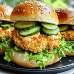 - 1 lb ground chicken - 1/2 cup Panko breadcrumbs - 1/4 cup green onions, finely chopped - 1/4 cup mayonnaise - 2 tablespoons sweet chili sauce - 1 tablespoon sriracha (adjust for spice preference) - 1 teaspoon garlic powder - Salt and pepper to taste The main ingredients create a tasty base for the sliders. Ground chicken gives the sliders protein. Panko breadcrumbs add crunch and help bind the mixture. Seasonings like garlic powder and green onions boost flavor. The sweet chili sauce and sriracha bring heat and sweetness. - Lettuce leaves - Sliced cucumbers - Sesame seeds These toppings bring freshness and texture. Crisp lettuce adds a nice crunch. Sliced cucumbers give a cool contrast to the spicy chicken. Sesame seeds add a nutty flavor that enhances the dish. - 8 mini slider buns - Optional alternatives: whole wheat or gluten-free buns Mini slider buns hold the patties perfectly. They are soft and easy to bite. For variety, you can use whole wheat buns for a health boost. Gluten-free buns offer a choice for those with dietary needs. Each option keeps the focus on the Bang Bang chicken flavor. For the complete cooking process, check the Full Recipe. To start, grab a large bowl. In this bowl, combine the following ingredients: - 1 lb ground chicken - 1/2 cup Panko breadcrumbs - 1/4 cup green onions, finely chopped - 1 teaspoon garlic powder - Salt and pepper to taste Mix these well until everything is combined. The mixture should feel slightly sticky but not wet. This texture helps the patties hold together while cooking. Next, you need to cook the patties. Heat a non-stick pan over medium heat. Place the patties in the pan, making sure not to crowd them. Cook each side for about 5-6 minutes. You want them golden brown. Use a meat thermometer to check that they reach 165°F (75°C) inside. This step ensures your chicken is safe to eat and perfectly cooked. Once the patties are cooked, it’s time to build your sliders. Start with 8 mini slider buns. Toast them lightly on the pan or in a toaster. Spread a layer of Bang Bang sauce on the bottom of each bun. Then, add a chicken patty. Top with lettuce leaves and sliced cucumbers. To finish, drizzle more Bang Bang sauce on top. Sprinkle sesame seeds for a nice touch. Cap each slider with the top half of the bun. Now, you can serve these sliders on a platter with extra Bang Bang sauce on the side for dipping. Enjoy your flavorful delight in minutes! For the full recipe, check here. To make great patties, keep your hands wet while shaping them. This helps prevent sticking. Aim for patties that are about the same size as your slider buns. For even cooking, press the center of each patty slightly. This helps them cook evenly. Cook them in a non-stick pan over medium heat for best results. Sriracha adds a nice kick to your sliders. If you like heat, add more sriracha to the sauce. If you prefer less spice, use less. You can also try different sauces. Mix soy sauce or even honey with the mayo for a new twist. You can make the sliders in advance. Form the patties and store them in the fridge for up to a day. If you want to freeze them, wrap each patty tightly. They last in the freezer for about three months. Just thaw them before cooking for best results. For the full recipe, check out the detailed steps. {{image_2}} You can easily swap out chicken for other proteins. Ground turkey works well and keeps it lean. If you prefer plant-based options, try using ground tofu or chickpeas. Both options offer great flavor and texture. Just make sure to adjust cooking times to ensure they cook through. For a meat-free version, use veggie patties or portobello mushrooms. Veggie patties made of beans or lentils add protein and flavor. Portobello mushrooms provide a meaty texture. Just grill or sauté them until they’re tender. These choices keep the sliders delicious and filling. You can add unique sauces or spices to change up the flavor. Try a spicy garlic sauce for a kick. Or, mix in some teriyaki sauce for a sweet twist. Experiment with different herbs, like cilantro or basil, to freshen the taste. Each option makes your Bang Bang Chicken Sliders special. To keep your Bang Bang chicken sliders fresh, place them in an airtight container. This helps prevent them from drying out. If you can, separate the patties from the buns. This way, the buns stay soft. You can store the sliders in the fridge for up to three days. When you’re ready to enjoy leftovers, I suggest reheating sliders in the oven. Preheat the oven to 350°F (175°C). Place the sliders on a baking sheet and cover them with foil. This keeps the moisture in and prevents them from getting too dry. Heat for about 10-15 minutes until warm. You can also use a microwave, but be careful. The buns might get tough. Cooked Bang Bang chicken sliders last for about three days in the fridge. If you want to keep them longer, consider freezing them. Wrap each slider tightly in plastic wrap. Then place them in a freezer bag. They can last for about two months in the freezer. When you’re ready to eat, just thaw and reheat. For the full recipe, check it out to enjoy these tasty sliders! Yes, you can use ground turkey. It offers a leaner option with fewer calories. Turkey provides a similar texture, so your sliders will still be tasty. When using turkey, keep in mind that it may be a bit drier than chicken. To avoid dryness, add a little extra sauce or moisture to the mixture. To add more heat, increase the sriracha in the sauce. You can also use fresh chili peppers or red pepper flakes. Mixing in some diced jalapeños into the chicken mixture will also amp up the spice. Adjust the heat level to suit your taste by testing as you go. These sliders pair great with a variety of sides. Try serving them with crispy fries or sweet potato fries. A fresh salad adds a nice crunch and balance. You could also serve coleslaw for a tangy crunch. For a fun twist, offer potato chips with different dips. Bang Bang Chicken Sliders are fun and tasty for everyone. We explored ingredients like ground chicken, panko breadcrumbs, and tasty seasonings. You learned how to blend, cook, and layer the patties for perfect sliders. Tips on making patties and adding flavor will help you shine in the kitchen. Don't forget to try different proteins and sauces for new twists. Now, with easy storage and reheating tips, your sliders can last longer. Dive in and make delicious sliders that will impress! Enjoy your cooking adventure!