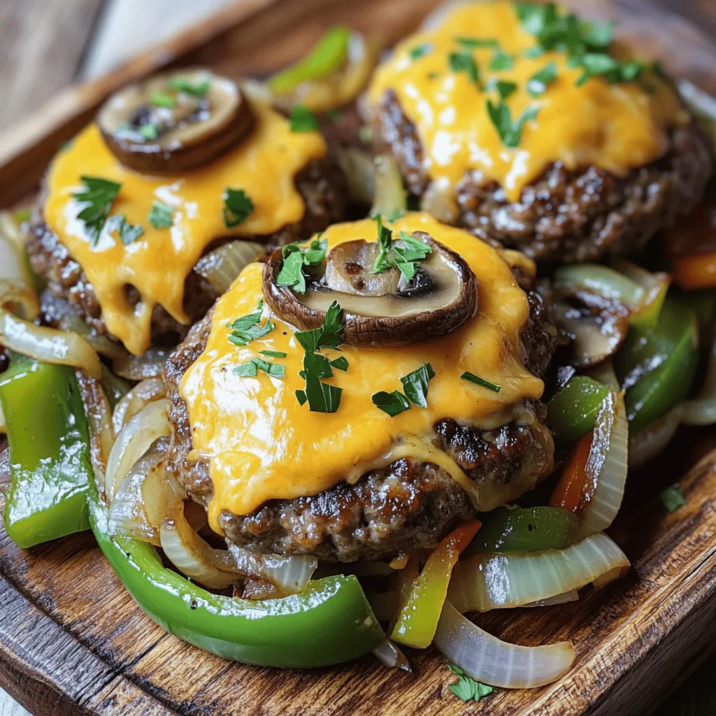 - 1 pound ground beef - 1 small onion, diced - 1/2 cup green bell pepper, diced - 1/2 cup fresh mushrooms, sliced - 1 cup shredded cheddar cheese - 1 tablespoon Worcestershire sauce - 1 teaspoon garlic powder - 1 teaspoon paprika - Salt and pepper to taste - 1 tablespoon olive oil - Fresh parsley for garnish (optional) When making Texas Roadhouse Roadkill, the ingredients are simple and flavorful. Ground beef forms the base. The diced onion and green bell pepper add sweetness and crunch. Fresh mushrooms bring earthiness to the dish. Shredded cheddar cheese melts beautifully, adding richness and flavor. For seasonings, Worcestershire sauce adds depth. Garlic powder enhances the taste, while paprika gives a hint of smokiness. Salt and pepper are vital for balance. Olive oil helps cook the veggies perfectly. Fresh parsley can brighten the dish with color and flavor if you choose to use it. Gather these ingredients before you start cooking. They come together to create a hearty meal that is both satisfying and delicious. For the complete recipe, check out the Full Recipe section. - Heat olive oil in a skillet over medium heat. - Sauté diced onion and green bell pepper for 3-4 minutes. - Add sliced mushrooms and cook for an additional 4-5 minutes. These steps start your dish right. The olive oil helps the veggies cook well. When the onion and bell pepper soften, they release great flavors. Adding mushrooms next gives a nice texture. - Combine ground beef with Worcestershire sauce, garlic powder, paprika, salt, and pepper. - Shape the mixture into two patties and cook in the skillet for 4-5 minutes on each side. Mixing the beef with seasonings makes it tasty. Shape the patties well so they cook evenly. Placing them in the skillet adds nice browning. This step is key for flavor. - Sprinkle cheddar cheese on patties during the last minute of cooking. - Serve patties on a plate topped with sautéed veggies. Adding cheese at the end makes it melty and rich. Plating the patties with veggies adds color and taste. This dish looks great and is fun to eat. For the full recipe, check the earlier section! - Use a meat thermometer to ensure patties reach the desired doneness. - For extra flavor, marinate the beef mixture for an hour before cooking. These tips help you cook the best Texas Roadhouse Roadkill. The meat thermometer checks if your patties are cooked. Aim for 160°F for a safe and tasty burger. Marinating adds deep flavor. You can mix Worcestershire sauce and spices into the beef ahead of time. - Pair with crispy baked potatoes or a fresh garden salad for a complete meal. - Garnish with fresh parsley for a pop of color. For a full meal, serve these patties with crispy baked potatoes. They are easy to make and add a nice crunch. A fresh salad also pairs well, bringing freshness to the plate. Don't forget a sprinkle of fresh parsley. It adds color and makes the dish look even more appealing. - Overcooking the patties can cause them to dry out. - Skipping salt can result in a bland dish. One mistake is overcooking the patties. This can dry them out and make them less tasty. Always check the cooking time and temperature. Another mistake is skipping salt. Salt enhances the beef's natural flavor. Even a little can make a big difference. {{image_2}} - Substitute ground turkey or chicken for a lighter option. - Use different types of cheese like pepper jack for a spicy twist. You can change up the recipe to suit your taste. Using turkey or chicken keeps it lighter but still tasty. If you want some heat, pepper jack cheese is a great option. It melts beautifully and adds a nice kick. - Replace ground beef with a mixture of lentils and mushrooms for a hearty vegetarian alternative. If you want a meat-free meal, try lentils and mushrooms. They give a great texture and flavor. Cook the lentils first, then mix them with the mushrooms. It will still be filling and delicious. - Add jalapeños for a spicy kick. - Mix in BBQ sauce for a smoky flavor profile. To spice things up, throw in some jalapeños. They add heat and crunch. For a smoky taste, BBQ sauce works wonders in this dish. Just mix it in with the beef before cooking. You can really make this dish your own! After enjoying Texas Roadhouse Roadkill, store any leftovers in an airtight container. This keeps them fresh. You can refrigerate them for up to 3 days. Make sure to let them cool before sealing. This helps maintain flavor and texture. If you want to save the patties for later, freezing is a great option. You can freeze the patties before cooking them. This method keeps them fresh for up to 2 months. Just wrap each patty tightly in plastic wrap or foil. Place them in a freezer bag to prevent freezer burn. When it's time to enjoy your leftovers, reheating them properly is key. For the best results, use a skillet. Heat it over medium heat and add a little oil. This method helps keep the patties juicy. Cook them until they're heated through. If you're in a hurry, you can use a microwave. Just make sure to heat them evenly and thoroughly. Texas Roadhouse Roadkill is a hearty dish that features seasoned ground beef patties. These patties are topped with sautéed veggies and melted cheese. Each bite delivers a burst of flavor and texture. The combination of beef, veggies, and cheese makes it a favorite among many. Yes, this recipe is very easy to follow. It is designed for quick preparation and cooking. Even if you are a beginner, you can make this dish with confidence. The steps are simple and straightforward, allowing you to create a delicious meal in no time. Absolutely! You can make this dish your own by adding your favorite toppings. For example, try adding creamy avocado or crispy bacon for extra flavor. You can also experiment with different cheeses or sauces to suit your taste. The options are endless, and that’s what makes this recipe fun! This recipe offers a great way to make a tasty Texas Roadhouse Roadkill dish. You can easily prepare it using just a few ingredients and simple steps. Remember the key tips, like monitoring the cooking time and avoiding blandness with seasoning. You also have fun options, such as swapping proteins or trying vegetarian versions. With a bit of creativity, you can enjoy this meal your way. Happy cooking!