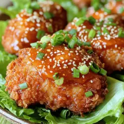 - 1 lb boneless, skinless chicken thighs - 1 cup buttermilk - 1 cup all-purpose flour - 1/2 cup cornstarch - 1 teaspoon garlic powder - 1 teaspoon onion powder - 1 teaspoon paprika - 1/2 teaspoon black pepper - 1 teaspoon salt - 1/2 cup mayonnaise - 1/4 cup sweet chili sauce - 1 tablespoon sriracha - 1 tablespoon honey - 2 green onions, finely chopped - Sesame seeds The main ingredients create a juicy, tender chicken. The buttermilk makes the chicken moist and flavorful. The flour and cornstarch mix gives it that perfect crunch. The seasonings pack a punch. Garlic powder and onion powder bring depth. Paprika adds color and mild spice. The sauce is where the magic happens. Mayonnaise, sweet chili sauce, sriracha, and honey make a creamy, spicy blend. Garnishing with green onions and sesame seeds adds a fresh look. It also boosts the flavor. For the full recipe, check out the details provided. You will love how simple yet tasty this dish is! First, take your chicken thighs and place them in a medium bowl. Pour in 1 cup of buttermilk. This step is key. Buttermilk helps make the chicken nice and tender. Cover the bowl with plastic wrap and pop it in the fridge. Let it marinate for at least 1 hour. You can even leave it overnight for more flavor. Now, grab a large bowl. In this bowl, mix together these ingredients: - 1 cup all-purpose flour - 1/2 cup cornstarch - 1 teaspoon garlic powder - 1 teaspoon onion powder - 1 teaspoon paprika - 1/2 teaspoon black pepper - 1 teaspoon salt Whisk these together until it looks even. This mixture is your breading. Heat up 1 cup of vegetable oil in a large skillet or deep frying pan. You want it to be hot, around medium-high heat. Test the oil by dropping a small bit of breading in. If it sizzles, it’s ready. Take the marinated chicken out of the fridge. Shake off any extra buttermilk. Dredge each piece in the flour mixture. Make sure each piece is well coated. Carefully place the breaded chicken into the hot oil. Cook each piece for about 5-7 minutes per side. Look for a golden brown color. It should be cooked through and reach an internal temperature of 165°F (75°C). Once done, drain the chicken on a plate lined with paper towels. This helps remove extra oil. Your crispy bang bang chicken is almost ready! For the full recipe, check out the main article. Marinating the chicken is key. It makes the chicken juicy and flavorful. I like to use buttermilk, as it adds a nice tang. Allow the chicken to soak for at least one hour. You can even leave it overnight for more flavor. For a super crispy coating, try the double coating technique. First, coat the chicken in the flour mix. Then dip it back in the buttermilk and coat it again. This extra layer gives a thicker crunch. Keeping the oil at the right temperature is crucial. If the oil is too hot, the chicken burns quickly. If it's too cool, the chicken soaks up oil. Aim for about 350°F (175°C). You can test it by dropping a small piece of breading in the oil. If it sizzles, it’s ready. Batch frying helps ensure crispiness. Fry only a few pieces at a time. This keeps the oil temperature steady and allows each piece to cook evenly. Don’t overcrowd the pan; give each piece space to fry properly. Adjusting sriracha in the bang bang sauce is simple. If you want it spicier, add more sriracha. If you prefer it milder, use less. Taste as you go to find your perfect balance. For a smooth sauce, whisk the ingredients well. Mix the mayonnaise, sweet chili sauce, sriracha, and honey until there are no lumps. If the sauce seems thick, add a splash of water or lime juice to thin it out. You can find the full recipe for Crispy Bang Bang Chicken above. Enjoy these tips and make your dish shine! {{image_2}} You can switch chicken thighs for chicken breasts. Chicken breasts are leaner and still tasty. Just remember, they cook faster. Keep an eye on them to avoid dryness. If you want a vegetarian option, use tofu. Firm tofu works best for this recipe. Press the tofu to remove excess moisture. Cut it into bite-sized pieces. You will still get that crispy coating and flavor. Adding spices can change the flavor of the breading. Try cayenne for heat or Italian seasoning for a herb twist. You can also use smoked paprika for a richer taste. In the bang bang sauce, you can mix in extra flavors. Try adding lime juice for a zesty kick. You can also use garlic or ginger for added depth. Adjust the sriracha to get your preferred spice level. Crispy Bang Bang Chicken pairs well with sides like rice or salad. Rice adds a nice base and soaks up the sauce. A fresh salad adds crunch and balances the meal. You can serve it as an appetizer or a main dish. For an appetizer, serve smaller pieces on a platter. Guests can dip them in the bang bang sauce. For a main course, add sides and present it on a large plate. Check out the Full Recipe for more details! To keep your crispy chicken fresh, store it right. First, let the chicken cool. Then place it in an airtight container. This keeps moisture out and preserves flavor. Glass or plastic containers work well. You can also use a zip-top bag. Make sure to remove as much air as you can. Store it in the fridge for up to three days. To enjoy that crispy texture again, reheating is key. The oven is your best friend here. Preheat it to 375°F (190°C). Place the chicken on a baking sheet. Heat it for about 10-15 minutes. This will help regain that crunch. If you use a microwave, the chicken may turn soggy. If you must use a microwave, place a paper towel under the chicken. This helps absorb some moisture. Want to save some crispy bang bang chicken for later? Freezing is a great choice. First, let the chicken cool completely. Wrap each piece in plastic wrap or foil. Then place them in a freezer-safe bag or container. This keeps the chicken fresh for up to three months. When you’re ready to eat, thaw it in the fridge overnight. For quick thawing, you can use the microwave. Just be careful not to cook it in the microwave. You can marinate the chicken for at least 1 hour. I often recommend marinating overnight for the best flavor. The longer you let it sit, the more tender and juicy the chicken becomes. This extra time allows the buttermilk to work its magic, breaking down proteins and adding flavor. Yes, you can make bang bang sauce in advance. Store it in an airtight container in the fridge. It can last for about a week. Just give it a good stir before using. Making it ahead saves time on cooking day and allows the flavors to blend nicely. If you don’t have buttermilk, you can use milk with vinegar or lemon juice. Just mix 1 cup of milk with 1 tablespoon of vinegar or lemon juice. Let it sit for about 5 minutes. This creates a similar tangy taste and texture. You can bake crispy bang bang chicken, but it might not be as crunchy. Preheat your oven to 400°F (200°C). Bake the breaded chicken on a lined baking sheet for about 20-25 minutes. Flip halfway through for even cooking. Spray with cooking oil for better crispiness. Try it if you want a healthier option! Crispy Bang Bang Chicken is simple and fun to make. You start by marinating chicken thighs in buttermilk to add flavor. Then, you coat the chicken with a tasty breading. Fry it until golden brown for that perfect crunch. Remember to adjust the sauce to fit your taste. This dish works well with various proteins and spices. Enjoying leftovers is just as good when stored and reheated correctly. Follow these steps, and you’ll have a meal everyone will love!