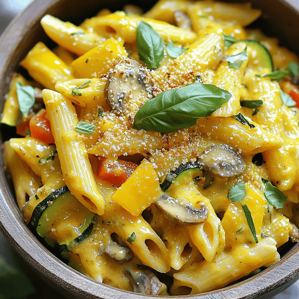 - 300g whole wheat pasta (penne or fusilli) - 1 medium zucchini, diced - 1 bell pepper, diced - 1 cup mushrooms, sliced - 1 cup spinach, chopped - 1 can (400g) diced tomatoes For this pasta bake, I choose whole wheat pasta. It adds fiber and a nice texture. You can use penne or fusilli, whichever you prefer. Next, I love to add diced vegetables. Zucchini, bell pepper, mushrooms, and spinach work well together. They bring color and flavor to the dish. Canned diced tomatoes add moisture and a savory taste. This mix of ingredients creates a hearty base. - 1 cup cashew cream (made from blended cashews and water) - 1/4 cup nutritional yeast Now for the creamy part. I make cashew cream by blending soaked cashews with water. This creates a smooth and rich texture. You can adjust the thickness by adding more or less water. Nutritional yeast adds a cheesy flavor without dairy. It also brings vitamins and minerals to the dish. Together, these components create a luscious sauce that binds everything. - 2 teaspoons garlic powder - 1 teaspoon onion powder - 1 teaspoon dried oregano - Salt and pepper to taste - 1/4 cup fresh basil, chopped (for garnish) - 1 tablespoon olive oil Seasoning is key for flavor. I use garlic powder and onion powder for depth. Dried oregano gives it an Italian touch. Salt and pepper enhance all the tastes. After baking, I like to sprinkle fresh basil on top. It adds color and freshness. A drizzle of olive oil before serving brings everything together. This simple yet powerful blend makes the dish come alive. For the full recipe, check out the detailed cooking instructions. Cooking the pasta First, boil some water in a large pot. Add 300g of whole wheat pasta. I like penne or fusilli. Cook it until it's al dente, about 8-10 minutes. After that, drain the pasta and set it aside. Chopping the vegetables Now, let's prepare the veggies. Take a medium zucchini and dice it. Then, chop a bell pepper and slice 1 cup of mushrooms. Finally, chop 1 cup of fresh spinach. These will add great flavor and color to your dish. Heating the olive oil and sauté method In a large skillet, add 1 tablespoon of olive oil. Heat it over medium heat. Once hot, add your diced zucchini, bell pepper, and mushrooms. Stir them often for about 5-7 minutes. This will help them soften and release their flavor. Timing for different vegetables After the initial sauté, add the chopped spinach. Cook it for another 2 minutes. This will make it wilted but still bright. Each veggie needs a bit of time, so keep an eye on them. Mixing the pasta and vegetable mixture In a large bowl, combine the cooked pasta with your sautéed veggies. Add 1 can of diced tomatoes, 1 cup of cashew cream, and 1/4 cup of nutritional yeast. Sprinkle in 2 teaspoons of garlic powder, 1 teaspoon of onion powder, and 1 teaspoon of dried oregano. Don't forget salt and pepper to taste. Mix everything well until it's nicely coated. Baking instructions and temperature settings Now, transfer your mixture into a greased baking dish. Spread it out evenly. Preheat your oven to 180°C (350°F). Bake the pasta for 25-30 minutes. You want the top to be golden and bubbly. Enjoy the delicious aroma while it cooks! To get the best texture in your vegan pasta bake, cook the pasta al dente. This means it should still have a slight bite when you taste it. Overcooking the pasta makes it mushy when baked. Follow the package instructions, but check it a minute or two early. For the vegetables, you want them soft but not soggy. Sauté zucchini, bell pepper, and mushrooms for about 5-7 minutes. This keeps them tender yet firm. Add spinach last, cooking it just until it wilts. This helps to keep the veggies fresh and colorful. Adding extra spices can really boost the taste of your dish. Consider mixing in crushed red pepper for some heat. You can also try smoked paprika for a rich, smoky flavor. Experiment with herbs like thyme or rosemary for a twist. Vegan cheese alternatives can add depth. Look for brands that melt well. You might also blend nutritional yeast with your cashew cream for a cheesy boost. This gives a rich flavor without dairy. For a beautiful presentation, serve the pasta bake in individual bowls. Garnish each bowl with fresh basil for a pop of color. A sprinkle of nutritional yeast gives a nice cheesy touch as well. Pair your pasta bake with a simple side salad. A mix of greens with a light vinaigrette works well. You could also serve it with crusty bread to soak up any sauce. For the full recipe, check out the complete guide to make this dish a hit! {{image_2}} For a gluten-free pasta bake, choose gluten-free pasta made from rice, quinoa, or chickpeas. These types work well and hold their shape during baking. Make sure to check labels for gluten-free certification. When cooking gluten-free pasta, reduce the cooking time slightly. This helps avoid mushiness. You want the pasta to be firm, or al dente, before mixing it with other ingredients. Feel free to add more veggies to your bake! Consider using broccoli, carrots, or kale. These not only add flavor but also boost nutrition. Try mixing in roasted sweet potatoes for a sweet touch. If you'd like more protein, add beans or lentils. These can make the dish heartier. Tofu or tempeh also work well. Just sauté them first to add flavor and texture. Switch up the sauce or cream for a new taste. You can use tomato sauce, pesto, or even a vegan alfredo. Each brings a different flavor profile to your dish. When it comes to herbs and spices, experiment with thyme, rosemary, or chili flakes. They add warmth and depth. Fresh herbs like parsley or cilantro can also brighten the dish. For the full recipe, check the earlier section. Enjoy making your vegan pasta bake your own! To store your leftover vegan pasta bake, let it cool down first. Place it in an airtight container. This keeps it fresh. You can store it in the fridge for up to 4 days. Make sure to cover it well to avoid drying out. You can freeze vegan pasta bake for longer storage. Cut it into portions and wrap each one in plastic wrap. Then, place them in a freezer bag. It can last up to 3 months in the freezer. To reheat, let it thaw overnight in the fridge. This helps keep the texture nice. You can reheat vegan pasta bake in the oven or microwave. For the oven, preheat it to 180°C (350°F). Cover the dish with foil to keep it moist. Bake for about 20 minutes. For the microwave, heat on medium for 3-5 minutes. Stir halfway to ensure even heat. Always check the center to see if it’s hot. This helps keep the pasta from becoming too dry or mushy. Making a Vegan Pasta Bake takes about 45 minutes. You will spend 15 minutes prepping the ingredients. The cooking time in the oven is about 25 to 30 minutes. This means you can enjoy a hearty meal in less than an hour. Yes, you can make this pasta bake ahead of time. Prepare the dish as normal, but do not bake it. Cover it and store it in the fridge for up to two days. When you are ready to eat, just bake it straight from the fridge. You may need to add a few extra minutes to the baking time. If you have nut allergies, you can use silken tofu instead of cashew cream. Blend the silken tofu with a bit of lemon juice for creaminess. You can also use coconut cream for a rich flavor. Both options work well in this recipe. This blog post covered how to create a delicious vegan pasta bake. You learned about key ingredients, creamy components, and seasoning options. I shared step-by-step instructions on cooking and combining flavors. Helpful tips helped enhance your dish, while variations let you customize it. Lastly, I provided storage solutions to keep your leftovers fresh. With these insights, you're set to make a fantastic vegan meal that delights everyone. Enjoy the process and have fun experimenting!