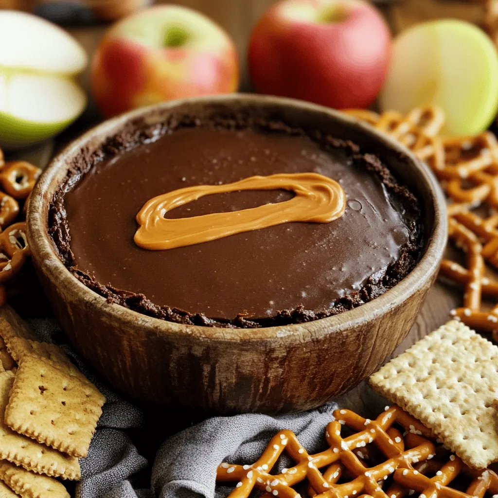 To make this Peanut Butter Brownie Dip, you need: - 1 cup creamy peanut butter - 1 cup powdered sugar - 1/2 cup cocoa powder - 1/2 cup cream cheese, softened - 1 teaspoon vanilla extract - 1/4 teaspoon salt - 1/4 cup milk (or more for desired consistency) - Assorted dippers: graham crackers, pretzels, apple slices, or vanilla wafers Each ingredient plays a key role. The peanut butter gives it that rich base. The cocoa powder adds a deep chocolate flavor. Cream cheese lends a smooth texture that makes it easy to dip. You can swap out some ingredients if needed. If you want less sugar, use less powdered sugar. For a dairy-free option, replace cream cheese with a vegan cream cheese. Out of cocoa powder? You can mix in melted dark chocolate instead. Just remember to keep the balance right. When it comes to dippers, creativity shines. I love using graham crackers for a sweet crunch. Pretzels give a salty twist that pairs well with the dip. Apple slices add a fresh touch, while vanilla wafers bring a nice flavor contrast. Don’t be afraid to try new things! You can even use banana slices or rice cakes. The dip will taste great with any of these choices. To make this Peanut Butter Brownie Dip, start with a large mixing bowl. First, add the creamy peanut butter, powdered sugar, cocoa powder, and softened cream cheese. Use an electric mixer on medium speed to mix everything together. Beat until the mix is smooth and well combined. This step is key for a creamy dip. Next, add the vanilla extract, salt, and milk. Mix again until you reach the consistency you like. If you want it thinner, add more milk one tablespoon at a time. Taste the dip and adjust the sweetness if needed. Add more powdered sugar for a sweeter flavor if you prefer. Finally, transfer the dip to a serving bowl and drizzle some peanut butter on top for a nice touch. Using an electric mixer makes this dip easy to prepare. Start mixing on a low speed to avoid a sugar cloud. Once the ingredients blend, you can speed up the mixer. This helps to create a silky texture. Always scrape down the sides of the bowl to mix everything well. If your mixer struggles, check if the cream cheese is soft enough. It should blend without lumps. The key to a perfect dip is consistency. If your dip feels too thick, add more milk slowly. Mix well after each addition to see how it changes. If it’s too thin, add a bit more cocoa powder or powdered sugar. This will help thicken it up. Always taste your dip before serving. You want it to be just right for dipping. Enjoy it with your favorite dippers! To make your Peanut Butter Brownie Dip extra creamy, start with room temperature cream cheese. This helps it blend smoothly. Use an electric mixer on medium speed. Mix until all the ingredients combine well. If needed, add more milk a tablespoon at a time. This step helps achieve the right consistency. You can also use a food processor for a super smooth dip. Store any leftover dip in an airtight container. It will stay fresh in the fridge for up to five days. Make sure to cover it well to avoid drying out. If you see a layer of liquid on top, just stir it back in. You can also freeze the dip for up to three months. Just thaw it in the fridge overnight before you serve. Serve your dip in a fun bowl for a special touch. Drizzle a bit of peanut butter on top for a nice look. Add some chocolate chips or crushed nuts on the surface. Arrange your dippers around the bowl for a colorful display. Use graham crackers, pretzels, or apple slices. This mix of dippers keeps it interesting. For the full recipe, check out the earlier sections! {{image_2}} You can make your Peanut Butter Brownie Dip even tastier with fun add-ins. Consider adding: - Chopped nuts: Walnuts or pecans add a nice crunch. - Chocolate chips: Use semi-sweet or dark chocolate for a rich treat. - Marshmallows: Mini marshmallows give a sweet, fluffy texture. - Coconut flakes: Unsweetened coconut adds a tropical twist. These add-ins can change the flavor and texture. Feel free to mix and match! If you need a gluten-free dip, you're in luck! The base recipe is gluten-free since it uses no flour. Just choose gluten-free dippers like: - Rice cakes: Light and crunchy, perfect for dipping. - Fruit slices: Apples and bananas pair well with the dip. - Gluten-free crackers: Look for brands that suit your taste. This way, everyone can enjoy the creamy delight! For a vegan version, swap out a few ingredients. You can use: - Vegan cream cheese: This keeps the dip creamy and rich. - Maple syrup: Use it instead of powdered sugar for sweetness. - Plant-based milk: Almond or oat milk works great. These changes will make your Peanut Butter Brownie Dip vegan-friendly. It's still just as delicious and creamy. For the full recipe, check out the detailed instructions above! To store leftover Peanut Butter Brownie Dip, place it in an airtight container. Make sure the lid seals tightly. This keeps the dip fresh and tasty. Store it in the fridge for best results. You can use plastic wrap if you don’t have a container. Press it directly on the dip to reduce air exposure. Peanut Butter Brownie Dip is best enjoyed cold, so reheating is not needed. If you want it warm, use a microwave. Start with 10 seconds, then stir. Check the dip and heat more if needed. Just don’t overheat it, as you want to keep it creamy. When stored properly, Peanut Butter Brownie Dip lasts about five days in the fridge. If you notice any change in smell or texture, it’s best to throw it out. Always check before you dip! For longer storage, you can freeze the dip for up to three months. Just thaw it in the fridge and stir before serving. For the full recipe, check out the detailed steps above. You can use many fun dippers! Try these: - Graham crackers - Pretzels - Apple slices - Vanilla wafers Each dipper adds a unique taste and texture. Graham crackers give a sweet crunch. Pretzels provide a salty bite. Apple slices add freshness. Vanilla wafers are light and sweet. Yes, you can make this dip in advance! Prepare it a day before your event. Just store it in the fridge in an airtight container. This helps the flavors blend well. When it's time to serve, stir it up. If it looks too thick, add a splash of milk to get the right consistency. This dip can be gluten-free! The main recipe ingredients are all gluten-free. Make sure your dippers are gluten-free too. Many brands offer gluten-free graham crackers and pretzels. Always check the labels to be safe. This way, everyone can enjoy this creamy delight. This blog post explored the tasty world of Peanut Butter Brownie Dip. We covered the key ingredients and how to swap them if needed. I shared tips for the perfect texture and ways to make your dip even creamier. We also discussed flavor boosts and storage methods. Peanut Butter Brownie Dip is simple and fun to make. You can enjoy it with many dippers or customize it to fit your needs. Dive into making this treat, and gather your friends to enjoy it together!