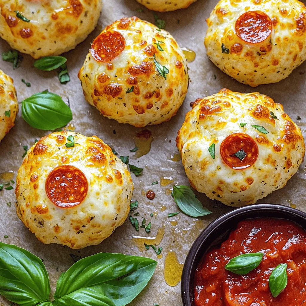 To make tasty pepperoni pizza bombs, you need a few key items: - 1 can (8 oz) refrigerated pizza dough - 1 cup pepperoni slices - 1 cup shredded mozzarella cheese - 1 teaspoon Italian seasoning - 1 tablespoon garlic powder - 1 tablespoon olive oil These ingredients come together to create a snack that kids and adults love. Having the right tools makes cooking easier. Here’s what you need: - Baking sheet - Parchment paper or cooking spray - Mixing bowl - Rolling pin (optional) - Spoon These tools help you prepare and bake the pizza bombs perfectly. To make your pizza bombs even better, try these options: - 1/4 cup marinara sauce (for dipping) - Fresh basil leaves (for garnish, optional) These garnishes add a burst of flavor and color to your dish. For the full recipe, you can check the details above. Start by preheating your oven to 375°F (190°C). Grease a baking sheet with olive oil or use parchment paper. On a clean, lightly floured surface, unroll the pizza dough. Cut the dough into 12 equal squares. Keep them neat and even for easy handling. In a mixing bowl, add the pepperoni slices, shredded mozzarella cheese, and Italian seasoning. Mix these together well. Now, take one square of pizza dough and place a spoonful of the pepperoni mix in the center. Fold the dough over the filling and pinch the edges tightly. This helps keep the yummy filling inside. Repeat this for all the squares. Place the assembled pizza bombs on the prepared baking sheet. Make sure they have space in between. Brush the tops of the pizza bombs with olive oil. Sprinkle garlic powder on top for extra flavor. Bake them in your preheated oven for 12-15 minutes. Look for a golden brown color. Once done, take them out and let them cool for a few minutes. Serve them with marinara sauce for dipping. Enjoy! To achieve that perfect golden color, follow these steps. First, preheat your oven to 375°F (190°C). This helps the dough cook evenly. Next, brush the tops with olive oil. This will create a nice, crispy crust. Avoid overcrowding the baking sheet. Each pizza bomb needs space to expand and brown. Bake them for 12-15 minutes. Keep an eye on them, so they don’t burn. One common mistake is cutting the dough squares too big. If they are too large, the filling can leak out. Another issue is not sealing the edges well. Make sure to pinch them tightly. This prevents any gooey mess. Lastly, don’t skip the olive oil on top. It adds flavor and helps with browning. Seasoning makes all the difference in your pizza bombs. I recommend using garlic powder and Italian seasoning. Both add a lovely flavor. You can also try mixing in some crushed red pepper for heat. Fresh herbs like basil can brighten the taste. Experiment with different spices to find your favorite blend. For the full recipe, check out the linked instructions above. {{image_2}} You can easily switch up the filling to make vegetarian pizza bombs. Use a mix of your favorite veggies like bell peppers, onions, and mushrooms. Add some spinach for a fresh touch. Instead of pepperoni, try artichoke hearts or olives. You can still use mozzarella cheese for that gooey texture. This option is great for meat-free days! If you love cheese, make cheese-stuffed pizza bombs. Use a blend of mozzarella and cheddar cheese. You can even add cream cheese for extra creaminess. Combine the cheeses for a rich filling. This variation is perfect for cheese lovers and will please kids and adults alike. For those who crave heat, spicy pepperoni bombs are the way to go. Use spicy pepperoni or add jalapeños to the filling. You can mix in some crushed red pepper flakes for an extra kick. This fiery twist will make your pizza bombs stand out. Serve them with ranch or blue cheese dressing for dipping. These variations keep your snack fun and interesting. Try them all for a tasty adventure! For the full recipe, check the complete instructions above. To store leftover pizza bombs, let them cool completely. Then, place them in an airtight container. You can keep them in the fridge for up to three days. If you want to make them last longer, consider freezing them. To reheat pizza bombs, use an oven for the best taste. Preheat the oven to 350°F (175°C). Place the pizza bombs on a baking sheet. Heat them for about 10-12 minutes. This keeps them crispy. You can also use a microwave for a quicker option. Just remember, they may turn soft in the microwave. To freeze pizza bombs, wrap each one in plastic wrap. Then, place them in a freezer-safe bag. They can last up to two months in the freezer. When you’re ready to eat, no need to thaw. Just bake from frozen at 375°F (190°C) for about 15-20 minutes. Enjoy fresh pizza bombs anytime! Find the full recipe [here](#). Yes, you can make these pizza bombs ahead of time. Prepare them up to the baking step. Cover them and store in the fridge for up to 24 hours. When ready to bake, simply preheat the oven and bake straight from the fridge. This saves time and adds fun for gatherings or game days. If you don't have pizza dough, try using biscuit dough or crescent roll dough. These options also give a nice texture. You can even use puff pastry for a flaky twist. Just keep in mind that cooking times may vary slightly, so check for doneness. To prevent soggy pizza bombs, make sure to drain any excess moisture from the filling. Avoid adding too much sauce inside the bombs. You can also bake them on a greased baking sheet instead of parchment paper. This helps air circulate and keeps the bottoms crisp. For extra crunch, brush the tops with olive oil before baking. You learned how to make delicious pizza bombs, from gathering ingredients to baking them. Remember to use the right tools and avoid common mistakes for the best results. You can try different kinds, like vegetarian or spicy versions, to suit your taste. Store leftovers properly to keep them fresh. With these tips, you'll impress everyone with your cooking skills. Enjoy exploring this fun, tasty dish, and don't hesitate to experiment!