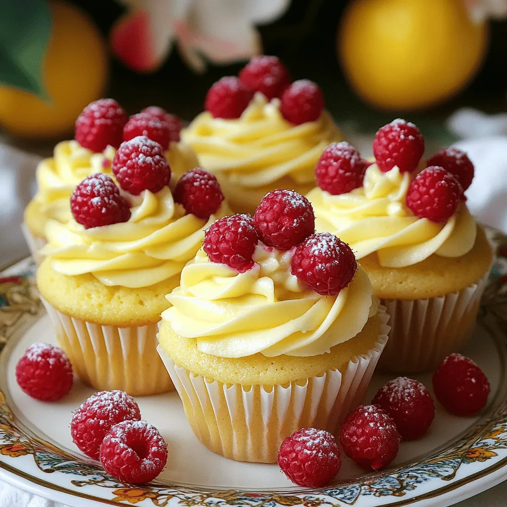 To make these delightful cupcakes, gather the following ingredients: - 1 ½ cups all-purpose flour - 1 cup granulated sugar - ½ cup unsalted butter, softened - 2 large eggs - ½ cup buttermilk - 2 tablespoons lemon zest - 1 tablespoon lemon juice - 1 teaspoon vanilla extract - 1 teaspoon baking powder - ½ teaspoon baking soda - ¼ teaspoon salt - 1 cup fresh raspberries (plus extra for topping) For the tangy lemon buttercream frosting, you will need: - 1 cup unsalted butter, softened - 3–4 cups powdered sugar - 2 tablespoons lemon juice - 1 tablespoon lemon zest - Pinch of salt - Fresh raspberries for garnish You can adjust some ingredients to fit your needs. Here are some ideas: - Use whole wheat flour instead of all-purpose for a healthier option. - Substitute coconut oil for butter if you want a dairy-free version. - Swap buttermilk with almond milk mixed with a bit of vinegar for a non-dairy alternative. - For a lower sugar option, use a sugar substitute that measures like sugar. These adjustments can help you enjoy Raspberry Lemon Heaven Cupcakes in a way that fits your lifestyle! If you want the full recipe, check it out above. Start by preheating your oven to 350°F (175°C). This step is key for even baking. While the oven warms, line a standard cupcake tin with paper liners. This makes for easy cleanup and adds a nice touch. In a large bowl, cream together the softened butter and granulated sugar. Do this until the mixture feels light and fluffy, which should take about 3-4 minutes. Next, add the eggs one at a time. Make sure to mix well after each addition. This helps the batter rise nicely. Now, stir in the buttermilk, lemon zest, lemon juice, and vanilla extract. Mix until everything is well combined. In a separate bowl, whisk together the flour, baking powder, baking soda, and salt. Gradually add this dry mix to the wet ingredients. Stir just until combined. Be careful not to overmix, as this can make the cupcakes tough. Finally, gently fold in the fresh raspberries. Use a spatula to keep them whole for bursts of flavor. Distribute the batter evenly into the cupcake liners. Fill each liner about 2/3 full to avoid overflow. Bake for 18-20 minutes. You can check if they are done by inserting a toothpick into the center. If it comes out clean, they are ready. Let the cupcakes cool in the tin for 5 minutes. After that, transfer them to a wire rack to cool completely. For the frosting, start by beating the softened butter in a medium bowl. Use electric beaters for the best results. Beat until creamy. Gradually add in the powdered sugar, lemon juice, and lemon zest. Keep mixing until the frosting is smooth and fluffy. If it feels too thick, add a teaspoon of milk. This will help reach your desired consistency. Once your cupcakes are completely cool, it’s time to frost. Use a piping bag or a spatula to spread the lemon buttercream frosting on each one. Be creative with your frosting shape. Lastly, add a fresh raspberry on top of each cupcake. This not only adds flavor but also makes them look beautiful. For an extra touch, arrange the cupcakes on a platter, dust with powdered sugar, and add some mint sprigs for color. Enjoy your delightful Raspberry Lemon Heaven Cupcakes! For the full recipe, check out the earlier section. To get moist Raspberry Lemon Heaven Cupcakes, use fresh ingredients. Make sure your butter is soft but not melted. Mix the butter and sugar well to trap air, which helps the cupcakes rise. Adding buttermilk also makes them soft and fluffy. Do not overmix your batter; mix until just combined. This keeps the cupcakes light. Avoid common mistakes by paying attention to a few details. First, always preheat your oven before baking. This helps with even cooking. Second, measure your ingredients accurately. Too much flour can make your cupcakes dry. Third, don't open the oven door too often while baking. This lets hot air escape and can ruin your cupcakes. You need a few key tools for perfect cupcakes. - Mixing bowls: Use a large bowl for batter and a smaller one for dry ingredients. - Electric mixer: This helps you cream butter and sugar quickly. - Cupcake tin: A standard tin works best for these cupcakes. - Cupcake liners: These keep your cupcakes from sticking and make cleanup easy. - Piping bag: Use this for frosting to create pretty designs. With these tips, you will make amazing Raspberry Lemon Heaven Cupcakes! For the complete recipe, check the Full Recipe above. {{image_2}} You can play with flavors in these cupcakes. Try adding blueberries or strawberries for a fruity twist. Mix in some lime zest for a zesty kick. For chocolate lovers, add cocoa powder to the batter. This gives a rich base that pairs well with raspberry and lemon. You can also fill the cupcakes with lemon curd or raspberry jam for a surprise inside. Each option creates a unique taste that keeps everyone guessing. If you need gluten-free cupcakes, swap the all-purpose flour for a gluten-free blend. Make sure to check the blend has xantham gum for structure. For dairy-free options, use almond milk or coconut milk instead of buttermilk. Replace the butter with dairy-free margarine. These simple swaps let everyone enjoy these delightful treats without worry. Toppings can take your cupcakes to the next level. Use crushed graham crackers for a fun crunch. Add edible flowers for a beautiful touch. You can also drizzle a lemon glaze over the frosting. This adds extra shine and flavor. Fresh mint leaves make great garnishes too. They add color and a fresh taste that brightens the cupcakes. Get creative and make every batch unique! To keep your Raspberry Lemon Heaven Cupcakes fresh, store them in an airtight container. Place a piece of parchment paper between the cupcakes to prevent sticking. This method helps keep the frosting intact and the cupcakes soft. If stored properly, these cupcakes stay fresh for about 3 to 5 days at room temperature. You can also keep them in the fridge for up to a week. Just remember to bring them back to room temperature before serving for the best flavor. To freeze leftover cupcakes, first let them cool completely. Wrap each cupcake in plastic wrap, then place them in a freezer-safe bag. This keeps them fresh for up to 3 months. When you're ready to enjoy them, thaw in the fridge overnight. Then, frost and garnish as desired. You can find the full recipe here: [Full Recipe]. To make these cupcakes gluten-free, swap all-purpose flour for a gluten-free blend. Look for one that works well in baking. You may need to adjust the liquid slightly. Always check for cross-contamination if you are sensitive. Yes, you can use frozen raspberries. They work well, but they may make the batter a bit wetter. If using frozen, do not thaw them first. Just fold them in gently to keep their shape. Store leftover cupcakes in an airtight container at room temperature for up to three days. If you live in a warm place, consider putting them in the fridge. Just let them come back to room temp before eating. Baking the cupcakes takes about 18-20 minutes. Test them by inserting a toothpick in the center. If it comes out clean, they are ready! Absolutely! You can try cream cheese frosting or chocolate ganache. Both pair nicely with the lemon flavor. Just remember to adjust the sweetness to your taste. For the full recipe, check out the section above. You learned how to make Raspberry Lemon Heaven Cupcakes from start to finish. We covered ingredients, step-by-step baking, and tips for perfect results. Remember, using fresh ingredients and following the steps closely leads to tasty cupcakes. You can play with flavors and adjust for dietary needs. Proper storage keeps your treats fresh and yummy. Enjoy your baking fun, and share these cupcakes with others!