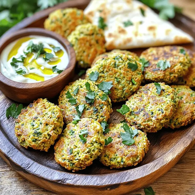 - 1 cup dried chickpeas (soaked overnight) - 1 small onion, roughly chopped - 2-3 cloves garlic, minced - 1/4 cup fresh parsley, chopped - 1/4 cup fresh cilantro, chopped - 1 teaspoon ground cumin - 1 teaspoon ground coriander - 1/2 teaspoon baking powder - 1 teaspoon salt - 1/4 teaspoon black pepper - 2 tablespoons tahini - 2 tablespoons olive oil (plus extra for frying) - Juice of 1 lemon These ingredients create the base for your falafel. Soaking the chickpeas overnight is key. It helps them soften and blend well. - Extra chopped herbs for garnish - Alternative binders like flour or breadcrumbs You can add more herbs for a fresh taste. If you want to adjust the texture, try using different binders. - Food processor - Air fryer - Measuring cups and spoons Using a food processor makes mixing easy. An air fryer gives you that crispiness without much oil. Measuring cups and spoons ensure you get the right amounts every time. For the full recipe, check out the detailed steps to make your air fryer falafel. - First, soak 1 cup of dried chickpeas overnight. This helps soften them and makes them blend better. - After soaking, drain and rinse the chickpeas under cold water. This step is key for a clean taste. - Place the drained chickpeas in a food processor. Pulse them until they are coarsely ground. Be careful not to turn them into a paste. - Next, add the chopped onion, minced garlic, parsley, cilantro, cumin, coriander, baking powder, salt, black pepper, tahini, olive oil, and lemon juice. Blend until mixed well, stopping to scrape down the sides a few times. - Once mixed, transfer the falafel mixture to a bowl. Cover and refrigerate for at least 30 minutes. This helps the mixture firm up. - Preheat your air fryer to 375°F (190°C). This step is important for even cooking. - Form the chilled falafel mixture into small balls or patties, about 1-2 inches in size. - Lightly brush the air fryer basket with olive oil. This will help prevent sticking. Place the falafel in a single layer, ensuring they are not overcrowded. - Spray or brush the tops of the falafel lightly with olive oil for a nice crisp. - Air fry for 12-15 minutes, flipping them halfway through. They should be golden brown and crispy. - Remove the falafel from the air fryer and serve right away with tahini sauce, pita bread, or in a salad. For the full recipe, check out the ingredients and instructions above. To make your falafel crispy, avoid sogginess by not over-blending. When you blend the chickpeas, stop when they are coarsely ground. This keeps them from becoming a paste. Also, apply oil carefully. Use just enough olive oil to cover the falafel lightly. This helps them crisp up in the air fryer without being greasy. Add more spice for richer taste. Consider using smoked paprika or cayenne pepper for heat. You can also add a pinch of cinnamon for a unique twist. Serve your falafel with tahini sauce, yogurt, or a fresh salad. A squeeze of lemon adds a bright touch, too. Avoid over-blending the falafel mixture. If it turns too smooth, it won’t hold together. Chill your mixture for at least 30 minutes. This helps the falafel firm up, making it easier to shape. Chilling also ensures they stay intact while cooking in the air fryer. For the full recipe, check the instructions above. {{image_2}} You can use canned chickpeas instead of dried ones. Just rinse and drain them well. This saves time and still gives good flavor. For a vegan option, ensure your tahini and other ingredients are plant-based. If you need a gluten-free version, check your seasonings and sauces. Most falafel recipes are already gluten-free, but it's good to double-check. Falafel works great in many dishes. You can serve it in salads or wraps. Try mixing it with fresh veggies and a tangy dressing. For wraps, add your favorite sauces and toppings. Pair falafel with tahini sauce or yogurt sauce for a tasty dip. You can also serve it with hummus or spicy harissa for extra flair. Want to spice it up? Add chopped hot peppers or a pinch of cayenne. This gives your falafel a nice kick. You can also play with herbs. Try adding dill or mint for a fresh twist. A mix of herbs and spices can make your falafel unique. Experiment with different flavors to find your favorite. For the full recipe, check out the Crispy Air Fryer Falafel. To keep uncooked falafel fresh, you must store it properly. Place the falafel mixture in an airtight container. Cover it tightly and put it in the fridge. It can stay fresh for up to 2 days. If you want to keep it longer, freezing is a great option. Form the falafel into balls or patties first. Then, lay them on a baking sheet and freeze until firm. Once frozen, transfer them to a freezer bag. They can last for about 3 months in the freezer. Cooked falafel is best enjoyed fresh, but you can store leftovers. Place them in an airtight container and refrigerate. They will stay fresh for about 4 days. To keep falafel crispy, avoid stacking them. When you are ready to eat, reheat them. Use an air fryer or oven for the best results. Set your air fryer to 350°F (175°C) and heat for about 5 minutes. This method keeps the falafel crispy and tasty. How long does falafel last in the refrigerator? Cooked falafel can last up to 4 days. If you see mold or notice a strange smell, discard it. Signs that falafel has gone bad include a slimy texture or off-color. Always check before eating leftovers. Keeping track of freshness is key to enjoying this crisp and flavorful delight. For a great falafel recipe, check out the Full Recipe. To make air fryer falafel crispy, you need to use the right amount of oil. Lightly brush or spray the falafel with olive oil before cooking. This helps the outside get that golden, crunchy texture. Also, avoid overcrowding the air fryer basket. Give each piece space to cook evenly. Cooking at 375°F (190°C) for 12-15 minutes works well. Flip them halfway for even browning. Yes, you can use canned chickpeas, but I recommend using dried ones for the best flavor and texture. If you use canned, rinse and drain them well. You will not need to soak them. Just blend them with the other ingredients until combined. Keep in mind that canned chickpeas may create a softer falafel. Air fryer falafel tastes great with several sauces. Tahini sauce is a classic choice. You can also try garlic sauce or yogurt sauce for a creamy touch. Hot sauce adds a spicy kick. Serve falafel in a pita with your favorite sauce and fresh veggies for a tasty meal. Your falafel is done cooking when it is golden brown and crispy on the outside. The inside should feel firm but not dry. You can check one by cutting it open. It should be warm and fluffy inside. If they look too pale, give them a few extra minutes. Yes, you can freeze cooked falafel. Let them cool completely before freezing. Place them in a single layer on a baking sheet and freeze until solid. Then, transfer the falafel to a freezer-safe bag. They can last in the freezer for up to three months. To reheat, bake them in the oven or air fryer until heated through. You now have all the tools to make great air fryer falafel. We explored the ingredients, from dried chickpeas to fresh herbs. I also shared tips for the perfect texture and flavor. Remember, you can switch ingredients to fit your taste. Finally, proper storage keeps your falafel fresh for longer. Enjoy your delicious and healthy creation! Making falafel is fun and rewarding, so get started today!