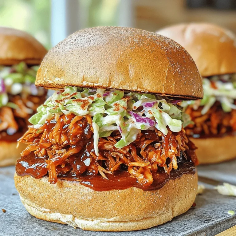 - 2 cans young green jackfruit (in water or brine, drained and rinsed) - 1 tablespoon olive oil - 1 small onion (finely chopped) - 3 cloves garlic (minced) - 1 cup BBQ sauce (store-bought or homemade) - 1 teaspoon smoked paprika - 1 teaspoon cumin - 1 teaspoon garlic powder - 1/2 teaspoon cayenne pepper (optional) - Salt and pepper to taste - 4 whole grain or gluten-free burger buns - Coleslaw (optional, for topping) When making Vegan Jackfruit BBQ Sandwiches, I focus on fresh and simple ingredients. Young green jackfruit is the star of this dish. It has a meaty texture that makes it perfect for BBQ. Look for jackfruit in cans, packed in water or brine. Rinse and drain it well before using. Next, I use olive oil to sauté the onion and garlic. This forms a flavor base that adds depth to the dish. I like to finely chop the onion and mince the garlic for even cooking. BBQ sauce is key for flavor. You can buy it or make your own. When choosing, look for sauces that are not too sweet. I like to balance the sauce with spices. Smoked paprika and cumin give a warm flavor. Garlic powder adds an extra punch. If you want some heat, cayenne pepper is a great option. Finally, I serve these sandwiches on whole grain or gluten-free buns. For a crunchy touch, I like to add coleslaw on top. It adds texture and freshness. For the full recipe and instructions, check out the [Full Recipe] section. To start, you need to shred the jackfruit. This makes it look like pulled pork. Grab two forks or use your hands to break apart the jackfruit pieces. You want to create a texture that is easy to eat. Set this aside for later. Next, heat one tablespoon of olive oil in a large skillet over medium heat. Add in the finely chopped onion. Sauté it for about five minutes until it turns soft and clear. Then, add three cloves of minced garlic to the pan. Cook this for one more minute until it smells good. After that, stir in the shredded jackfruit. Add one teaspoon of smoked paprika, one teaspoon of cumin, one teaspoon of garlic powder, and a pinch of cayenne pepper if you like heat. Don’t forget to season with salt and pepper! Mix well to coat the jackfruit with all the spices. Now, pour in one cup of BBQ sauce. Stir everything well to combine. Reduce the heat to low. Cover the skillet and let the jackfruit mixture simmer for about 20 to 25 minutes. Stir it occasionally so it doesn’t stick. The mixture should become tender and full of flavor. While the jackfruit simmers, toast your burger buns. You can use a toaster or a dry skillet. Once the jackfruit is ready, it’s time to assemble your sandwiches. Place a big scoop of BBQ jackfruit on the bottom half of each bun. If you like, add some coleslaw on top for crunch. Finally, place the other half of the bun on top. Serve right away while it’s warm and enjoy your meal! For the complete recipe, check the [Full Recipe]. When picking jackfruit, choose young green jackfruit. This type works best in savory dishes. Look for brands like Native Forest or Chaokoh. They offer canned jackfruit in water or brine. Always check the label to make sure it’s young and not ripe. Ripe jackfruit is sweet and not suitable for BBQ sandwiches. To make your jackfruit BBQ even tastier, try adding spices. A dash of liquid smoke can give a nice smoky flavor. You can add a tablespoon of maple syrup for sweetness. If you like heat, add more cayenne pepper. Experiment with spices like chili powder or onion powder for extra depth. For the best texture, shred the jackfruit well. Use your hands or two forks to pull it apart. The pieces should be small and resemble pulled pork. During cooking, let the jackfruit simmer in BBQ sauce. This helps it absorb all the flavors. If it seems too dry, add a splash of water or extra BBQ sauce. This keeps the jackfruit moist and tender. For a detailed recipe, check the Full Recipe. {{image_2}} Choosing your BBQ sauce can change the whole dish. You can go homemade or store-bought. Each option has its own flavor profile. Homemade sauces let you control the taste. You can add spices, sweetness, or heat to match your style. Store-bought options save time. They can have smoky, tangy, or sweet notes. A classic hickory BBQ sauce works well. For a twist, try a mustard-based sauce. It adds a tangy zest that pairs nicely with jackfruit. Toppings can take your sandwich to the next level. Coleslaw is a favorite, adding crunch and creaminess. You can mix in different ingredients for flair. Try adding apples for sweetness or jalapeños for heat. Pickles can give a nice tang too. You could even use avocado for richness. Experiment with different toppings to find your perfect match. Each bite can be unique and fun! The choice of bun is important for your sandwich. Whole grain buns are healthy and add texture. If you need gluten-free options, look for rice or almond flour buns. Low-carb eaters can use lettuce wraps instead. They keep the meal light and fresh. Sourdough or brioche buns can add a gourmet touch. Each bun type brings its own flavor and feel, so pick what you love! For the full recipe of Vegan Jackfruit BBQ Sandwiches, see the section above. To keep your jackfruit mixture fresh, you should refrigerate it. First, let it cool to room temperature. Then, transfer it to an airtight container. This method helps lock in flavor and moisture. Store it in the fridge for up to four days. When ready to eat, just reheat the portion you want. Freezing is a great way to save extra jackfruit BBQ mixture. Place it in a freezer-safe container. Make sure to leave some space for expansion. Seal it tightly to avoid freezer burn. You can freeze it for up to three months. When you’re ready to enjoy it, thaw it in the fridge overnight. Reheat it on the stove or in the microwave before serving. The jackfruit BBQ mixture lasts up to four days in the fridge. If you freeze it, it can last up to three months. Always check for signs of spoilage before you eat it. Look for off smells or changes in texture. When stored properly, you can enjoy this dish multiple times without losing its great taste. For the full recipe, check out the details above. Jackfruit is a large tropical fruit. It has a unique texture that mimics meat. This makes it a great option for vegan and vegetarian dishes. When cooked, jackfruit becomes tender and absorbs flavors well. It works well in BBQ recipes, like our Vegan Jackfruit BBQ Sandwiches, offering a satisfying bite. Yes, you can make this recipe ahead of time. Cook the jackfruit mixture and let it cool. Store it in an airtight container in the fridge for up to three days. You can also freeze it for up to three months. Just thaw overnight in the fridge before reheating. Cooked jackfruit should be tender and easy to pull apart. When you simmer it, check for a soft texture. If it’s still tough, let it cook a bit longer. Stir occasionally to prevent sticking. Follow the instructions in the Full Recipe for best results. You can find jackfruit at many grocery stores. Look in the canned goods aisle or the international foods section. Asian markets often carry fresh jackfruit, too. You can also buy it online from various retailers. Look for young green jackfruit for savory dishes. In this blog post, we explored how to make delicious vegan jackfruit BBQ sandwiches. We covered essential ingredients, including tender jackfruit and tasty spices. I shared step-by-step instructions to guide you through preparation and cooking. Tips on selecting jackfruit and enhancing its flavor help you master this dish. You can also tweak it with different sauces and toppings. Enjoy your sandwiches fresh or store leftovers for later. With this knowledge, you can impress your friends and family at your next meal. Happy cooking!