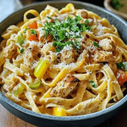 To make Creamy Cajun Chicken Pasta, you need some key ingredients. Each one adds flavor and texture to the dish. Here’s what you’ll need: - Chicken and Seasonings - 2 boneless, skinless chicken breasts, diced - 1 tablespoon Cajun seasoning - 2 tablespoons olive oil - Vegetables - 1 medium onion, finely chopped - 2 cloves garlic, minced - 1 bell pepper (red or yellow), diced - Pasta and Cream - 8 ounces fettuccine or penne pasta - 1 cup heavy cream - 1 cup chicken broth - 1 cup grated Parmesan cheese - Salt and pepper to taste - Garnish - Fresh parsley, chopped (for garnish) Each ingredient plays a role. The chicken gives protein, while Cajun seasoning adds a spicy kick. The veggies bring freshness and crunch. Pasta gives a comforting base, and cream makes it rich and creamy. You can find the full recipe in the section above. Enjoy your cooking! Preparing the Pan Start by boiling water in a large pot. Add a pinch of salt to the water. Once boiling, add the pasta. Cook according to the package instructions. This usually takes around 8-10 minutes. Stir occasionally to prevent it from sticking. Preparing the Chicken While the pasta cooks, get a bowl. Dice the chicken breasts into small pieces. Add the Cajun seasoning to the chicken. Mix well to coat each piece evenly. This helps the chicken absorb the bold flavors. Sautéing Vegetables Grab a large skillet and heat some olive oil over medium heat. Once hot, add the seasoned chicken. Cook for 5-7 minutes, stirring often, until the chicken is browned and cooked through. Remove the chicken and set aside. In the same skillet, add chopped onion and bell pepper. Sauté for 3-4 minutes until soft. Add minced garlic and cook for another minute until you smell that great aroma. Adding Chicken Broth and Cream Return the cooked chicken to the skillet. Pour in the chicken broth and bring it to a gentle simmer. This will help the chicken stay moist. After a minute, stir in the heavy cream. Let it simmer for 3-4 minutes until it thickens slightly. Incorporating Cheese Now it’s time to add the cheese. Sprinkle in the grated Parmesan cheese. Stir until it melts and creates a creamy sauce. Taste it and add salt and pepper as needed. Mixing in Pasta Finally, add the pasta to the skillet. Toss everything together until the pasta is well coated in the sauce. Heat through so everything is warm. Your creamy Cajun chicken pasta is almost ready! For full details on the recipe, check out the Full Recipe. Ensuring Chicken is Tender To keep chicken tender, use fresh breast meat. Cut it into equal pieces. This helps it cook evenly. Season the chicken well with Cajun spice. Let it sit for a few minutes before cooking. This adds great flavor. Cook the chicken on medium heat. This way, it won’t dry out. Perfecting the Sauce Consistency For a creamy sauce, use heavy cream. Add it slowly after the chicken cooks. Let it simmer gently. Stir in the Parmesan cheese until it melts. If the sauce is too thick, add a bit of chicken broth. It should coat the pasta nicely without being runny. Garnishing Ideas Garnish with fresh parsley for color. Shave extra Parmesan on top for richness. A sprinkle of Cajun seasoning can add a pop of flavor. You can even add a squeeze of lemon for brightness. Side Dishes to Consider Pair with garlic bread for a complete meal. A simple green salad also works well. Try a mix of lettuce, tomatoes, and cucumbers. This adds crunch and freshness. You can also serve some roasted vegetables on the side for more nutrients. {{image_2}} You can switch up the protein in this dish. Shrimp or sausage works well here. For shrimp, use the same method as chicken. Cook them until pink and tender. If you like sausage, slice it and brown it in the skillet. This adds great flavor. For a vegetarian adaptation, replace chicken with mushrooms or zucchini. These veggies soak up the sauce nicely. You can also use chickpeas for added protein. Just sauté them with the onions and peppers. This keeps the meal hearty and filling without meat. Adjusting the spice level is easy. You can control the heat with Cajun seasoning. Start with less if you're unsure. You can always add more later. Mix in a pinch at a time until it suits your taste. If you want more heat, add fresh peppers. Jalapeños or red pepper flakes can spice things up. Just be careful not to overwhelm the dish. Balance is key. This way, everyone can enjoy the pasta at their own spice level. For the full recipe, check out the complete guide. To keep your Creamy Cajun Chicken Pasta fresh, follow these steps: - Best Practices for Refrigeration Place leftovers in an airtight container. Let it cool to room temperature before sealing. Store in the fridge for up to three days. - Tips for Freezing If you want to save it longer, freeze the pasta. Use a freezer-safe container. It can last for up to three months. For best results, divide into smaller portions. When it's time to enjoy your leftovers, choose your method wisely: - Microwave vs. Stovetop The microwave is quick but may dry pasta. Use a microwave-safe dish. Cover it with a damp paper towel. The stovetop is better for even heating. Place it in a pan over low heat, stirring often. - Maintaining Creaminess To keep the sauce creamy, add a splash of cream or broth while reheating. Stir well to combine. This ensures your pasta stays rich and delicious. You can make Creamy Cajun Chicken Pasta healthier by: - Reducing cream and cheese: Use less heavy cream and cheese. You can swap some cream for low-fat yogurt or milk. - Adding more vegetables: Toss in spinach, zucchini, or broccoli. These veggies add nutrients and fiber. Yes, you can use other pasta shapes. Here are some options: - Options for pasta substitutes: You can try fusilli, farfalle, or whole wheat pasta. - Keep in mind gluten-free alternatives: Use gluten-free pasta made from rice or chickpeas. They work well and taste great. Pair this dish with tasty sides like: - Complementary side dishes: Garlic bread and steamed vegetables go well. - Recommended salad pairings: A fresh Caesar or mixed green salad adds a nice crunch. For the complete recipe, check the Full Recipe section above. You learned how to make Creamy Cajun Chicken Pasta, step by step. We covered ingredients, cooking methods, and variations. You now have tips on storing leftovers and reheating. Remember, you can adjust spice levels and protein options to fit your taste. Experiment with flavors to make this dish your own. Enjoy every bite of your creamy, savory creation. Happy cooking!