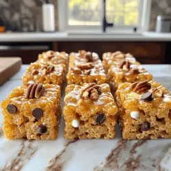 To make Brown Butter Rice Krispie Treats, you need some simple and tasty ingredients. Here’s what you’ll need: - 4 tablespoons unsalted butter - 1 package (10 oz) mini marshmallows - 6 cups Rice Krispie cereal - 1/2 teaspoon vanilla extract - 1/4 teaspoon sea salt - Optional: 1/2 cup chocolate chips - Optional: 1/4 cup chopped nuts (like pecans or walnuts) These ingredients blend together to create a sweet and crunchy treat. The unsalted butter gives a rich flavor, while the mini marshmallows add that classic gooeyness. Rice Krispie cereal brings the crispiness that makes these treats so fun to eat. You can also add chocolate chips or nuts to make them even tastier. The chocolate adds a nice sweetness, and the nuts give a lovely crunch. You can find the full recipe to guide you through the cooking process and help you create these delightful snacks. First, melt the butter in a large saucepan over medium heat. You need to stir it often to keep it from burning. Watch closely as the butter foams. After about 4 to 5 minutes, it will turn golden brown. This step adds a nutty flavor that makes these treats special. Once the butter is browned, lower the heat to low. Add the mini marshmallows to the pan. Stir constantly until the marshmallows melt and blend with the brown butter. You want a smooth mixture without lumps. This is the base of your Rice Krispie treats. After the marshmallows melt, take the pan off the heat. Now, stir in the vanilla extract and sea salt. This step adds depth to the flavor. Mix well to make sure everything combines nicely. Next, gradually add the Rice Krispie cereal to the mixture. Use a spatula to fold it in gently. You want to coat every piece of cereal evenly. This ensures each bite is full of flavor and texture. If you like, now is the time to fold in chocolate chips and chopped nuts. These extras add more flavor and crunch. Mix until they are evenly spread throughout the mixture. Lightly grease a 9x13 inch baking pan with cooking spray. You can also line it with parchment paper for easier removal. Pour the Rice Krispie mixture into the pan. Press it down firmly with your hands or a spatula to create an even layer. Let the treats cool for about 30 minutes. For the full recipe, follow the steps carefully to ensure your Brown Butter Rice Krispie Treats turn out perfectly! To avoid burning your butter, keep the heat at medium. Stir it often. Watch closely for the color change. The butter should turn a lovely golden brown. You’ll know it’s perfect when it has a nutty aroma. This process takes about 4-5 minutes. To prevent hard treats, do not over-press the mixture. Use buttered hands or a spatula. Lightly press down to create a flat layer. For sticky treats, ensure the butter and marshmallows blend well. This helps keep the treats soft and chewy. Want more flavor? Try adding a pinch of cinnamon or a splash of almond extract. For fun mix-ins, consider adding crushed cookies or dried fruit. Chocolate chips or nuts are great for extra texture. Be creative and make your treats unique! For the full recipe, click [Full Recipe]. {{image_2}} You can switch up Rice Krispies for other cereals. Try using Fruity Pebbles for a fun twist. Cornflakes also work well. They give a different crunch and taste. For themed treats, use cereal colors to match events. For Halloween, use orange and black cereals. For birthdays, pick bright, colorful options. These changes can make treats more exciting. Get creative with flavors! Add peanut butter for a nutty taste. You could also mix in cinnamon or coconut. For seasonal fun, try pumpkin spice in fall. In winter, consider peppermint extract for a fresh touch. Sprinkles can add color and a festive feel. These ideas can make your treats stand out. If you need gluten-free options, use gluten-free Rice Krispies. There are many brands that offer these now. For a vegan version, swap butter for coconut oil. Use vegan marshmallows instead of regular ones. These adjustments let everyone enjoy this treat, no matter their diet. To keep your Brown Butter Rice Krispie Treats fresh, store them in an airtight container. This helps prevent the treats from becoming hard or stale. You can also layer them with parchment paper to avoid sticking. Always let them cool completely before storing. For best taste and texture, enjoy your treats within three days. After that, they may become dry or tough. Look for signs of spoilage, like a hard texture or changes in smell. If they smell off, it’s best to toss them. You can freeze these treats for longer storage. To freeze, wrap them tightly in plastic wrap, then place them in a freezer-safe bag. When you're ready to eat, thaw them in the fridge overnight. They may lose some texture, so try to enjoy them fresh when possible. Brown butter has a nutty flavor. You create it by heating butter until it turns golden brown. Regular butter tastes creamy but lacks that deep flavor. This extra step makes a big difference in your treats. You can use margarine, but the flavor will change. Margarine lacks the rich taste of brown butter. If you want the best flavor, stick with real butter. It gives your treats the best taste and texture. Rice Krispie Treats stay fresh for about a week. Store them in an airtight container at room temperature. If you want them to last longer, you can freeze them. Just wrap them well to avoid freezer burn. Yes, you can use alternatives like peanut butter or vegan marshmallows. However, the texture and taste will change. Marshmallows provide sweetness and chewiness that is hard to replace. If you want a different flavor, consider adding some honey or agave. To cut the treats easily, use a sharp knife. Lightly grease the knife to prevent sticking. Let the treats cool completely before cutting. This helps them hold their shape better and makes serving easier. For fun shapes, use cookie cutters! Brown Butter Rice Krispie Treats are simple and fun to make. We covered the essential ingredients and detailed steps, from browning the butter to mixing in extras. I shared tips to help you achieve the perfect texture and delicious flavors. You can even explore different variations to suit your taste. Remember to store your treats properly for the best taste. Enjoy making these treats, and feel free to experiment with new ideas! Your kitchen adventure is just beginning.