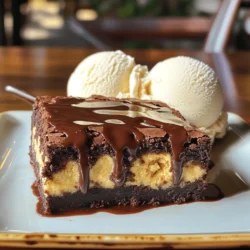 - 1 cup unsalted butter, melted - 2 cups granulated sugar - 4 large eggs - 1 teaspoon vanilla extract - 1 cup all-purpose flour - 1 cup cocoa powder - 1/2 teaspoon baking powder - 1/4 teaspoon salt - 1 cup semi-sweet chocolate chips - 1/2 cup unsalted butter, softened - 1/2 cup brown sugar, packed - 1/4 cup granulated sugar - 1 teaspoon vanilla extract - 1 cup all-purpose flour - 1/2 teaspoon salt - 1/2 cup mini chocolate chips The ingredients for Cookie Dough Stuffed Brownies are simple, but they create magic. Each item plays a key role in the flavor. The melted butter in the brownies gives them a rich taste. Granulated sugar adds sweetness and helps create that chewy texture. Eggs bind the mix, while vanilla adds depth. For the cookie dough filling, softened butter provides a creamy base. Brown sugar gives a warm, caramel flavor. The mini chocolate chips add little bursts of joy. Using all-purpose flour keeps it soft and helps shape the dough. Each ingredient works together to make these brownies an irresistible delight. Check out the Full Recipe for more details on how to bring this treat to life! - Preheat the oven to 350°F (175°C) - Grease a 9x13 inch baking pan First, we need to preheat the oven. This helps the brownies cook evenly. While the oven heats up, grab your baking pan. Greasing it ensures the brownies come out easily after baking. You can use butter or cooking spray for this. - Combine melted butter and granulated sugar - Whisk in eggs and vanilla extract Next, let’s make the brownie batter. In a large bowl, pour in melted butter. Then, add granulated sugar and mix them together well. Now, it’s time to add the eggs. Whisk them in one at a time. Don’t forget to add the vanilla extract! This gives the brownies a nice flavor. - Cream softened butter with sugars - Mix in vanilla, flour, and salt Now, we will make the cookie dough filling. In another bowl, cream softened butter with brown and granulated sugars. Mix until it looks fluffy. Then, stir in the vanilla extract. Gradually add the flour and salt. This will make a tasty dough. Finally, fold in the mini chocolate chips for extra sweetness. - Layer half of the brownie batter in the pan - Add spoonfuls of cookie dough filling - Top with remaining brownie batter Let’s put this all together! Start by pouring half of the brownie batter into the greased pan. Spread it out evenly. Next, use a spoon to add dollops of cookie dough filling. Try to spread it out but don’t worry if it’s not perfect. Now, pour the remaining brownie batter on top and smooth it out. - Bake for 25-30 minutes - Check for doneness with a toothpick It’s time to bake! Place the pan in the preheated oven and set a timer for 25-30 minutes. To check if they are done, insert a toothpick into the center. If it comes out with a few moist crumbs, your brownies are ready. Be careful not to overbake them, or they might become dry. - Cool brownies for 15-20 minutes before slicing After baking, let the brownies cool in the pan for about 15-20 minutes. This cooling time helps them set and makes slicing easier. Once cooled, cut them into squares. You can enjoy them warm or at room temperature. For a special treat, serve them with a scoop of ice cream! For the complete recipe, check out the Full Recipe. To keep your brownies fudgy, avoid overbaking. Bake them for 25 to 30 minutes. Check with a toothpick. It should come out with a few moist crumbs. This small step makes a big difference. Let the brownies cool properly in the pan. Cooling helps them set and keeps them moist. For a stunning look, serve your brownies warm. Add a scoop of vanilla ice cream on top. Drizzle with chocolate sauce for extra richness. You can also garnish with more chocolate chips. These little touches make your dessert pop and taste even better. You can prepare the cookie dough filling in advance. This saves time on baking day. Chilling the brownie batter before baking helps it set nicely. It also makes it easier to layer. These tips ensure your brownies turn out perfect every time. For the full recipe, check it out! {{image_2}} You can easily add more crunch to your brownies. Just toss in some walnuts or pecans. They add great texture and flavor. Chopped nuts mix well with the brownie batter. They create a nice surprise in each bite. Want to change things up? Swap the chocolate types! Use dark or even white chocolate for a new taste. You can also add flavored extracts, like almond or mint. Just a teaspoon can give your brownies a fun twist. Try mixing these flavors with the cookie dough too. If you need a gluten-free option, use gluten-free flour. It works well in both the brownies and the cookie dough. You can also get creative with your mix-ins. Add sprinkles or even nuts to the cookie dough. This makes each batch unique and fun. For the full recipe, check out the earlier sections. To keep your brownies fresh, place them in an airtight container. This helps prevent them from drying out. If you want them to last longer, you can refrigerate them. The cool air keeps the brownies moist and tasty. If you want to save some for later, freezing is a great option. Wrap each brownie piece in plastic wrap. Then, put them in a freezer-safe bag. You can store these treats for up to 3 months without losing flavor. When you’re ready to enjoy your brownies again, just warm them up in the microwave for a few seconds. This makes them soft and gooey again. For a special treat, serve them with a cold scoop of ice cream on top. The mix of warm brownie and cold ice cream is simply delightful! For the full recipe, check out the earlier sections. Yes, store-bought dough can save time. Using it makes this recipe even easier. Just scoop and layer it between the brownie mix. A toothpick inserted should come out with a few moist crumbs. This means your brownies are fudgy and ready to enjoy. Yes, use egg substitutes and dairy-free alternatives. You can swap butter for coconut oil and use almond milk as a liquid. Ensure the brownie batter is thick enough to hold the layers. This helps keep the cookie dough in place while baking. Underbake slightly next time for a fudgier texture. This keeps them soft and chewy, just like a good brownie should be. In this post, I shared how to make rich brownie stuffed with cookie dough. You learned about key ingredients and easy steps to create this treat. I also included tips to keep them fudgy and ways to customize your batch. Don't forget, storing and reheating these brownies can keep them tasting fresh. Enjoy experimenting with flavors and variations. Baking can be fun and rewarding, so dive in and treat yourself!