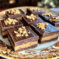 To make this delicious chocolate peanut butter fudge, you need: - 1 cup creamy peanut butter - 1 cup semi-sweet chocolate chips - 1/2 cup unsweetened cocoa powder - 1 cup powdered sugar - 1 teaspoon vanilla extract - 1/4 cup milk (dairy or non-dairy) - A pinch of salt Using high-quality ingredients makes a big difference in your fudge. Fresh, creamy peanut butter adds rich flavor. Choose semi-sweet chocolate chips that melt well. They should have a smooth texture and a good taste. Unsweetened cocoa powder should be fresh for a deep chocolate flavor. When you use quality ingredients, your fudge will taste like a gourmet treat. If you need to change some ingredients, here are some great swaps: - For peanut butter, try almond butter or sun butter. - Use dark chocolate chips for a richer taste. - Swap powdered sugar with coconut sugar for a different sweetness. - If you want a nut-free version, use sunflower seed butter. - For a dairy-free option, choose almond or oat milk. These substitutions keep the fudge tasty while catering to various diets and preferences. Check the Full Recipe for more details! First, gather all your ingredients. You will need: - 1 cup creamy peanut butter - 1 cup semi-sweet chocolate chips - 1/2 cup unsweetened cocoa powder - 1 cup powdered sugar - 1 teaspoon vanilla extract - 1/4 cup milk (dairy or non-dairy) - A pinch of salt Next, line an 8x8 inch baking dish with parchment paper. Leave some paper hanging over the edges. This will help you lift the fudge out later. Now, let’s cook! In a medium saucepan, combine the peanut butter, chocolate chips, and milk. Set the heat to low. Stir the mix constantly. Keep stirring until the chocolate melts and the mix is smooth. After that, take the saucepan off the heat. Now, add the vanilla extract, cocoa powder, powdered sugar, and a pinch of salt. Mix it well until there are no lumps. The blend should look thick and creamy. Pour the fudge mix into the lined baking dish. Spread it evenly into the corners. Use a spatula for a smooth top. It helps make the fudge look nice. Refrigerate the fudge for at least 2 hours. This step is key. It helps the fudge set up nicely. Once it's firm, lift the fudge out using the parchment paper overhang. Place it on a cutting board. Cut it into squares or rectangles. For a fun twist, arrange the fudge on a nice plate. You can sprinkle it with chopped nuts or drizzle with more melted chocolate. This makes it look extra special! You can find the full recipe details to guide you through this delicious fudge-making journey. To get that nice, smooth fudge, keep these tips in mind: - Use creamy peanut butter for a silky finish. - Melt chocolate slowly over low heat to avoid burning. - Stir the mixture well to combine all ingredients. - Make sure the fudge cools completely in the fridge before cutting. These steps help create a fudge that is creamy and not too crumbly. Some common slip-ups can ruin your fudge: - Don’t skip the salt; it boosts flavor. - Avoid using old or stale ingredients; freshness matters. - Don’t rush the cooling process; let it set properly. - Make sure to measure ingredients accurately for the best results. These mistakes can lead to a fudge that lacks taste or texture. You can add fun flavors to your fudge: - Stir in some chopped nuts for crunch. - Try adding a swirl of caramel or marshmallow. - Use flavored extracts, like almond or mint, for a twist. - Top with sea salt for a sweet and salty combo. These enhancements take your fudge from good to great! For the full recipe, check out the instructions. {{image_2}} Adding nuts gives your fudge a tasty crunch. You can use chopped walnuts, almonds, or pecans. Just mix in about 1/2 cup after you combine the other ingredients. This adds texture and makes the fudge even more fun to eat. You can also sprinkle some on top for a nice look. You can switch up the chocolate for your fudge. Try using dark chocolate for a richer taste. Or, go for milk chocolate for a sweeter treat. If you want something unique, use white chocolate. Each type changes the flavor, so feel free to experiment until you find your favorite. Want to kick up the flavor? Add a few drops of mint extract for a fresh taste. If you love coffee, mix in espresso powder. Just a teaspoon will do! You can also try other flavors like orange zest or coconut. These small changes can make your fudge extra special. For the full recipe, check the link above. To keep your fudge fresh, store it in an airtight container. Use a container that fits snugly so the fudge does not move around. Place a piece of parchment paper between layers if stacking. This will help prevent sticking. Always keep the fudge in the fridge. This keeps it firm and tasty. When stored properly, your fudge will last about two weeks in the fridge. If you notice any changes in color, smell, or texture, it might be time to toss it. Fudge should feel firm and look shiny. If it gets too soft or crumbly, that’s a sign it’s starting to spoil. You can freeze fudge for longer storage. Cut it into squares and wrap each piece in plastic wrap. Then, put all the wrapped pieces in a freezer bag. This helps keep it fresh for up to three months. When you want to eat it, take out the fudge and let it thaw in the fridge overnight. Avoid thawing at room temperature. This keeps the texture just right. For the full recipe, see the previous sections. Chocolate peanut butter fudge can last up to two weeks in the fridge. Store it in an airtight container. This helps keep the fudge fresh and tasty. If you leave it out, it may dry out or get too soft. You can also freeze it for longer storage. Just wrap it well in plastic wrap and foil. It can stay good for about three months in the freezer. Yes, you can make this fudge dairy-free! Use non-dairy milk like almond, soy, or oat milk. Make sure the chocolate chips are dairy-free as well. Many brands offer vegan or dairy-free options. The taste will still be rich and delicious. Everyone can enjoy this treat, no matter their diet. To cut fudge, first, let it set completely in the fridge. When it is firm, lift it out using the parchment paper. Place it on a cutting board. Use a sharp knife for clean cuts. For neat squares, wipe the knife with a towel between cuts. This keeps the edges tidy. You can also warm the knife slightly for easier cutting. In this post, we explored the key ingredients for chocolate peanut butter fudge, their quality, and possible substitutions. I shared step-by-step instructions to ensure a smooth cooking process and finishing touches. We discussed tips to achieve perfect texture and avoid common mistakes. I also offered variations to try different flavors. Finally, we covered the best storage practices to keep your fudge fresh. Remember, quality ingredients and attention to detail make for the best fudge. Enjoy making it your own!