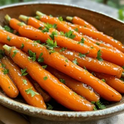 - 1 pound baby carrots, peeled - 1/4 cup pure maple syrup - 2 tablespoons unsalted butter Baby carrots are sweet and tender. They cook quickly and are easy to handle. Use fresh ones for the best taste. Pure maple syrup gives a rich flavor. It coats the carrots with a sweet glaze. Unsalted butter adds creaminess and depth. It helps the syrup stick to the carrots. - 1/2 teaspoon salt - 1/4 teaspoon black pepper - 1/2 teaspoon ground cinnamon - 1 tablespoon fresh lemon juice Seasonings enhance the dish. Salt brings out the natural sweetness of the carrots. Black pepper adds a nice kick. Ground cinnamon gives warmth and a hint of spice. Fresh lemon juice brightens the flavor. It balances the sweetness from the maple syrup. - Fresh parsley, chopped Chopped fresh parsley adds color and freshness. It also brings a slight earthiness that pairs well with the sweet carrots. For a vibrant dish, sprinkle it on just before serving. For the full recipe, check out the details above. Enjoy this simple and savory side dish! To start, bring a large pot of water to a boil. Add one pound of baby carrots to the pot. You want to cook them for about five minutes. This time ensures they become tender but still hold their shape. After boiling, carefully drain the carrots in a colander. Set them aside while you prepare the glaze. Next, melt two tablespoons of unsalted butter in the same pot over medium heat. Once the butter melts, pour in a quarter cup of pure maple syrup. Add a half teaspoon of salt, a quarter teaspoon of black pepper, and a half teaspoon of ground cinnamon. Stir the mixture well so it becomes a smooth glaze. Now, add the drained carrots back into the pot. Toss them in the maple glaze until they are fully coated. Cook the carrots over medium-low heat for about five to seven minutes. Stir occasionally for even cooking. You want to see the glaze thicken and the carrots caramelize nicely. For a fresh touch, drizzle one tablespoon of fresh lemon juice over the carrots and toss again. This enhances flavor and adds brightness. For a complete guide, check the Full Recipe. To get the best texture in your maple glazed carrots, pay attention to cooking time. Boil your baby carrots for only five minutes. They should be tender yet firm. If you cook them too long, they can get mushy. Balancing sweetness and spice is key. The maple syrup adds sweetness, but you want some kick, too. Use black pepper and a pinch of cinnamon. They add warmth and depth to the dish. You can adjust the amounts based on your taste. For this recipe, you need a large pot to boil the carrots. A good non-stick pan is best for making the glaze. A wooden spoon or spatula helps in mixing everything well. Using these tools makes the process smooth and easy. When serving, think about how to make it look nice. Arrange the glazed carrots in a shallow bowl. You can place them in a circular pattern for a pretty look. To make it pop, sprinkle extra chopped parsley on top. For special occasions, consider using a decorative platter. This adds a touch of elegance to your meal. You can even add some lemon wedges on the side for a fresh touch. For the full recipe, check out the details above! {{image_2}} You can easily boost the taste of maple glazed carrots. Try adding orange juice or zest for a fresh twist. The citrus brings a bright flavor that complements the sweetness of the maple syrup. Another great idea is to incorporate herbs like thyme or dill into the mix. These herbs add a savory depth that balances the sweetness beautifully. If you want to cut down on sugar, you can use low-sugar maple syrup. This keeps the flavor while reducing calories. For those who prefer a plant-based option, swap out the unsalted butter with vegan butter. This keeps the dish creamy and rich, while still being vegan-friendly. Feel free to experiment with different veggies! Regular carrots work well if you can't find baby carrots. You can also mix in other root vegetables like parsnips or sweet potatoes. This adds variety and extra nutrients to your meal. Each veggie brings its own unique flavor and texture, making the dish even more interesting. For the full recipe, check out the Maple Glazed Carrots guide. To keep maple glazed carrots fresh, place them in an airtight container. This helps keep the flavor and moisture locked in. You can store the carrots in the fridge for up to five days. If you want to save them for longer, consider freezing them. Frozen glazed carrots can last for up to three months. Just remember, freezing may change their texture. When it comes to reheating, I suggest using the stovetop method. This helps maintain the carrots' texture. Simply add a little water or butter to a pan over low heat. Stir occasionally until they are heated through. You can also use a microwave, but be careful. Microwaving can make the carrots soggy if you don't use a cover. Heat them in short bursts, stirring in between, to keep them tasty. To make maple glazed carrots less sweet, simply use less maple syrup. Start by cutting the syrup to 2 tablespoons instead of 1/4 cup. You can also add a bit more lemon juice to balance the sweetness. This extra tartness helps keep the flavor bright without being overly sweet. Yes, you can prepare maple glazed carrots ahead of time. Cook the carrots and glaze them as usual. After cooking, let them cool and store in the fridge for up to two days. When ready to serve, reheat them in a pot over low heat. You may want to add a splash of water or lemon juice to keep them moist. Maple glazed carrots pair well with many main dishes. They complement roasted chicken or pork beautifully. You can also serve them with grains like quinoa or rice. Their sweet flavor adds a nice contrast to savory meats and grains. Yes, this recipe is gluten-free. All the ingredients used, like baby carrots and maple syrup, are safe for those with gluten sensitivities. Always check labels if you have concerns about cross-contamination. Enjoy this dish worry-free! This blog post discussed how to make delicious maple glazed carrots. We covered main ingredients like baby carrots, pure maple syrup, and unsalted butter. You learned step-by-step instructions, including how to cook the carrots and make the glaze. We shared tips for perfect texture and flavor, plus ways to serve and store leftovers. Enjoy experimenting with variations or adding herbs to enhance the taste. Maple glazed carrots can be a great side dish for any meal!