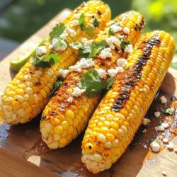 To make chili lime grilled corn, you need: - 4 ears of fresh corn, husked - 2 tablespoons olive oil - 1 teaspoon chili powder - 1 teaspoon smoked paprika - 1/2 teaspoon garlic powder - Zest of 1 lime - 2 tablespoons fresh lime juice - Salt to taste - 1/4 cup crumbled feta cheese (optional) - Fresh cilantro, chopped (for garnish) You can add more flavor to the corn with: - Jalapeños for heat - Cotija cheese instead of feta - A sprinkle of cayenne pepper - A dash of hot sauce These ingredients can give your corn a unique twist. Experiment with them to find your favorite combo! When picking corn, look for these signs: - Choose ears with bright green husks. - Check for silk that is golden and moist. - The kernels should be plump and milky when pressed. - Avoid ears with dry or brown spots. Fresh corn makes a big difference in taste. It adds sweetness and juiciness to your dish. Always pick the best corn for grilling! Start by heating your grill to medium-high. This step is key for great grilled corn. A hot grill helps achieve those nice char marks and juicy kernels. Clean the grill grates well to avoid sticking. You can use a grill brush or a crumpled-up foil ball. After that, lightly oil the grates with a paper towel dipped in oil. This simple step makes cooking easier. In a small bowl, mix the following ingredients for the marinade: - 2 tablespoons olive oil - 1 teaspoon chili powder - 1 teaspoon smoked paprika - 1/2 teaspoon garlic powder - Zest of 1 lime - 2 tablespoons fresh lime juice - Salt to taste Whisk these ingredients until they blend well. The marinade gives the corn a bold flavor. Make sure each ear of corn gets a good coat of the marinade. You can use a brush or your hands. Just be careful, as it can get messy! Place the marinated corn directly on the hot grill. Grill each ear for about 10 to 15 minutes. Turn the corn every few minutes. This helps all sides cook evenly. Look for tender kernels and nice grill marks. Once done, remove the corn from the grill. Let it cool for a minute. If you like, sprinkle some crumbled feta cheese over the warm corn. Add fresh chopped cilantro on top for extra flavor. This simple garnish brightens the dish and adds a fresh touch. Enjoy your Chili Lime Grilled Corn as a perfect summer side! Check out the Full Recipe for more details. Grilling corn is simple, but a few tips make it better. Start by preheating your grill to medium-high heat. This ensures even cooking. Place the corn directly on the grill. Turn the corn every few minutes. This helps it cook evenly and get those beautiful grill marks. Aim for about 10-15 minutes of grilling time. If you want a smoky flavor, you can soak the corn in water for 30 minutes before grilling. This helps keep the corn moist and adds a nice char. The key to great chili lime grilled corn is the marinade. Mix olive oil, chili powder, smoked paprika, garlic powder, lime zest, lime juice, and salt. Brush this mixture on the corn before grilling. It adds flavor and a nice glaze. Taste the marinade before adding it to the corn. Adjust the lime juice and salt to suit your taste. If you like it spicier, add more chili powder. The balance of heat and tang is what makes this dish shine. Serve your grilled corn warm for the best taste. You can sprinkle crumbled feta cheese on top for a creamy touch. Fresh cilantro adds color and freshness. It’s great to serve this corn at barbecues or family gatherings. Pair it with grilled meats, tacos, or a fresh salad. You can also serve it as a snack at picnics. For a fun twist, try adding a squeeze of extra lime juice right before serving. This will brighten up the flavors. For the full recipe, check out the details above. {{image_2}} If you love heat, add some extra spice to your chili lime grilled corn. You can mix in some cayenne pepper or use hot chili powder instead of regular chili powder. If you want a real kick, try adding finely chopped jalapeños to your marinade. This will make your corn extra zesty and bold. You can also brush some sriracha on the corn just before serving. It’s a simple way to turn up the heat without much effort. This recipe is easy to adapt for vegetarians and vegans. To keep it plant-based, simply skip the feta cheese. You can use nutritional yeast to add a cheesy flavor without dairy. If you want more texture, add some chopped avocado on top after grilling. Another great twist is to use a dairy-free butter instead of olive oil in the marinade. This keeps the dish creamy and rich while still being vegan-friendly. The fun doesn’t stop with the basic recipe. You can customize your chili lime grilled corn with different toppings. Try adding a sprinkle of smoked paprika for extra depth. You can also top it with diced tomatoes, red onion, or even black beans for added flavor and nutrition. A drizzle of lime crema, made from lime juice and coconut cream, will make it even more delicious. Add fresh herbs like basil or mint for a fresh twist. The options are endless! For the complete recipe, check out the [Full Recipe]. To keep your chili lime grilled corn fresh, store it in an airtight container. Let the corn cool to room temperature first. Wrap each ear in plastic wrap or foil for extra protection. This will help keep the flavors locked in. You can store it in the fridge for up to three days. When you want to enjoy leftovers, you can reheat the corn easily. The best way is to use a grill or stovetop. Heat the grill to medium heat. Place the corn on the grill for about 5 minutes, turning often until warmed through. Alternatively, you can microwave the corn. Wrap it in a damp paper towel and heat for 1-2 minutes until hot. Freezing is a great option if you want to save some corn for later. First, cool the grilled corn completely. Then, wrap each ear tightly in plastic wrap or foil. You can also slice the kernels off the cob and place them in freezer bags. Make sure to remove as much air as possible. Frozen corn can last up to six months in the freezer. Yes, you can use frozen corn. However, fresh corn has a better taste and texture. Frozen corn is pre-cooked, so it won't get those lovely grill marks. If you choose frozen, thaw it first. Then, follow the same marinade steps. Chili lime grilled corn pairs well with many dishes. You can serve it with grilled chicken or fish. It also goes great with tacos or salads. For a fun twist, try it with a barbecue feast. The bright lime flavor adds a nice touch to any meal. Grilled corn stays fresh for about 3 to 5 days in the fridge. Store the corn in an airtight container. You can also wrap it in foil or plastic wrap. This keeps the corn moist and tasty. When ready to eat, just reheat and enjoy! In this blog post, we explored how to make chili lime grilled corn. You learned about key ingredients, grilling steps, and tips for great flavor. We also discussed variations, storage methods, and common questions. Grilling corn is easy and fun. With these steps, you can impress friends at your next gathering. Enjoy the fresh taste and lively flavors. Your grilled corn will surely be a hit. Now, get ready to fire up the grill and savor every bite!