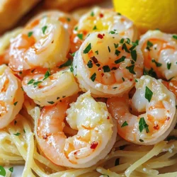 - 1 pound large shrimp, peeled and deveined - 4 tablespoons unsalted butter - 4 cloves garlic, minced - 1/2 teaspoon red pepper flakes (adjust to taste) - Juice of 1 lemon - Salt and pepper, to taste - Cooked pasta - Crusty bread For this Minute Garlic Butter Shrimp Scampi, I focus on fresh, simple ingredients. You want large shrimp that are peeled and deveined. This saves time and adds a sweet flavor. The butter gives a rich taste, while garlic adds that delicious aroma. I always add red pepper flakes for a bit of heat. You can adjust this to match your taste. A squeeze of fresh lemon juice brightens the dish. Don’t skip the salt and pepper; they enhance every flavor. If you want to make it a full meal, serve it over cooked pasta or with some crusty bread. This helps soak up the tasty garlic butter sauce. Enjoy! - Prepare the shrimp by peeling and deveining. This means removing the shell and the dark vein along the back. - Mince garlic and chop parsley. Minced garlic adds flavor, while parsley brightens the dish. - Melt butter in a skillet over medium heat. This creates a rich base for our dish. - Sauté garlic and red pepper flakes until fragrant. This takes about one minute. Do not let the garlic brown. - Add shrimp and seasonings. Sprinkle salt and pepper over the shrimp as they cook. - Toss with lemon juice and parsley before serving. This adds a fresh taste and bright color. To tell when shrimp are perfectly cooked, look for their bright pink color. They should also be firm to the touch. If you overcook them, they will turn rubbery, and that's not tasty! Adjust cooking time based on shrimp size. For large shrimp, 2-3 minutes per side works well. If your shrimp are smaller, check them after 1-2 minutes. Add fresh herbs like basil or thyme for extra flavor. You could also try a pinch of smoked paprika for a smoky twist. A light white wine pairs great with shrimp scampi. I recommend a crisp Sauvignon Blanc or a clean Pinot Grigio. Both wines enhance the dish without overpowering it. You need a few simple tools to make this meal. A large skillet is a must for even cooking. A wooden spoon helps you stir without scratching your pan. A good spatula makes serving easier. I like using a non-stick skillet to prevent sticking and make cleanup a breeze. {{image_2}} You can easily switch up the seafood in this dish. Try using scallops, crab, or even lobster for a gourmet twist. Each choice brings unique flavors and textures. If you want a lighter meal, swap the butter for olive oil. Olive oil adds a nice, rich flavor while cutting down on calories. Adjust the spice in your scampi to fit your taste. If you like it spicy, add more red pepper flakes. You can also toss in fresh chili for a kick that really wakes up the dish. Just be careful not to overdo it, as too much heat can mask the garlic and shrimp flavor. While this recipe shines with pasta, try serving it over rice instead. This change gives you a different base and adds a fun twist. You can also make it a one-pan meal. Just add your favorite veggies, like bell peppers or spinach, right into the skillet. They will cook quickly and soak up the garlic butter goodness. To store shrimp scampi, cool it down first. Place it in an airtight container. This keeps the shrimp fresh and tasty. You can store it in the fridge for up to three days. When it’s time to eat, reheat gently. Use a skillet over low heat to avoid losing flavor. Adding a splash of lemon juice helps keep it fresh. Yes, you can freeze shrimp scampi! Just make sure it’s cooled completely. Place it in a freezer-safe container. It will stay good for about one month. When you’re ready to eat, transfer it to the fridge to thaw overnight. Reheat it in a skillet for the best taste. Shrimp scampi lasts in the fridge for about three days. Look for signs like a sour smell or slimy texture. If you notice these, it’s best to toss the dish. Always trust your senses when checking food! What is the best type of shrimp to use? I recommend using large shrimp. They have a nice bite and cook well. Look for shrimp that are fresh and peeled. You can also use frozen shrimp. Just thaw them before cooking. Can I make shrimp scampi ahead of time? Shrimp scampi is best fresh. The shrimp can become tough if reheated. If you must, cook the shrimp and sauce, then store them separately. Reheat gently, but it may not taste as fresh. How long does it take to cook shrimp scampi? It takes about 10 minutes in total. The shrimp cook in just 2-3 minutes on each side. This quick cook time makes it perfect for busy nights. Can I use frozen shrimp for this recipe? Yes, you can use frozen shrimp. Just remember to thaw them first. You can place them in cold water for about 20 minutes to speed up the process. What can I serve with shrimp scampi? I love serving shrimp scampi over cooked pasta. It soaks up the butter sauce well. Crusty bread is also great to dip in the sauce. You can even serve it with a fresh salad. How can I thicken the garlic butter sauce? To thicken the sauce, add a little cornstarch mixed with water. Heat the mixture gently until it thickens. You can also let the sauce simmer longer to reduce it. This blog post covered all you need to make shrimp scampi. You learned about essential ingredients, like shrimp and garlic, and how to cook them perfectly. I shared tips on enhancing flavor and suggested fun serving options. You can even store leftovers properly, so nothing goes to waste. Remember, shrimp scampi is versatile. You can adjust spices, swap ingredients, and change sides to suit your taste. Dive into this easy dish and enjoy every bite!