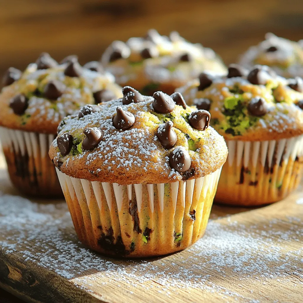 To make chocolate chip zucchini bread muffins, you need a few simple items. Here’s what you will need: - 1 medium zucchini, grated - 1 cup all-purpose flour - 1/2 cup whole wheat flour - 1 teaspoon baking soda - 1/2 teaspoon baking powder - 1/2 teaspoon salt - 1 teaspoon cinnamon - 1/2 cup brown sugar, packed - 1/4 cup granulated sugar - 1/2 cup vegetable oil - 2 large eggs - 1 teaspoon vanilla extract - 1 cup semi-sweet chocolate chips - Optional: 1/2 cup chopped walnuts or pecans Using fresh zucchini adds moisture and flavor to these muffins. The mix of all-purpose and whole wheat flour gives a nice texture. Baking soda and baking powder help the muffins rise. The brown and granulated sugars create a sweet balance. You can add walnuts or pecans for a nutty crunch. This is a great way to add extra flavor and nutrition. If you prefer, you can skip the nuts. The chocolate chips are the star here, bringing sweetness and joy to every bite. Gather your ingredients, and let’s get ready to bake! - Preheat the Oven Start by preheating your oven to 350°F (175°C). This step is key for even baking. - Combine Wet Ingredients In a medium bowl, mix the grated zucchini with vegetable oil, brown sugar, granulated sugar, eggs, and vanilla extract. Whisk until smooth. - Mix Dry Ingredients In another bowl, whisk together all-purpose flour, whole wheat flour, baking soda, baking powder, salt, and cinnamon. This mix adds flavor and structure. - Combine Wet and Dry Mixtures Slowly add the dry ingredients to the wet zucchini mixture. Stir gently until just combined. Do not overmix, or your muffins may turn out dense. - Fold in Chocolate Chips and Nuts Gently fold in the chocolate chips and optional nuts. This is where the fun happens! You get delicious bites of chocolate in every muffin. - Fill Muffin Cups and Bake Divide the batter evenly among prepared muffin cups, filling each about 2/3 full. Bake for 18-20 minutes. Check with a toothpick to see if they are done. - Cool Muffins Let the muffins cool in the pan for about 5 minutes. After that, transfer them to a wire rack to cool completely. This helps keep them moist. - Serving Suggestions Serve warm with a light dusting of powdered sugar. Arrange them on a rustic wooden board for a charming display. Enjoy with your favorite coffee or tea! Ensuring Moisture with Zucchini To keep your muffins moist, use fresh zucchini. Grate it finely and measure it correctly. Do not squeeze out the moisture. The zucchini adds natural moisture to the batter. This helps create soft and tender muffins that won't dry out during baking. Preventing Overmixing Mix the batter gently. Combine the wet and dry ingredients until they just come together. Overmixing can make your muffins tough. It’s okay if there are a few lumps in the batter. This keeps the texture light and fluffy. Pairing with Beverages Enjoy these muffins with a warm drink. They pair well with coffee or tea. For a fun twist, try them with a glass of cold milk. The sweetness of the chocolate complements the drink nicely. Presentation Ideas Serve the muffins warm for the best taste. Dust them lightly with powdered sugar. Arrange them on a rustic wooden board for a charming look. This simple presentation makes them great for brunch or a cozy snack. Gluten-Free Options If you need a gluten-free version, swap the all-purpose flour. Use a gluten-free flour blend instead. Make sure it contains xanthan gum for the best texture. This lets everyone enjoy the muffins without worry. Sugar Alternatives You can replace granulated sugar with coconut sugar. It adds a nice caramel flavor. For a healthier option, try using applesauce or mashed bananas. These can cut down on added sugars while keeping the muffins sweet. {{image_2}} Adding Different Chocolate Types You can try using different types of chocolate for fun. Dark chocolate adds richness. Milk chocolate gives a sweeter taste. White chocolate offers a creamy touch. Mix and match to find what you love. Just remember, keep the total amount of chocolate chips the same. Incorporating Spices Adding spices can change the flavor profile. You can add nutmeg for warmth. Ginger gives a nice zing. You might also try cardamom for a unique twist. A small pinch can enhance the taste. Experiment with these spices to find your favorite mix. Vegan Version You can make these muffins vegan easily. Replace the eggs with flaxseed meal or applesauce. Use a plant-based oil like coconut or olive oil. Choose vegan chocolate chips to keep it plant-based. This way, everyone can enjoy these tasty muffins. Low-Calorie Alterations To lower the calories, you can use less sugar. Try using applesauce or mashed bananas instead of some oil. You can also swap all-purpose flour for almond or oat flour. These swaps keep flavors while lowering calories. Enjoy your muffins without guilt! Room Temperature Storage Store your chocolate chip zucchini bread muffins at room temperature. Use an airtight container. This keeps them fresh for up to three days. Make sure they cool completely before storing. If you have kids, they will be gone faster than you think! Refrigeration Tips If you want to keep them longer, refrigerate the muffins. They will last about a week in the fridge. Place them in a container with a tight lid. This prevents them from drying out. Wrap each muffin in plastic wrap for extra protection. Freezing Method To freeze muffins, let them cool first. Wrap each muffin tightly in plastic wrap. Then, place them in a freezer bag. Remove as much air as possible. Label the bag with the date. Your muffins can stay fresh for up to three months in the freezer. Thawing Instructions When ready to enjoy, remove a muffin from the freezer. Leave it at room temperature for about an hour. You can also heat it in the microwave for 20-30 seconds. This will make it warm and soft again. Enjoy your tasty treat! Can I use frozen zucchini? Yes, you can use frozen zucchini. Just thaw it first and drain excess water. This will help keep your muffins from getting too soggy. Fresh zucchini adds great flavor, but frozen works well in a pinch. How do I know when they are done baking? Check your muffins with a toothpick. Insert it into the center. If it comes out clean or with a few crumbs, they are done. The tops should also look golden brown. Can I make mini muffins with this recipe? Absolutely! Just fill your mini muffin tin about two-thirds full. Bake for about 10-12 minutes. Keep an eye on them, as mini muffins bake faster. Why are my muffins dense? Dense muffins often happen from overmixing. Mix just until combined. Also, check your baking powder and soda for freshness. Old leavening agents can cause dense textures. How to keep muffins from sticking? To prevent sticking, use paper liners or grease the tin well. A light coat of cooking spray works great. Let them cool for a few minutes before removing from the pan. Can I replace sugar with honey? You can use honey instead of sugar. Use about 3/4 cup for each cup of sugar. Keep in mind, honey adds moisture. You may need to reduce other liquids a bit. What can I use instead of eggs? For an egg substitute, try using unsweetened applesauce. Use 1/4 cup for each egg. Mashed banana also works. These options keep your muffins moist and flavorful. In this blog post, we explored the joys of baking zucchini muffins. We covered essential ingredients and offered step-by-step directions. You learned tips for perfecting moisture and taste. We shared variations for different diets and flavor profiles. Storage methods ensure you enjoy your muffins longer. Remember, baking should be fun and creative. Use this guide to experiment. Enjoy your baking journey and savor every bite of these delicious muffins!