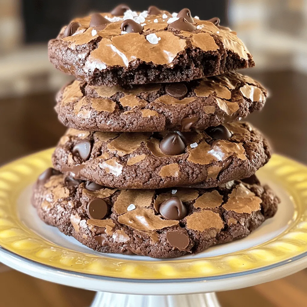 - 1 cup unsalted butter, melted - 1 ½ cups brown sugar, packed - 2 large eggs - 2 teaspoons vanilla extract - 1 cup all-purpose flour - ½ cup cocoa powder - ½ teaspoon baking powder - ¼ teaspoon salt - 1 cup semi-sweet chocolate chips - ½ cup milk chocolate chips - ½ cup white chocolate chips - Flaky sea salt for sprinkling You can make these cookies even if you lack some ingredients. Use margarine if you don’t have butter. Brown sugar can be swapped with white sugar, though it will change the flavor. For eggs, you can use unsweetened applesauce; use ¼ cup for each egg. If you want to avoid gluten, use a gluten-free flour blend instead of all-purpose flour. When baking cookies, the quality of your ingredients matters. Use fresh eggs; they should feel heavy and have a clean shell. Choose unsalted butter for better control over salt levels. Always pick high-quality chocolate chips, as they add rich flavor. For cocoa powder, go for Dutch-processed for a smoother taste. Lastly, flaky sea salt adds texture and flavor, so choose a good brand. First, you need to preheat your oven. Set it to 350°F (175°C). This step is key for even baking. While the oven warms up, line a baking sheet with parchment paper. The paper helps the cookies not stick. Make sure to leave some space around the edges for hot air to flow. In a big bowl, pour in the melted butter. Add the brown sugar and whisk them together. You want a smooth and shiny mix. Next, crack in the eggs. Add them one at a time, mixing well after each. This helps the cookies rise nicely. Lastly, stir in the vanilla extract for flavor. Take another bowl and add the flour, cocoa powder, baking powder, and salt. Whisk these dry ingredients together. Once mixed, gradually add them to your wet mix. Stir just until combined. Be careful not to overmix; this keeps your cookies soft. Now, fold in the semi-sweet, milk, and white chocolate chips. This is where the magic happens! Using a cookie scoop or a tablespoon, drop the dough onto the prepared baking sheet. Leave some space between each one. This allows them to spread. Sprinkle a pinch of flaky sea salt on top of each dough ball. Bake for 10 to 12 minutes. You want the edges set but the centers soft. After baking, let them cool on the sheet for 5 minutes. Then, transfer them to a wire rack to cool completely. Enjoy the rich chocolate aroma! To get chewy cookies, use more brown sugar. Brown sugar adds moisture. It helps keep cookies soft. For a cake-like texture, use more flour. This will make them fluffier. Bake for a shorter time for chewy cookies. Let them cool a bit before serving. For cake-like cookies, bake a minute longer. When you add chocolate chips, do it gently. Use a spatula to fold them in. This way, you keep the air in the dough. Air helps cookies rise well. Make sure the chips are evenly spread. This gives every bite a great chocolate taste. Don’t overmix your dough. Overmixing makes cookies tough. Also, watch your baking time closely. If you bake too long, cookies can dry out. Use a cookie scoop for even sizes. This helps them bake evenly. Lastly, don’t skip the flaky sea salt. It adds a nice finish and flavor. {{image_2}} You can make these cookies even better with nuts. Walnuts or pecans add a nice crunch. Just chop them up and fold them into the dough. Use about ½ cup of nuts. This addition gives a rich, nutty flavor that pairs well with the chocolate. If you love texture, this is a great way to enhance your cookies. You can also enjoy these cookies if you follow a vegan or gluten-free diet. For vegan cookies, swap the eggs for flax eggs. Mix 1 tablespoon of flaxseed meal with 2.5 tablespoons of water. Let it sit for 5 minutes to thicken. Use plant-based butter instead of regular butter. For gluten-free cookies, use almond flour or a gluten-free flour blend. Both options allow everyone to enjoy these delicious treats. Adding extracts or spices can change the flavor of your cookies. Try adding 1 teaspoon of almond extract for a nutty twist. If you want something warm, add a pinch of cinnamon or nutmeg to the dry mix. This can make each bite feel special and unique. Feel free to experiment and find your favorite flavor! To keep your cookies fresh, store them in an airtight container. Use a container that fits the cookies without squishing them. This method helps keep the cookies soft and chewy. Keep them at room temperature for up to a week. You can also place a slice of bread in the container. The bread helps keep the cookies moist. If you want to save cookies for later, freezing is a great option. First, let the cookies cool completely. Then, place them in a single layer on a baking sheet. Freeze them for about an hour until firm. After that, transfer the cookies to a freezer-safe bag or container. You can freeze them for up to three months. When you want to eat one, just pull it out and let it thaw at room temperature. If your cookies lose their soft texture, you can easily reheat them. Preheat your oven to 350°F (175°C). Place the cookies on a baking sheet and heat them for about 5 minutes. This method will warm them up and restore some softness. Alternatively, you can microwave a cookie for about 10 seconds. Be careful not to overheat, as it can make them tough. Enjoy your warm chocolatey delights! These cookies taste like they came from a fancy bakery. The secret lies in the rich blend of three types of chocolate. You have semi-sweet, milk, and white chocolate chips. This mix gives layers of flavor and texture. The use of brown sugar adds chewiness. The flaky sea salt on top enhances the sweet taste. Together, these elements create a cookie that is soft, rich, and oh-so-delicious. Yes, you can swap chocolate chips to suit your taste. If you love dark chocolate, use dark chocolate chips. You can even add flavored chips, like mint or caramel. Mixing in chunks of chocolate also works well. Just keep the total amount close to two cups. This way, your cookies stay balanced and tasty. Look for edges that are set while the center is still soft. You want them to look slightly underbaked. This gives that fudgy texture we love. Bake them for about 10 to 12 minutes at 350°F (175°C). After baking, let them cool on the sheet for five minutes. They will firm up as they cool. Trust your eyes and your nose; the smell will guide you too! This article covered essential ingredients and clear steps for great cookies. You learned about ingredient choices, baking methods, and achieving the perfect texture. We explored fun variations and smart storage tips. Remember, quality ingredients lead to tasty treats. Use our tricks to avoid common pitfalls. Baking cookies can be easy and fun with the right approach. Happy baking! Enjoy your delicious results.