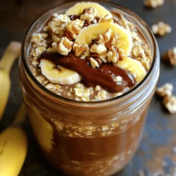 This recipe makes a creamy, sweet breakfast that combines oats, Nutella, and banana. It takes just ten minutes to prepare and sits overnight for an easy morning meal. You can enjoy it straight from the jar or in a bowl. - 1 cup rolled oats - 1 cup almond milk (or any milk of choice) - 2 tablespoons Nutella - 1 ripe banana, sliced - 1 tablespoon chia seeds - 1 tablespoon honey (optional) - A pinch of salt - Chopped walnuts (for topping) - Extra banana slices (for topping) You can add other fun ingredients to make this dish your own. Here are some ideas: - A sprinkle of cinnamon for warmth - A handful of berries for a fruity twist - A scoop of yogurt for added creaminess - A drizzle of maple syrup for extra sweetness These options can enhance flavors and give you new tastes every time! Start by gathering your ingredients. You will need rolled oats, almond milk, Nutella, a ripe banana, chia seeds, honey, salt, walnuts, and extra banana slices. In a medium bowl or jar, mix the rolled oats, almond milk, chia seeds, and a pinch of salt. Make sure the oats get well coated. This step is key for great texture. Next, stir in the Nutella. Mix until it blends smoothly with the oats. This creates a rich, chocolate base. Now, add your sliced banana. Lightly fold it into the mixture. Be careful not to mash the banana too much; you want those lovely chunks in each bite. If you like it sweeter, drizzle in honey and stir gently. Cover your bowl or jar tightly. Place it in the fridge overnight. This allows the oats to soak up the milk and flavors. In the morning, give your oats a good stir. If they seem too thick, add a splash of almond milk. Serve your oats in bowls or enjoy them straight from the jar. Top with more banana slices and chopped walnuts for that perfect crunch. To get the best texture for your oats, use rolled oats. They soak up liquid well and stay chewy. Almond milk works great, but feel free to switch it up. Whole milk or oat milk can also create a rich flavor. Mixing chia seeds in helps thicken your oats. They add healthy fiber too. Always stir the mixture well to coat every oat evenly. This will help create a smooth, creamy base. Want to mix it up? You can add different fruits like strawberries or blueberries. Try swapping Nutella for peanut butter or almond butter. You can also add a dash of cinnamon for warmth. If you love chocolate, add cocoa powder or chocolate chips for a richer taste. Experiment with different sweeteners too. Maple syrup or agave nectar can change the flavor profile nicely. The best part about overnight oats is how easy they are to prepare. You can make several jars at once. Just double or triple the recipe and store them in the fridge. They keep well for up to five days. In the morning, grab one and enjoy. This makes breakfast super simple and fast. You can even pack them for work or school. Add toppings right before eating for a fresh crunch. {{image_2}} If you want to make this recipe dairy-free, use almond milk or oat milk. These options taste great and keep the oats creamy. Coconut milk is another fun choice. It adds a tropical twist to your oats. You can boost flavors by adding more fruits or nuts. Try adding berries like strawberries or blueberries. They add a bright taste. You can also chop up apples for a crunchy bite. Walnuts give a nice crunch, but you can use almonds or pecans, too. Nutella is amazing, but you can switch it up! Try peanut butter for a rich taste. Almond butter is another good choice; it’s smooth and nutty. Sunflower seed butter is perfect for those with nut allergies. Each nut butter brings its own flavor, making it fun to explore. You can keep your Banana Nutella overnight oats in the fridge for up to 3 days. Store them in an airtight jar or container. This helps keep the oats fresh. Each time you grab a jar, give it a good stir. If the oats seem thick, add a splash of almond milk. This keeps the oats creamy and easy to eat. Freezing overnight oats is possible, but it's best to avoid it if you can. The texture may change when thawed. If you choose to freeze, use a freezer-safe jar. Fill it about three-quarters full, leaving space for the oats to expand. Thaw in the fridge overnight before eating. If you prefer warm oats, you can reheat them. Simply transfer your oats to a microwave-safe bowl. Heat in the microwave for 30 seconds to 1 minute. Stir halfway through to ensure even heating. If they are too thick, add a touch of almond milk before warming. Enjoy them warm with your favorite toppings! Banana Nutella Overnight Oats last about 3 to 5 days in the fridge. Keep them in a sealed jar. The oats stay soft, and the flavor stays fresh. However, I recommend eating them within 3 days for the best taste. The banana may brown over time, but it still tastes good. Yes, you can use quick oats if you prefer. Quick oats soak up the liquid faster and become softer. This means your oats may be a bit mushier. If you like a creamier texture, quick oats work well. Just remember, the soak time may be less since they are thinner. Yes! This recipe is perfect for meal prep. You can make several jars at once. Just follow the recipe and store them in the fridge. Grab a jar each morning for a quick, tasty breakfast. You can even change up the toppings to keep it exciting all week long. In this blog post, we covered the delightful world of Banana Nutella overnight oats. We explored ingredients, step-by-step instructions, and useful tips. You learned how to customize flavors and even find dairy-free options. Remember, these oats are easy to make and perfect for busy mornings. Enjoy the rich taste of Nutella and the creaminess of oats. Your mornings can be both quick and delicious!