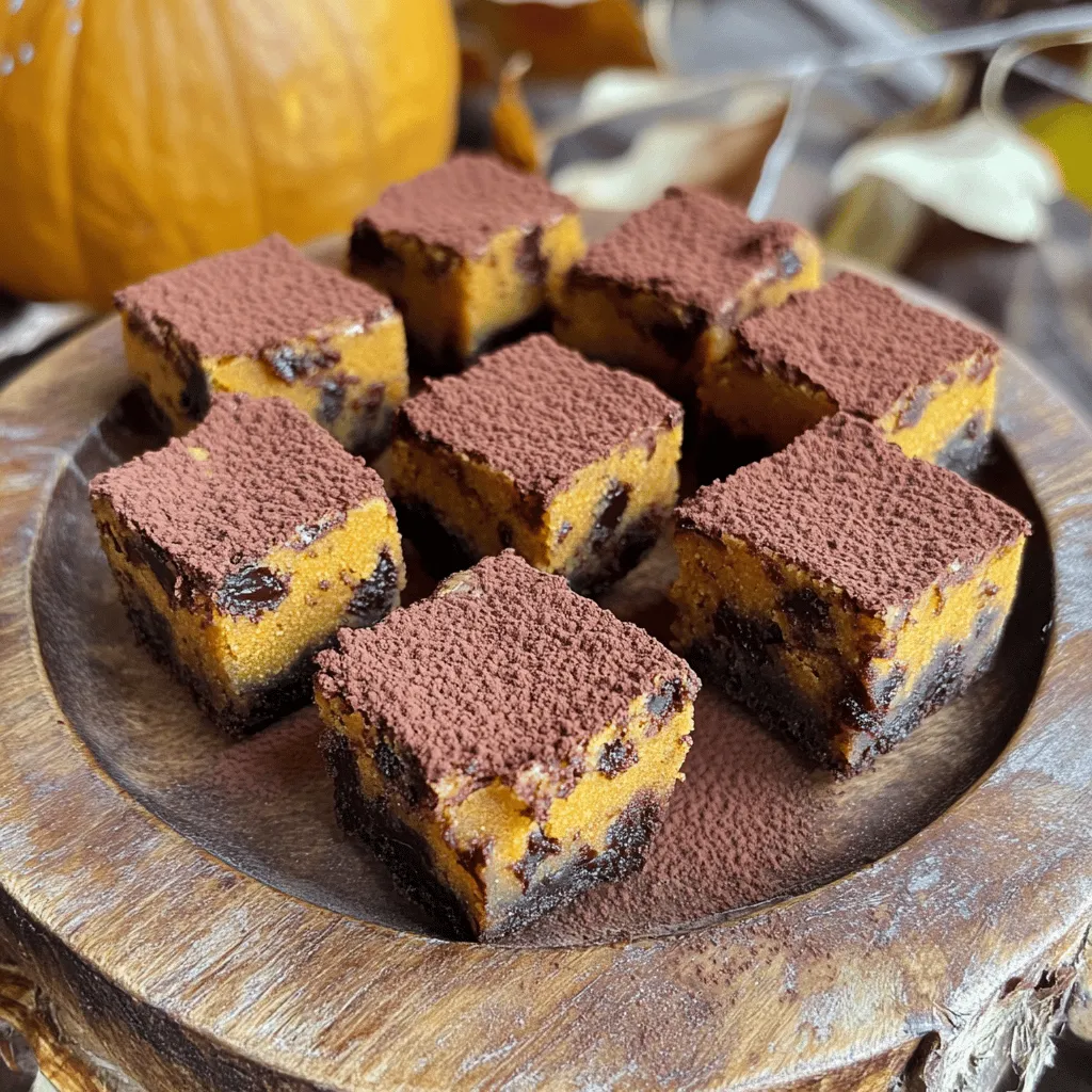 To make Cottage Cheese Pumpkin Brownie Bites, gather these simple ingredients: - 1 cup pumpkin puree - 1 cup cottage cheese - 1/2 cup honey or maple syrup - 1/3 cup coconut oil, melted - 1 teaspoon vanilla extract - 1/2 cup whole wheat flour - 1/3 cup cocoa powder - 1/2 teaspoon baking soda - 1/4 teaspoon salt - 1/2 cup dark chocolate chips - 1/2 teaspoon ground cinnamon - 1/4 teaspoon nutmeg These ingredients blend to create a tasty treat. The pumpkin adds moisture and flavor. Cottage cheese gives protein and creaminess. Sweeteners like honey or maple syrup bring natural sweetness. Coconut oil keeps the bites rich and moist. Whole wheat flour adds fiber, while cocoa powder gives that classic brownie taste. Baking soda helps them rise, and salt balances sweetness. Dark chocolate chips melt into gooey goodness. Finally, cinnamon and nutmeg add warmth and spice. Make sure to measure each ingredient correctly for the best results. Enjoy crafting these delightful brownie bites! First, set your oven to 350°F (175°C). This helps the brownie bites bake evenly. Next, take a mini muffin tin. You can line it with paper liners or grease it lightly with oil. Both options work well, so choose what you prefer. In a large bowl, add 1 cup of pumpkin puree and 1 cup of cottage cheese. This mix gives the bites great flavor and texture. Then, add 1/2 cup of honey or maple syrup for sweetness. Pour in 1/3 cup of melted coconut oil and 1 teaspoon of vanilla extract. Stir these ingredients until they blend together smoothly. You want it to be nice and creamy. Grab another bowl and whisk together the dry ingredients. Combine 1/2 cup of whole wheat flour, 1/3 cup of cocoa powder, 1/2 teaspoon of baking soda, and 1/4 teaspoon of salt. Don’t forget to include 1/2 teaspoon of ground cinnamon and 1/4 teaspoon of nutmeg for extra flavor. This mix adds richness to your brownie bites. Now, take the dry mix and add it to the wet ingredients. Stir gently until just combined. Be careful not to overmix; you want it fluffy. After that, fold in 1/2 cup of dark chocolate chips. This step adds a delightful chocolate surprise in every bite. Scoop about 1 tablespoon of batter into each muffin liner. Fill them about 3/4 full. This allows room for the bites to rise. Place the muffin tin in the oven and bake for 15-18 minutes. Check if they’re done by inserting a toothpick in the center. If it comes out clean, they’re ready! Once they are done, let the brownie bites cool in the pan for about 5 minutes. Then, move them to a wire rack to cool completely. For serving, arrange them on a nice plate. You can sprinkle a little powdered sugar or cocoa powder on top for a fancy touch. Enjoy your simple treat! To keep your brownie bites moist, use pumpkin puree and cottage cheese. These ingredients add moisture and richness. Make sure your cottage cheese is blended well. This step helps to create a smooth batter. If you want extra moisture, you can add a bit more pumpkin puree. Just a tablespoon will do! Mix your batter gently. Overmixing can make the bites tough. When you combine the wet and dry ingredients, stir until just mixed. A few lumps are okay, and they will bake out. This technique keeps the brownie bites light and fluffy. Presentation makes a big difference. Arrange the brownie bites on a decorative plate. For a special touch, sprinkle a little powdered sugar or cocoa powder on top. You can also add a few chocolate chips on the plate for fun. This simple step makes your treats look more inviting. {{image_2}} You can make this treat even healthier. Swap whole wheat flour for almond flour. Almond flour adds a nutty taste and cuts carbs. Use Greek yogurt instead of cottage cheese for more protein. If you want less fat, replace coconut oil with applesauce. This keeps your brownie bites moist and tasty. Want to add more flavor? You can throw in chopped nuts like walnuts or pecans. They add crunch and a rich taste. Try adding a bit of espresso powder for a coffee kick. For warmth, mix in more spices like ginger or cloves. A dash of sea salt on top can enhance the chocolate flavor, too. You can change the sweetener to fit your taste. Choose agave syrup if you want a lower-glycemic option. Coconut sugar is another great choice; it has a caramel flavor. If you prefer no sugar, use stevia or monk fruit sweetener. Just remember to adjust the amount based on the brand you pick. To keep your Cottage Cheese Pumpkin Brownie Bites fresh, store them in an airtight container. This helps lock in moisture and flavor. Place parchment paper between layers to prevent sticking. You can store them at room temperature for up to three days. For longer storage, keep them in the fridge for up to a week. These brownie bites freeze well! To freeze, let them cool completely. Place them in a single layer on a baking sheet. Freeze for about two hours until firm. Then, transfer them to a freezer bag or container. Make sure to label it with the date. They will stay good for up to three months. To enjoy your brownie bites warm, preheat your oven to 350°F (175°C). Place the bites on a baking sheet for about 5-7 minutes. You can also use a microwave. Heat them for about 10-15 seconds. This will bring back their soft texture and rich taste. Enjoy them fresh out of the oven! You can check if the brownies are done by inserting a toothpick into the center. If it comes out clean or with a few moist crumbs, they are ready. This usually takes about 15 to 18 minutes in the oven. Keep an eye on them to avoid overbaking. Yes, you can use regular all-purpose flour instead of whole wheat flour. The result will be slightly different, but it will still taste great. Whole wheat flour adds a nutty flavor and some extra fiber. No, these brownie bites are not gluten-free due to the use of whole wheat flour. However, you can make them gluten-free by using a gluten-free flour blend. Just check if the blend works well for baking. These brownie bites will last about 3 to 5 days when stored in an airtight container at room temperature. If you want them to last longer, you can refrigerate them for up to a week. Yes, you can use a different sweetener like agave nectar or stevia. Just make sure to adjust the amount based on how sweet you want your brownie bites. These brownie bites use basic, healthy ingredients like pumpkin and cottage cheese. You learned to mix wet and dry ingredients for a tasty treat that’s easy to make. I shared tips to keep them moist and a few ways to customize flavors. Storing and reheating them is a breeze too. Remember, these brownie bites are a fun, nutritious snack. Give them a try, and enjoy every bite!