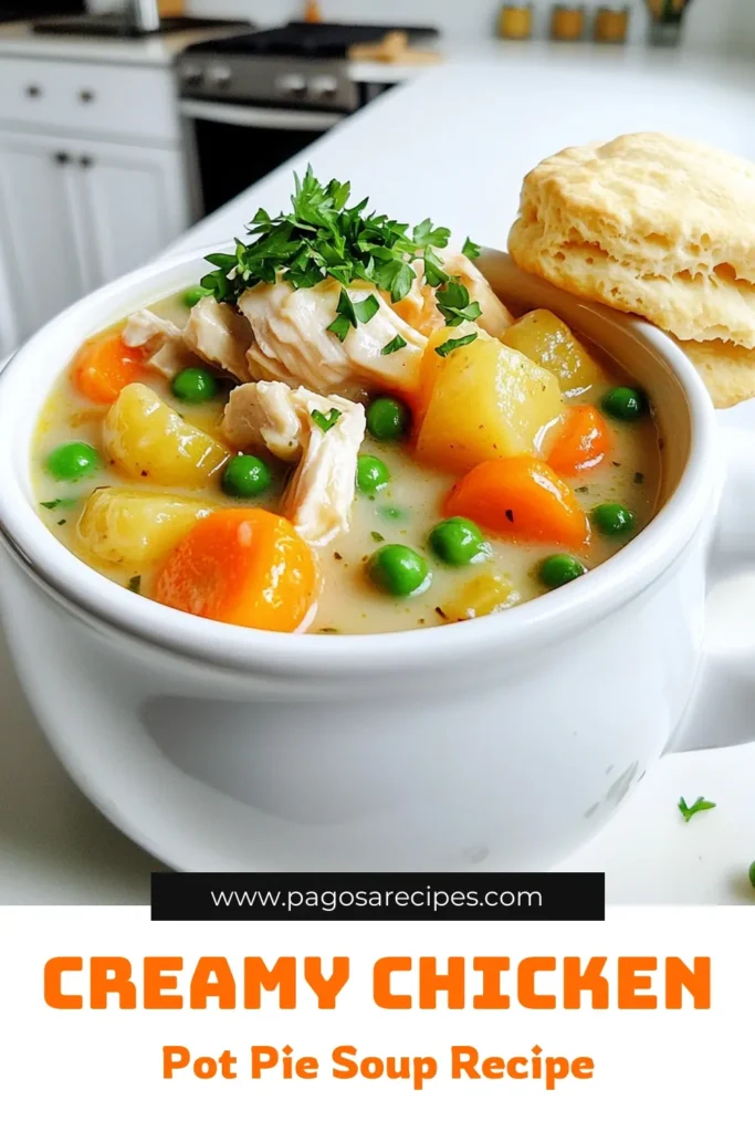 Warm up with this comforting chicken pot pie soup that’s perfect for chilly days! Made with tender chicken, fresh vegetables, and creamy goodness, this hearty recipe will fill your home with delightful aromas. Ideal for the slow cooker, it’s easy to prepare and sure to become a family favorite. Click to explore the full recipe and enjoy a bowl of comfort today! #ChickenPotPieSoup #ComfortFood #SlowCookerRecipes #SoupSeason