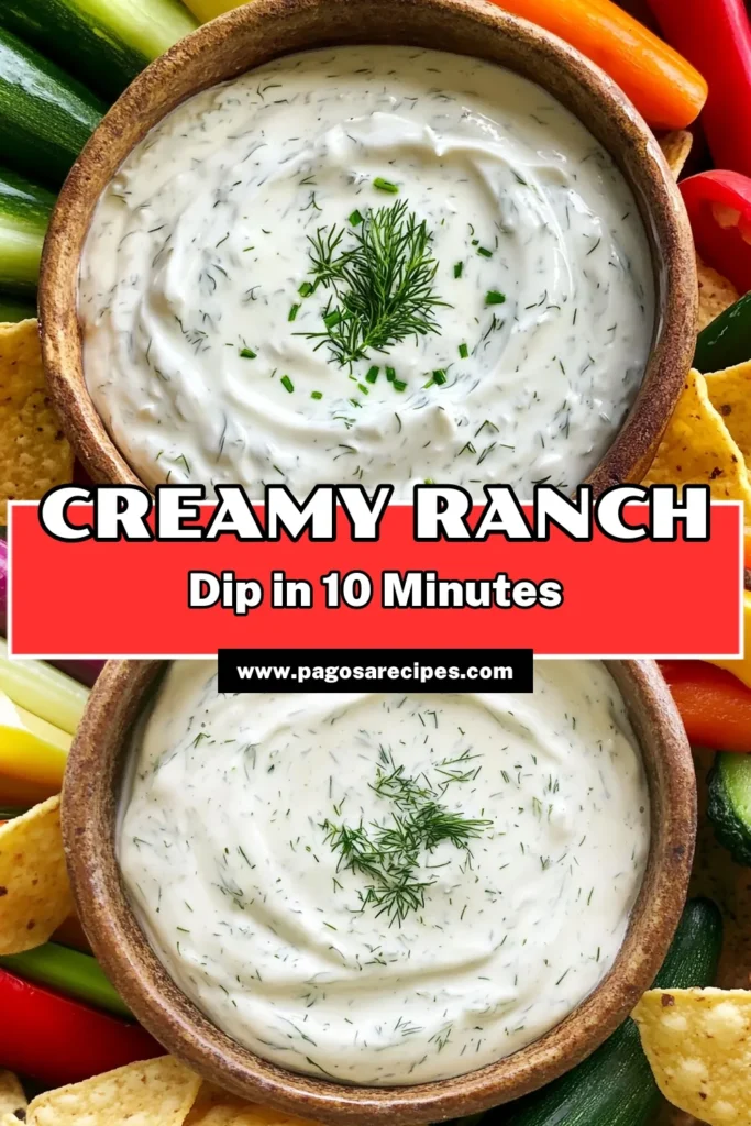 Enjoy a refreshing and delicious snack with this Creamy Greek Yogurt Ranch Dip! Made with wholesome ingredients like Greek yogurt, fresh herbs, and zesty lemon juice, this dip is perfect for veggies, chips, or as a sandwich spread. Quick to prepare in just 10 minutes and perfect for gatherings, your taste buds will thank you! Click through to explore the full recipe and elevate your snacking game! #GreekYogurtDip #HealthySnacks #RanchDip #RecipeIdeas