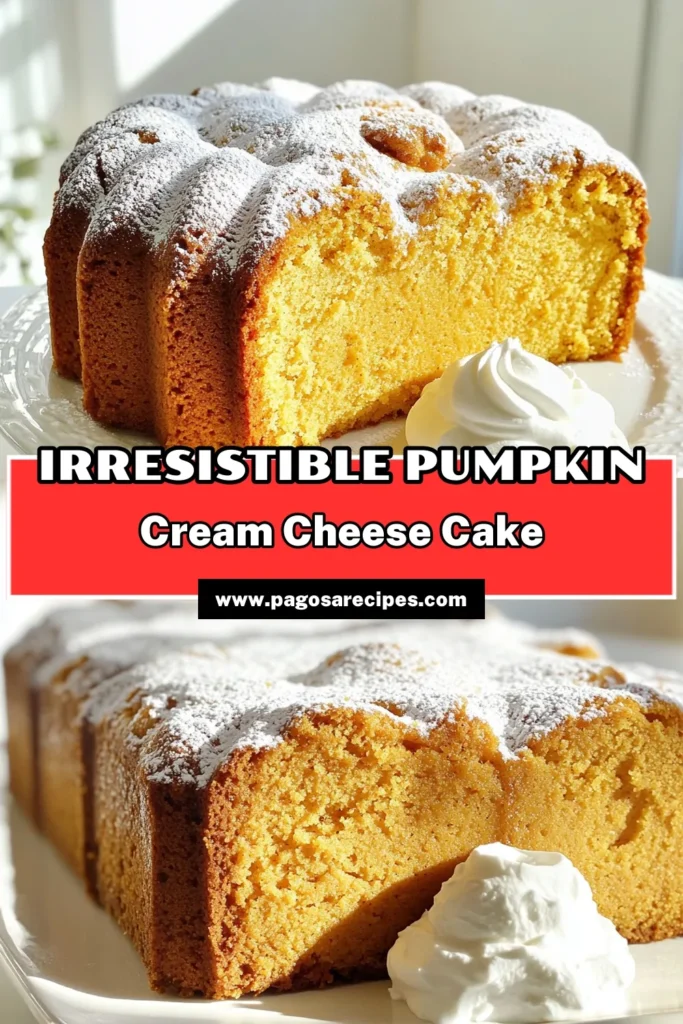 Discover the delightful Pumpkin Cream Cheese Pound Cake, the perfect fall treat that combines rich pumpkin puree and creamy cheese for a moist, flavorful cake. With easy-to-follow steps and simple ingredients like eggs, sugar, and pumpkin pie spice, you can create a scrumptious dessert that will impress everyone. Click to explore this recipe and enjoy a sweet slice of autumn! #PumpkinPoundCake #FallBaking #DessertRecipes #PumpkinRecipes