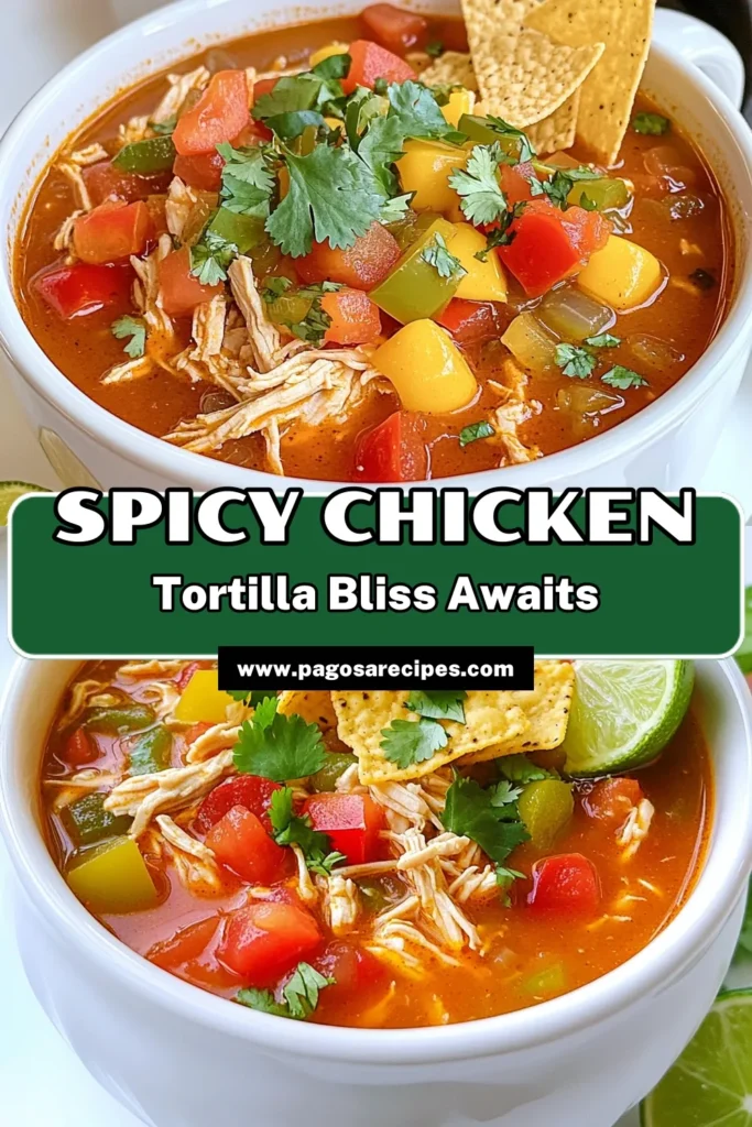Warm up your dinner table with this delicious Spicy Chicken Tortilla Soup that’s bursting with flavor! This easy slow cooker recipe combines tender chicken, black beans, and zesty spices, all topped with crispy tortilla chips and your favorite garnishes. Perfect for busy days, this soup is nutritious and satisfying. Click through to discover the full recipe and add a spicy twist to your meals tonight! #ChickenSoup #SlowCookerRecipes #SpicyRecipes #ComfortFood