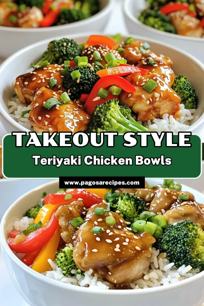 Savor delicious Teriyaki Chicken Bowls better than takeout with this easy recipe! Marinated chicken, vibrant veggies, and fragrant jasmine rice come together in a flavorful dish that's quick to make at home. Perfect for a weeknight dinner, these bowls are sure to impress. Click through for the full recipe and elevate your cooking game today! #TeriyakiChicken #HomeCooking #HealthyRecipes #EasyMeals
