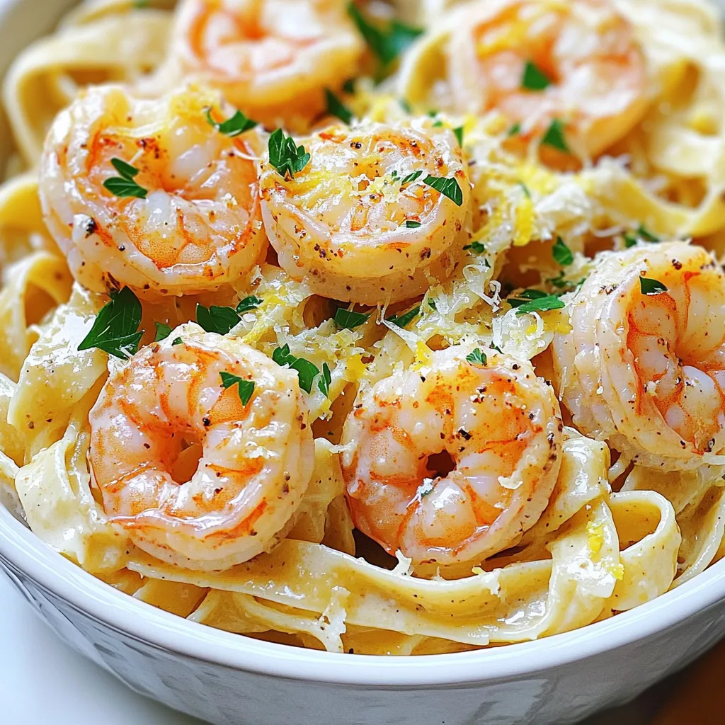To make Creamy Cajun Shrimp Pasta, you need: - 8 oz fettuccine pasta - 1 lb large shrimp, peeled and deveined - 2 tablespoons Cajun seasoning - 2 tablespoons olive oil - 1 tablespoon butter - 3 cloves garlic, minced - 1 cup heavy cream - 1/2 cup grated Parmesan cheese - 1/2 teaspoon salt - 1/4 teaspoon black pepper - 1/4 cup chopped fresh parsley - Zest of 1 lemon Here are the tools you will need: - Large pot for boiling pasta - Large skillet for cooking shrimp and sauce - Colander for draining pasta - Mixing bowl for seasoning shrimp - Cooking spoon or spatula for stirring - Zester or grater for lemon zest You can switch out some ingredients if you like: - Use linguine or penne instead of fettuccine. - Swap large shrimp for smaller shrimp or scallops. - Replace heavy cream with half-and-half for a lighter sauce. - Try different cheeses like mozzarella or Gruyère for a unique flavor. - Add vegetables such as spinach or bell peppers for more nutrition. Start by boiling salted water in a large pot. Once it boils, add 8 ounces of fettuccine pasta. Cook the pasta according to the package instructions until it's al dente. This usually takes about 8 to 10 minutes. When it’s ready, reserve 1/2 cup of the pasta water. Then, drain the pasta and set it aside. This step is key for a great texture. Now, let’s season the shrimp. In a bowl, toss 1 pound of large shrimp with 2 tablespoons of Cajun seasoning. Make sure the shrimp are evenly coated. Next, heat 2 tablespoons of olive oil and 1 tablespoon of butter in a large skillet over medium heat. When the oil is hot, add the shrimp. Cook them for about 2 to 3 minutes on each side. You want them to turn pink and opaque. Once cooked, remove the shrimp from the skillet and set them aside. This gives the shrimp a nice flavor. In the same skillet, add 3 cloves of minced garlic and sauté for 1 minute until it smells great. Then, pour in 1 cup of heavy cream. Stir constantly until it starts to simmer. Lower the heat and mix in 1/2 cup of grated Parmesan cheese, 1/2 teaspoon of salt, and 1/4 teaspoon of black pepper. Keep stirring until the cheese melts and the sauce becomes creamy. If it seems too thick, add some reserved pasta water to reach your desired consistency. Finally, add the cooked pasta and sautéed shrimp to the skillet. Toss everything together until well coated. Don't forget to stir in the zest of 1 lemon and 1/4 cup of chopped fresh parsley. This adds freshness to your dish. To get your sauce just right, keep it creamy. Start with heavy cream. As it simmers, it thickens. If it’s too thick, add some reserved pasta water. This water is starchy and helps. Stir well to combine. You want a nice, smooth sauce that clings to the pasta. Overcooked shrimp can be tough. To avoid this, cook shrimp just until they are pink. This takes about 2-3 minutes per side. If they curl tightly, they are overcooked. Remove them from the pan once done. The shrimp will continue to cook in the hot sauce. This dish shines on its own, but sides can enhance it. Garlic bread is a great choice for dipping. A fresh green salad adds a crisp touch. For drinks, try a chilled white wine, like Sauvignon Blanc. It pairs well with the spices in the dish. Lastly, sprinkle extra parsley or Parmesan on top for a pop of color. {{image_2}} To spice things up, add more Cajun seasoning. You can also mix in hot sauce. Try a diced jalapeño for a fresh kick. Adjust to your heat level. This way, the dish packs more flavor and warmth. For a meat-free version, replace shrimp with mushrooms or zucchini. Use firm tofu for protein and bite. You can also add bell peppers for crunch. This keeps the dish creamy and satisfying without seafood. Fettuccine is great, but you can switch it up! Try penne or linguine for new textures. Even gluten-free pasta works well here. Just watch the cooking times to get everything perfect. Store your creamy Cajun shrimp pasta in an airtight container. This keeps it fresh. It can last in the fridge for up to three days. Make sure it cools down before sealing. This helps prevent sogginess. When you are ready to eat, check for any off smells first. You can freeze creamy Cajun shrimp pasta, but it’s best without the shrimp. The shrimp can become rubbery when thawed. If you want to freeze it, let it cool completely. Place it in a freezer-safe container. Use it within two months for the best taste. To thaw, move it to the fridge overnight. Reheat your pasta on the stove for the best results. Add a splash of water or cream to keep it creamy. Heat it over low heat, stirring often. This helps it warm evenly. You can also use the microwave. Heat it in short bursts, stirring in between. Make sure it is hot all the way through before serving. To add more heat, use extra Cajun seasoning. You can also add red pepper flakes. If you want a fresh kick, try some diced jalapeños or chopped fresh chili peppers. Start with a small amount, then taste as you go. Adjust until you reach the perfect spice level for your taste. Yes, you can use half-and-half if you want a lighter version. This will make the sauce less rich but still creamy. You can also use coconut cream for a dairy-free option. This will change the flavor slightly but adds a nice twist. If you want a lower-fat option, use Greek yogurt or sour cream. Mix it with a bit of milk to reach a creamy consistency. Silken tofu is a great vegan choice. Blend it until smooth, then mix it in. These options can still give you that creamy texture without heavy cream. Absolutely! Frozen shrimp works well. Just make sure to thaw them before cooking. You can do this by placing them in cold water for about 15 minutes. Pat them dry before adding the Cajun seasoning. This helps them absorb the flavors better and cook evenly. This blog post covered how to cook a delicious Cajun shrimp pasta. We looked at the key ingredients and tools needed, along with useful substitutions. I walked you through the cooking steps, from pasta to sauce, and shared tips for perfecting your dish. We also explored fun variations and smart storage methods. Cooking can be fun and rewarding. Enjoy trying out new flavors and making this dish your own!