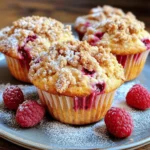 - 1 ½ cups all-purpose flour - ½ cup almond flour - 1 teaspoon baking powder - ½ teaspoon baking soda - ¼ teaspoon salt - ½ cup unsalted butter, softened - ¾ cup granulated sugar - 2 large eggs - 1 teaspoon vanilla extract - ½ cup buttermilk (or regular milk with a splash of vinegar) - 1 cup fresh raspberries (or frozen, thawed) - ½ cup sliced almonds, toasted - Streusel Topping Components: - ½ cup all-purpose flour - ⅓ cup brown sugar - ½ teaspoon ground cinnamon - ¼ cup cold unsalted butter, cubed - ½ cup chopped almonds The right mix of ingredients makes these Almond Raspberry Streusel Muffins shine. First, let's talk about the dry ingredients. All-purpose flour and almond flour blend well. Baking powder and baking soda help the muffins rise. Salt enhances all the flavors. Next, for the wet ingredients, softened butter adds richness. Granulated sugar gives sweetness. Eggs bind everything together, while vanilla adds a nice aroma. Buttermilk—or milk with vinegar—makes the muffins tender and moist. Then, we add the fun stuff! Fresh raspberries burst with flavor. If you want, use frozen raspberries too. Just thaw them first. Toasted sliced almonds bring a crunchy texture and nutty taste. Finally, the streusel topping is key. It gives a sweet crunch on top. The mix of flour, brown sugar, and cinnamon creates a lovely flavor. Cold butter helps it get that perfect crumbly texture. Don’t forget the chopped almonds for extra crunch! These ingredients combine to create a delightful treat. Each bite is soft, sweet, and packed with flavor. First, preheat your oven to 375°F (190°C). This step helps your muffins rise nicely. Next, prepare your muffin tin. You can line it with paper liners or grease it with cooking spray. Then, mix the dry ingredients in a medium bowl. Combine 1 ½ cups all-purpose flour, ½ cup almond flour, 1 teaspoon baking powder, ½ teaspoon baking soda, and ¼ teaspoon salt. Set this mixture aside. In a large mixing bowl, cream together ½ cup softened unsalted butter and ¾ cup granulated sugar. Beat until the mixture is light and fluffy, which usually takes about 2-3 minutes. Now, add 2 large eggs, one at a time, mixing well after each addition. Then, stir in 1 teaspoon of vanilla extract for a nice flavor boost. Now, it’s time to combine the wet and dry ingredients. Alternately add the dry mix and ½ cup buttermilk to your butter mixture. Start and end with the dry mix. Be careful not to overmix. This keeps your muffins tender. Gently fold in 1 cup of fresh raspberries and ½ cup of toasted sliced almonds. This adds great texture and flavor. To make the streusel topping, mix together ½ cup all-purpose flour, ⅓ cup brown sugar, and ½ teaspoon ground cinnamon in a small bowl. Cut in ¼ cup of cold cubed unsalted butter until the mixture looks like coarse crumbs. Finally, stir in ½ cup of chopped almonds for some crunch. Divide your muffin batter evenly among the prepared muffin cups, filling each about two-thirds full. Generously sprinkle the streusel topping over each muffin. Bake in the preheated oven for 18-20 minutes. Check if they are done by inserting a toothpick into the center. If it comes out clean, your muffins are ready. Let them cool in the pan for 5 minutes before moving them to a wire rack. To get the best texture in your muffins, avoid overmixing. When you mix too much, the muffins can turn tough. Mix just until you see no flour. Using room temperature ingredients is key. When butter and eggs are warm, they blend better. This helps create a light and fluffy muffin. To boost flavor, try adding spices like cinnamon or nutmeg. These spices pair well with the almond and raspberry. You can also add a splash of almond extract for more depth. Fresh raspberries give the best taste. They have a bright flavor that shines through. If using frozen raspberries, let them thaw first. They work well but can make the batter a bit wet. When serving, dust muffins with powdered sugar. This adds a nice touch. Place a few fresh raspberries on the plate for a pop of color. Pair these muffins with coffee or tea. They also go well with a light spread of butter. Enjoying them warm makes the flavors even better! {{image_2}} You can make these muffins gluten-free by using alternative flours. Try almond flour or coconut flour. Both can give a nice texture and flavor. For a vegan option, substitute the butter with coconut oil. Replace the eggs with flaxseed meal mixed with water. This works well and keeps the muffins moist. Feel free to mix different fruits into the batter. Blueberries or cherries can add a fun twist. These fruits pair nicely with almond flavors. You can also swap nuts in the topping. Use walnuts or pecans instead of almonds for a different crunch. Adjust the sugar to fit your taste. You can lower the amount for less sweetness. If you want a unique flavor, add flavored syrups like maple or agave. You could also try different extracts, like almond or orange. These small changes can make your muffins special. After baking your Almond Raspberry Streusel Muffins, let them cool in the pan for 5 minutes. This step helps set the structure. Then, transfer them to a wire rack. Cooling on a rack allows air to circulate, keeping them from getting soggy. For storage, use a simple airtight container. A plastic or glass container works well. You can also use a resealable plastic bag. Just make sure to squeeze out any excess air. This step helps keep your muffins fresh. To freeze your muffins, first cool them completely. Wrap each muffin in plastic wrap. Then place them in a freezer bag. This method keeps them from freezer burn. You can freeze them for up to three months. When you're ready to eat one, take it out and let it thaw at room temperature. For a warm muffin, microwave it for about 15-20 seconds. This method helps preserve the taste and texture. At room temperature, these muffins last about 2-3 days. Store them in an airtight container to maintain freshness. Watch for signs of staleness. If the muffins feel dry or hard, it’s time to toss them. If they develop a strange smell or mold, do not eat them. Always prioritize your health! Yes, you can substitute almond flour with regular flour. However, the texture and flavor will change. Almond flour adds moisture and a nutty taste. If you use only regular flour, the muffins may be drier and less rich. To keep your muffins moist, use room temperature ingredients. This helps them mix better. Avoid overmixing your batter; mix just until combined. Adding buttermilk also helps with moisture. Finally, don’t bake them too long; check for doneness a few minutes early. If you don’t have buttermilk, you can make a substitute. Mix regular milk with a splash of vinegar or lemon juice. Let it sit for five minutes before using. This will mimic the tangy taste of buttermilk. You can also use yogurt or sour cream mixed with milk for a similar effect. In this post, we covered how to make delicious muffins with simple ingredients. I shared detailed steps for mixing dry and wet ingredients and tips for perfecting texture and flavor. Don't forget about tasty variations and storage tips to keep your muffins fresh. Whether you prefer gluten-free or vegan options, there's a way to suit your needs. Enjoy these muffins warm with a drink or spread. Try this recipe and make your kitchen a fun place! Happy baking!