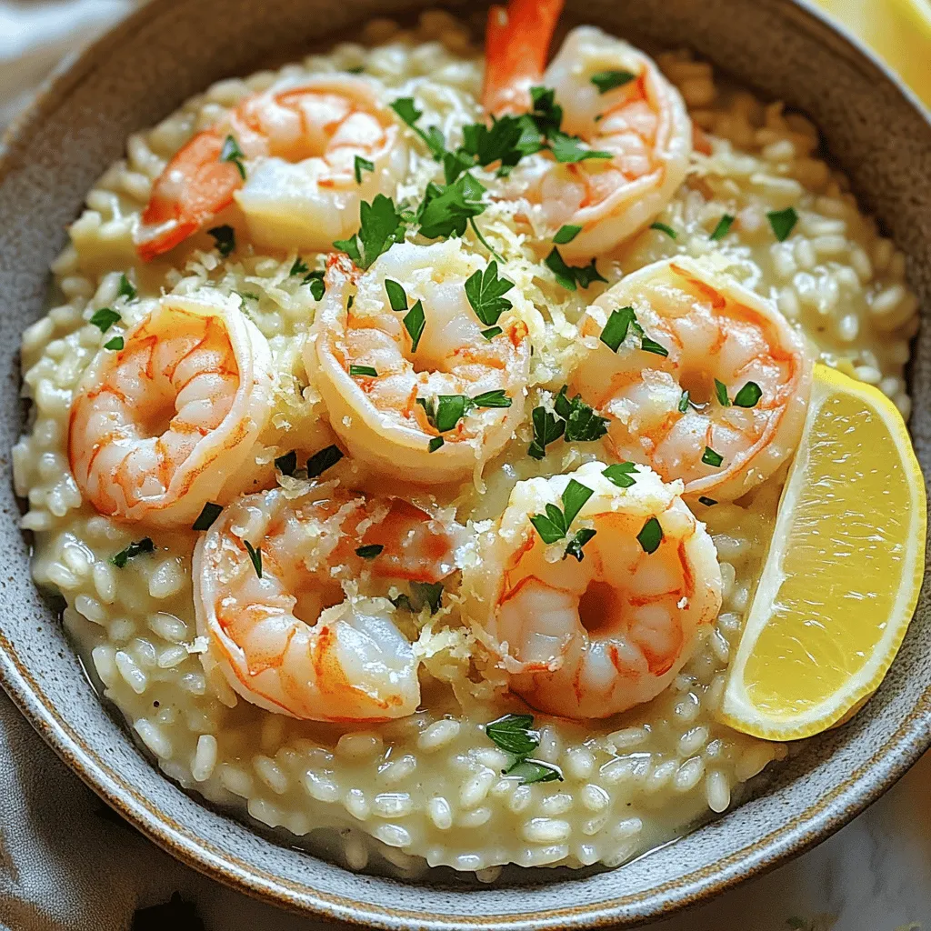 - 1 cup Arborio rice - 3 cups chicken or vegetable broth (low-sodium) - 1 pound shrimp, peeled and deveined - 1 small onion, finely chopped - 3 garlic cloves, minced - 1 cup heavy cream - 1 cup grated Parmesan cheese - 2 tablespoons olive oil - 2 tablespoons unsalted butter - Salt and pepper to taste - Fresh parsley, chopped (for garnish) - Zest of 1 lemon Arborio rice is special. It has a high starch content, making risotto creamy. The rice absorbs broth well, giving it a rich flavor. Shrimp adds protein and a sweet touch. When cooked right, shrimp are tender and juicy. Heavy cream makes the dish luscious and smooth. Parmesan cheese adds saltiness and depth. Fresh lemon zest brightens the dish, enhancing all the flavors. If you cannot find Arborio rice, use Carnaroli or Vialone Nano rice. For a lighter dish, swap heavy cream with half-and-half. If you're vegan, use vegetable broth and replace shrimp with sautéed mushrooms or chickpeas. You can also use nutritional yeast instead of cheese for a cheesy flavor. For gluten-free needs, ensure your broth is certified gluten-free. Start by heating your broth. Pour 3 cups of chicken or vegetable broth into a medium saucepan. Heat it over low heat. You want it warm but not boiling. This step helps the rice cook evenly. Next, gather your other ingredients. You’ll need 1 cup of Arborio rice, 1 pound of shrimp, 1 small onion, and 3 garlic cloves. Chop the onion finely. Mince the garlic cloves. Set them aside. Make sure your shrimp are peeled and deveined. This will save time later. In a large skillet, heat 2 tablespoons of olive oil and 1 tablespoon of butter over medium heat. Once it’s hot, add the chopped onion. Sauté it for 3-4 minutes until it looks translucent. Then, add the minced garlic. Cook it for just 1 minute more. Now, add the Arborio rice to the skillet. Stir it well to coat with the oil and onion mix. Toast the rice for about 2 minutes. You want it to have a slight golden hue. Start adding the warm broth, one ladle at a time. Stir constantly. Wait for the rice to absorb most of the liquid before adding more. This keeps the risotto creamy. Continue this for 18-20 minutes. The rice should be creamy and al dente when done. While your risotto cooks, grab another skillet. Melt the remaining tablespoon of butter over medium heat. Add the shrimp, seasoning them with salt and pepper. Cook the shrimp for about 2-3 minutes on each side. They will turn pink and opaque when done. Timing is key here. You want the shrimp to finish cooking just as your risotto is ready. This way, everything comes together perfectly. Once the risotto is done, stir in the heavy cream, grated Parmesan cheese, and lemon zest. Mix it well. Then, gently fold the shrimp into the risotto. Your dish is now ready to enjoy! To make your risotto creamy, use Arborio rice. This rice has a high starch content. The starch helps create that nice, smooth texture. Always add warm broth slowly. Stir often while adding broth, and let the rice absorb it. This process helps release more starch. For extra creaminess, mix in heavy cream and Parmesan cheese at the end. Start with a warm broth in a separate pot. Keeping it warm helps the rice cook evenly. Use a wooden spoon to stir the risotto. This prevents sticking and helps release starch. Don't rush the process. Adding broth too fast can lead to uneven cooking. Taste the rice at the end to check for doneness. It should be al dente and creamy. One common mistake is not stirring enough. Risotto needs constant stirring to achieve that creamy texture. Another mistake is using cold broth. Cold broth can shock the rice and affect cooking time. Lastly, don’t skip the resting step. Let the risotto sit for a minute after cooking. This helps flavors meld and enhances the dish's creaminess. {{image_2}} You can boost the nutrition and color of your risotto by adding vegetables. Spinach and peas work great. They add a fresh taste and bright color. Simply stir them in during the last few minutes of cooking. The heat will wilt the spinach and warm the peas. You can also try asparagus or zucchini for more variety. If you want to switch up the protein, consider chicken or scallops. Cook the chicken in the same way as the shrimp until it's fully cooked. For scallops, sear them for a few minutes on each side until golden. If you prefer a plant-based option, use tofu. Press and cube the tofu, then sauté it until golden. Each option gives a new twist to the dish. You can change the flavor of your risotto by adding spices or herbs. For a spicy kick, add red pepper flakes while cooking. For an herbed flavor, fresh herbs like basil or thyme brighten the dish. Add them in the last few minutes to keep their taste fresh. You can even mix in some lemon juice for a zesty finish. Each variation makes the dish unique and exciting! To store leftover creamy garlic shrimp risotto, let it cool first. Place it in an airtight container. You can keep it in the fridge for up to three days. Make sure to label the container with the date. This way, you’ll know when to eat it. If you want to keep it longer, consider freezing it. When reheating risotto, add a splash of broth or water. This helps revive the creamy texture. Heat it slowly over low heat on the stove. Stir it often to prevent sticking. You can also use the microwave. Just cover it, and heat in short bursts. Stir between each burst. This keeps it moist and tasty. To freeze risotto, portion it into small containers. Make sure to leave some space for expansion. Risotto can last in the freezer for up to three months. When ready to eat, thaw it in the fridge overnight. Reheat it on the stove or microwave as mentioned above. Keep in mind, the texture may change slightly after freezing. You can use regular rice, but it won’t be the same. Arborio rice has more starch. This starch gives risotto its creamy texture. Other rice types, like long-grain or basmati, won't work well. They won't absorb liquid the same way and will be less creamy. Risotto is done when it is creamy and the rice is al dente. Al dente means the rice is tender but still has a slight bite. You should be able to stir it easily, and it should flow. If it feels too firm, keep adding broth and stirring. Taste it after about 18-20 minutes of cooking. Many sides pair well with creamy garlic shrimp risotto. A fresh salad adds crunch and brightness. Garlic bread or crusty rolls are great for dipping. You can also serve it with roasted vegetables or a light soup. These sides balance the rich risotto nicely and create a complete meal. In this article, we explored the key ingredients for risotto, including Arborio rice and shrimp. You learned how to prepare broth, cook the risotto, and time the shrimp perfectly. We shared tips for achieving creamy texture, avoiding common mistakes, and even offered variations with vegetables and proteins. Lastly, we discussed storage tips and answered frequent questions. Remember, cooking risotto takes practice, but it's worth the effort for a delicious dish you can enjoy. Keep experimenting to find your favorite flavors!