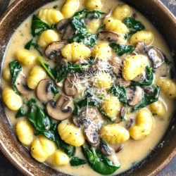 To make One Pot Mushroom Spinach Gnocchi, gather these simple ingredients: - 16 oz potato gnocchi - 2 cups fresh spinach, chopped - 8 oz cremini or button mushrooms, sliced - 1 medium onion, diced - 3 cloves garlic, minced - 2 cups vegetable broth - 1 cup heavy cream - 1 teaspoon Italian seasoning - 1 tablespoon olive oil - Salt and pepper to taste - Grated Parmesan cheese, for serving (optional) For a richer taste, consider adding: - Fresh herbs like basil or thyme - A splash of white wine - Red pepper flakes for heat - Sun-dried tomatoes for a sweet twist You can easily adapt this dish: - For a vegan version, swap heavy cream with coconut milk. - Use gluten-free gnocchi if needed. - Add protein like chicken or chickpeas for a heartier meal. Start by gathering your fresh ingredients. You will need: - 16 oz potato gnocchi - 2 cups fresh spinach, chopped - 8 oz cremini or button mushrooms, sliced - 1 medium onion, diced - 3 cloves garlic, minced Wash the spinach and chop it. This helps it cook down quickly later. Dice the onion and mince the garlic. You want these pieces small for even cooking. Heat 1 tablespoon of olive oil in a large pot or deep skillet over medium heat. Once hot, add the diced onion. Cook for about 3-4 minutes until the onion is soft and clear. Next, stir in the minced garlic and sliced mushrooms. Let them cook for another 5-7 minutes. The mushrooms will soften and release their juices. This makes a tasty base for your dish. Once the mushrooms are cooked, pour in 2 cups of vegetable broth and 1 cup of heavy cream. Stir well and bring this mixture to a gentle simmer. Now, add the potato gnocchi and 1 teaspoon of Italian seasoning. Stir again to mix everything well. Cover the pot and cook for about 3-5 minutes. The gnocchi will float to the top when they are ready. Make sure to stir occasionally to prevent sticking. After the gnocchi are cooked, add the chopped spinach to the pot. Stir until the spinach wilts and mixes well with the other ingredients. Taste your dish and add salt and pepper to your liking. Serve warm in bowls, and if you like, sprinkle some grated Parmesan cheese on top for extra flavor. Enjoy this easy and hearty meal! To cook gnocchi well, start with fresh ones. They taste best when cooked right after you buy them. Use a large pot with plenty of water. Salt the water before adding the gnocchi. This simple step adds flavor. Cook until they float. This means they are done. Stir gently to avoid sticking. One common mistake is overcooking gnocchi. This can make them mushy. Another mistake is not seasoning the water. Always add salt for better taste. Don’t skip sautéing the onion and garlic. This builds a rich flavor base. Lastly, don’t forget to stir the pot while it simmers. This helps to keep everything evenly cooked. You need a few basic tools to make this dish. A large pot or deep skillet is key. A wooden spoon helps with stirring. Use a sharp knife for chopping. A cutting board is also helpful. If you have a colander, it's great for draining any excess liquid. These tools make cooking easier and keep your kitchen tidy while you work. {{image_2}} You can change the greens in this dish. If you want a twist, try kale or Swiss chard. Both add great flavor and nutrition. You can also use frozen spinach if fresh is not available. Just be sure to thaw and drain it first. Other vegetables like zucchini or bell peppers can also work. Just chop them up and add them when you cook the onion and garlic. If you want a lighter dish, you can swap heavy cream for half-and-half or milk. This change will lower the fat while keeping it creamy. For the broth, you can use chicken broth for added flavor. If you want a richer taste, try using mushroom broth. This will enhance the earthy flavor of the mushrooms in your dish. To make this dish vegan, you can replace the heavy cream with coconut milk or cashew cream. Both options provide a creamy texture without dairy. For the gnocchi, choose gluten-free options made from rice or other grains. This way, everyone can enjoy the meal. Adjust the seasonings to fit your taste, and you will have a delicious vegan treat. I love making extra One Pot Mushroom Spinach Gnocchi. To store leftovers, let the dish cool first. Then, place it in an airtight container. This keeps the flavors fresh. Store it in the fridge for up to three days. When you're ready to eat, reheating is easy. You can use the stove or microwave. If using the stove, add a splash of broth to the pot. Heat it on low and stir gently. If using the microwave, heat in short bursts. Stir in between to keep it from drying out. Freezing this dish is a smart choice. Use a freezer-safe container for best results. The gnocchi may change texture a bit, but the taste stays great. It can last up to three months in the freezer. To reheat, thaw overnight in the fridge before warming. I recommend using fresh potato gnocchi for this dish. Fresh gnocchi has a light, fluffy texture. It cooks quickly and absorbs flavors better than dried gnocchi. If fresh isn’t available, look for high-quality frozen gnocchi. They can also work well and save time. You can prepare this dish ahead, but I suggest cooking it fresh. Gnocchi can become mushy if stored after cooking. If you want to prep, chop your veggies and store them in the fridge. Cook the gnocchi and sauce when you're ready to eat. This keeps everything fresh and tasty. To up the spice, add red pepper flakes while cooking. You might also try a splash of hot sauce for heat. For more flavor, add herbs like basil or thyme. A squeeze of lemon juice can brighten the dish and enhance the taste. Yes, you can use dried gnocchi. Just remember that dried gnocchi takes longer to cook. Follow the package instructions for the best results. You may need to adjust the liquid in the recipe to ensure the dish remains creamy and delicious. This blog post covers how to make great gnocchi. We looked at key ingredients and offered optional flavors. I shared step-by-step instructions for prepping and cooking. You learned tips for perfect gnocchi and common mistakes to avoid. We explored variations for diets and how to store leftovers. With this knowledge, you can create a tasty dish that suits your needs. Enjoy your cooking and make it your own!