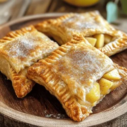 The ingredients for Air Fryer Cinnamon Sugar Apple Hand Pies are simple and fun to gather. Here’s what you need: - 2 large apples, peeled, cored, and diced - 1 tablespoon lemon juice - ½ cup brown sugar, packed - 1 teaspoon cinnamon - 1 tablespoon all-purpose flour - 1 package refrigerated pie crusts (2 crusts) - 1 egg, beaten (for egg wash) - 2 tablespoons granulated sugar (for topping) - 1 teaspoon cinnamon (for topping) Each ingredient plays a key role in creating a delicious hand pie. The apples bring sweetness and texture. Lemon juice adds a bright zing. Brown sugar enhances the pie’s rich flavor. Cinnamon offers warmth and spice. The flour helps bind the filling. The pie crusts make everything come together, creating that crispy outer layer. The egg wash gives a golden finish, while the sugar and cinnamon topping adds an extra crunch. These ingredients are easy to find and will make your pies shine. Start by tossing the diced apples in a bowl. Add lemon juice, brown sugar, cinnamon, and flour. Mix them well to coat the apples. Let the mixture sit for 10 minutes. This resting time helps the flavors blend nicely. Take one pie crust from the package. Roll it out on a floured surface to avoid sticking. Cut the crust into 4 equal squares. Keep the sizes even for uniform cooking. Take a square and place about 1-2 tablespoons of the apple mixture in the center. Leave some space around the edges for sealing. Fold the crust over to form a triangle or rectangle. Press the edges firmly to seal them. Use a fork to crimp the edges for a nice look. Repeat this step with the other squares and apple filling. Preheat your air fryer to 350°F (175°C). Brush the tops of the hand pies with the beaten egg. In a bowl, mix granulated sugar with cinnamon, then sprinkle this topping over the pies. Arrange the hand pies in the air fryer basket in a single layer. Make sure they do not touch each other. You may need to cook them in batches. Air fry for 10-12 minutes or until they turn golden brown and crispy. Check them halfway through and flip if needed for even cooking. Let the pies cool for a few minutes before enjoying. To ensure your hand pies cook evenly, preheat your air fryer to 350°F (175°C). This step helps set the heat before cooking. Arrange the hand pies in a single layer in the basket. Avoid overlapping them. This allows hot air to flow around each pie, giving you a crisp crust. Use a fork to seal the edges of the pies. This not only ensures a good seal, but it also adds a nice touch. Press down firmly on the edges and then crimp them. This helps keep your filling inside. Serve your hand pies warm. Dust them with powdered sugar for a sweet finish. Place them next to a scoop of vanilla ice cream or a dollop of whipped cream. The cold creaminess pairs well with the warm, spiced apples. You can also serve them with a drizzle of caramel sauce for added sweetness. The contrast of warm and cold makes each bite delightful. Factors like the size of your hand pies may affect cooking time. Smaller pies may cook faster, while larger ones may need more time. Start with 10 minutes, then check for doneness. To check, look for a golden brown color on the crust. You can also gently press on the pie. If it feels firm, it’s likely done. If you’re unsure, air fry for an extra minute and check again. This way, you ensure a perfectly cooked hand pie every time. {{image_2}} You can switch up the apples for other fruits. Pears make a tasty filling with a soft, sweet bite. Berries, like blueberries or raspberries, add a pop of tartness. Just remember to adjust the sugar based on the fruit's sweetness. You can also sprinkle in spices like nutmeg or ginger to deepen the flavor. While store-bought crusts are easy, you can make your own for a special touch. A homemade pie crust gives a fresh taste. If you need a gluten-free option, look for gluten-free pie crusts in stores. You can also make one using almond or oat flour. Toppings can change the vibe of your pies. Instead of granulated sugar, try honey or maple syrup for a different sweetness. You can mix in chopped nuts or chocolate chips for extra crunch or richness. These little changes can make a big difference in taste! To keep your hand pies fresh, store them in the fridge. Use an airtight container to prevent them from drying out. Placing parchment paper between layers can help keep them crisp. To reheat in an air fryer, preheat it to 350°F (175°C). Place the hand pies in a single layer. Heat for about 4-5 minutes. This method keeps them crispy. You can also use a microwave, but that may make them soft. If you choose this, heat them for 30 seconds. Check if they are warm enough; repeat if needed. You can freeze hand pies before or after cooking. If you freeze them uncooked, place them in a single layer on a baking sheet. Once frozen solid, transfer them to a freezer bag. To thaw frozen pies, leave them in the fridge overnight. For reheating, follow the air fryer method above. Cook for a few extra minutes since they are frozen. Air fryer cinnamon sugar apple hand pies can last for about 3 to 4 days in the fridge. Store them in an airtight container to keep them fresh. If you want to enjoy them longer, consider freezing them. They can stay good in the freezer for up to three months. Yes, you can make these hand pies ahead of time. Prepare the apple filling and pie crusts the day before. Just store the filling in the fridge. You can assemble the hand pies right before you plan to cook them. This method keeps them fresh and tasty. The best air fryer temperature for hand pies is 350°F (175°C). This temperature cooks them evenly and gives them a nice golden brown color. Cook them for 10 to 12 minutes. Always check them halfway through to ensure they cook well. Yes, you can use different apples for your hand pies. Some great options are Granny Smith, Honeycrisp, or Fuji apples. These apples add a nice balance of sweetness and tartness. Each variety will bring its unique flavor to your hand pies. To recap, this article detailed how to make delicious air fryer cinnamon sugar apple hand pies. We covered the ingredients needed, including apples and spices, and provided step-by-step instructions for preparation, assembly, and cooking. You learned tips for perfect hand pies and various ways to customize them. These sweet treats are not just easy to make, but they're also fun to share. Enjoy your hand pies warm, with a scoop of ice cream or fresh whipped cream. Try different fillings and toppings to make them your own. Happy cooking!