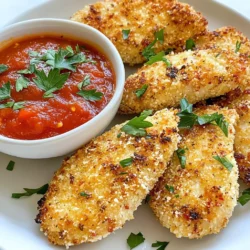 To make Crispy Air Fryer Parmesan Chicken, gather these items: - 4 boneless, skinless chicken breasts - 1 cup panko breadcrumbs - 1 cup grated Parmesan cheese - 2 teaspoons garlic powder - 1 teaspoon Italian seasoning - Salt and pepper to taste - 2 large eggs - 2 tablespoons unsweetened almond milk (or regular milk) - Olive oil spray You can boost flavor with these choices: - Fresh herbs like parsley or basil for garnish - A squeeze of lemon juice for brightness - Marinara sauce for dipping If you need swaps, try these: - Chicken thighs instead of breasts for more flavor. - Gluten-free panko for a gluten-free option. - Nutritional yeast instead of Parmesan for a vegan twist. - Any milk, like oat or soy, if you lack almond milk. Each of these tweaks can help you personalize this dish to your taste and dietary needs. Enjoy experimenting! {{ingredient_image_1}} First, turn on your air fryer. Set the temperature to 400°F (200°C). Let it preheat for about 5 minutes. This step is key for crispy chicken. Grab a shallow bowl. In it, mix together the panko breadcrumbs, grated Parmesan cheese, garlic powder, Italian seasoning, salt, and pepper. This mixture gives the chicken a crunchy coat. Take the chicken breasts and dry them with a paper towel. This helps make them crispy. In another bowl, whisk the eggs and almond milk until smooth. Dip each chicken breast into the egg mix, coating it fully. Then, dredge it in the breadcrumb mixture. Press gently so it sticks well. Spray each coated chicken breast lightly with olive oil. This aids in browning. Place the chicken in the air fryer basket in a single layer. Leave space between each piece for even cooking. Cook for about 12-15 minutes, flipping halfway through. Check that the chicken is golden brown and reaches an internal temperature of 165°F (75°C). Once cooked, let the chicken rest for a few minutes before serving. For the best crispiness, use panko breadcrumbs. They are lighter and airier. Spray the chicken with olive oil before cooking. This helps the coating brown nicely. Avoid overcrowding the air fryer basket. Leave space between chicken pieces for hot air to flow. Drying chicken breasts is key for crispiness. Use a paper towel to pat them dry. This step removes extra moisture. Moist chicken will steam instead of crisp. A dry surface allows the coating to stick better and cook evenly. Chicken breast sizes vary, so adjust cooking times. For smaller breasts, check at 10 minutes. Larger breasts may need up to 15 minutes. Always flip the chicken halfway through to ensure even cooking. Use a meat thermometer to check if it reaches 165°F (75°C). This ensures safety and perfect texture. Pro Tips Use Fresh Ingredients: Opt for fresh chicken breasts and high-quality Parmesan cheese to enhance the overall flavor of your dish. Season Generously: Don’t be shy with the salt and pepper! Seasoning the chicken before coating it will boost the flavors significantly. Experiment with Coatings: Try adding different herbs or spices to the breadcrumb mixture for a unique twist on flavor. Let it Rest: Allow the chicken to rest for a few minutes after cooking. This helps the juices redistribute for a more tender bite. {{image_2}} You can switch up the cheese in this recipe. While Parmesan gives a great taste, you can try mozzarella for a gooey texture. Cheddar adds a sharp flavor that some may love. Grana Padano works well too and is similar to Parmesan. Mixing cheeses can create a fun blend of flavors. Add some extra flavor to your coating. Try mixing in crushed red pepper for heat. A bit of lemon zest can brighten the dish. Chopped herbs like parsley or basil add freshness. You can also use crushed garlic for a stronger taste. Adding these ingredients makes each bite more exciting. Serve your crispy chicken on a plate with marinara sauce for dipping. This adds delicious flavor and moisture. You can also pair it with a side salad for some crunch. Lemon wedges on the side give a fresh zing. Try it with roasted vegetables for a healthy meal. These ideas will make your dish look and taste great! To keep your crispy air fryer Parmesan chicken fresh, store it in an airtight container. Place the chicken in the fridge within two hours of cooking. It will stay good for up to three days. Be sure to separate any sauce or dips to avoid sogginess. When you're ready to enjoy your leftovers, preheat your air fryer to 350°F (175°C). Place the chicken in the basket for about 5-7 minutes. This method helps maintain the crispy coating. You can also use a microwave, but it may not keep the chicken as crispy. If you want to save the chicken for later, freezing works well. Wrap each piece tightly in plastic wrap, then place them in a freezer bag. Label the bag with the date. You can freeze the chicken for up to three months. When you're ready to eat, thaw it overnight in the fridge before reheating. Yes, you can use regular chicken. Just remember to cook it longer. Bone-in chicken takes more time to cook through. The cook time may vary based on the size of the pieces. Use a meat thermometer to check that it reaches 165°F (75°C). This ensures your chicken is safe to eat. Crispy Air Fryer Parmesan Chicken pairs well with many sides. You can serve it with a fresh salad. A side of marinara sauce makes a great dip. Roasted vegetables or garlic bread also complement the chicken nicely. Feel free to get creative with your favorite sides. Check the internal temperature of the chicken. It should reach 165°F (75°C) for safe eating. You can use a meat thermometer for this. If you don’t have one, cut into the chicken. The meat should be white, and the juices should run clear. Yes, air frying is a healthier choice than deep frying. It uses less oil, which cuts down on calories. Air frying keeps the crispy texture without all the fat. This makes it a good option for those watching their diet. Plus, it’s quick and easy! This blog post explored making crispy air fryer Parmesan chicken. We covered the key ingredients, with options for added flavor and smart substitutions. Step-by-step instructions guided you through preparation and cooking. Tips helped you achieve peak crispiness, while variations opened doors to new tastes. Finally, we discussed keeping leftovers fresh and answered common questions. In summary, this recipe is easy and fun. You can enjoy tasty chicken that fits your needs!