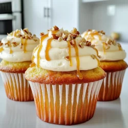 - 1 ½ cups all-purpose flour - 1 tsp baking powder - ½ tsp baking soda - ½ tsp salt - ½ tsp cinnamon - ½ cup unsalted butter, softened - 1 cup granulated sugar - 2 large eggs - 1 tsp vanilla extract - ½ cup sour cream - 1 ½ cups peeled and diced apples (preferably Granny Smith) - 8 oz cream cheese, softened - ½ cup powdered sugar - 1 tsp vanilla extract (for frosting) - ½ cup caramel sauce - Optional: Chopped nuts for garnish Gathering the right ingredients is key. Start with the dry mix. You need flour, baking powder, baking soda, salt, and cinnamon. These ingredients make your base fluffy and flavorful. Next, move to the wet mix. Use unsalted butter for creaminess and granulated sugar for sweetness. Two large eggs add moisture and richness. Vanilla extract gives a warm flavor, while sour cream adds tang. Finally, use Granny Smith apples for a tart crunch that balances the sweetness. For the frosting, soft cream cheese is essential. It gives a rich texture. Mix in powdered sugar for sweetness and vanilla for flavor. Caramel sauce will be drizzled on top for that perfect finish. If you like a crunch, sprinkle some chopped nuts. This blend of ingredients creates a sweet delight in every bite. - Preheat the oven to 350°F (175°C). - Line a cupcake tin with paper liners. - In a medium bowl, whisk together the flour, baking powder, baking soda, salt, and cinnamon. Set this aside. - In a large bowl, cream the softened butter and granulated sugar until light and fluffy. - Beat in the eggs one at a time. Then mix in the vanilla extract until well combined. - Add the sour cream to the mixture. Mix until smooth. - Gradually mix the dry ingredients with the wet ingredients. Stir gently until just combined. - Fold in the diced apples until they are evenly spread throughout the batter. - Divide the batter evenly among the cupcake liners, filling each about 2/3 full. - Drizzle about 1 teaspoon of caramel sauce into the center of each cupcake. Use a toothpick to swirl it slightly. - Place the cupcake tin in the preheated oven. Bake for 18-20 minutes, or until a toothpick inserted comes out clean. - Once baked, cool the cupcakes in the tin for 5 minutes. Then transfer them to a wire rack to cool completely. - In a bowl, beat together the softened cream cheese, powdered sugar, and vanilla extract until smooth and creamy. - Once the cupcakes are completely cool, frost them generously with the cream cheese frosting. Use a piping bag or a knife for this. - Drizzle extra caramel sauce over the frosted cupcakes. Sprinkle chopped nuts on top if desired. - Don’t overmix the batter. Overmixing can make your cupcakes tough. - Use room temperature ingredients for better mixing. Cold butter or eggs can cause lumps. - Ensure cream cheese is softened for a smooth frosting. Cold cream cheese will be lumpy. - Use a piping bag for neat frosting application. It makes your cupcakes look professional. - Pair with a hot beverage like cider or coffee. The warmth complements the sweet flavors. - Serve at room temperature for best flavor. Chilling can dull the taste of the cupcakes. {{image_2}} You can easily change the taste of these cupcakes. Adding chocolate chips brings a sweet twist. Try using about ½ cup for fun flavor. You can also mix in spices like nutmeg. Nutmeg adds a warm, cozy taste that blends well with apples. Just a pinch can make a big difference. If you're looking for gluten-free cupcakes, use gluten-free flour. This swap keeps the taste while making it safe for all. You can also switch the sugar for a sugar alternative. Options like honey or stevia work well. Just remember, sweeteners can change the texture a bit. Make your cupcakes look extra special. Drizzle caramel sauce on top in fun patterns. This not only looks great but adds more flavor. You can also use seasonal decorations. Think about cute sprinkles or themed toppers. These touches make your cupcakes stand out at any gathering. To keep your cupcakes fresh, use an airtight container. This will help them stay moist. Place them in a cool, dry spot. Avoid direct sunlight and heat. If you have leftover cream cheese frosting, it also needs care. Store it in the fridge in a sealed container. This keeps it from drying out or picking up other smells. If you want to save some cupcakes for later, freezing is a great choice. Freeze them unfrosted for the best results. Place them in a single layer on a tray. Once they are frozen solid, transfer them to a freezer bag. Make sure to squeeze out the air. This prevents freezer burn. When you want to enjoy a cupcake, take one out. Let it thaw in the fridge overnight. This will keep the texture nice and soft. If you’re in a hurry, you can leave it at room temperature for a few hours. Avoid using the microwave; it can make the cupcake tough. I recommend using Granny Smith apples. They are tart and firm. Their flavor shines when baked. You can also try Honeycrisp or Fuji apples. These varieties add sweetness and a nice bite. Yes, you can prepare these cupcakes in advance. Bake them and let them cool. Store them in an airtight container for up to three days. You can frost them the day you want to serve. This keeps the frosting fresh and tasty. If your cupcakes are dry, they may be overbaked. The key is to check for doneness early. A toothpick should come out clean but not dry. If they are already baked, you can add a drizzle of caramel sauce. This adds moisture and flavor. You can use plain yogurt as a sour cream substitute. Greek yogurt works well too. If you want a dairy-free option, try unsweetened almond milk yogurt. Just keep the same amount for a perfect mix. These apple cupcakes blend simple flavors into a delightful treat. We covered dry and wet ingredients, step-by-step baking, and fun variations. Remember, letting your ingredients sit at room temp helps with mixing. Got leftovers? Store them well or freeze for later. Enjoy these tasty cupcakes warm with a drink, and don’t forget the fun frosting ideas! Whether you prefer them plain or dressed up, these cupcakes will surely please everyone. Bake, share, and enjoy your delicious creation!