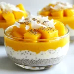 To make a delicious Mango Coconut Chia Pudding, you need a few key ingredients: - 1 cup coconut milk (canned or carton) - 2 tablespoons chia seeds - 1 ripe mango, pureed - 2 tablespoons honey or maple syrup (adjust to taste) - 1 teaspoon vanilla extract - A pinch of salt Each of these ingredients plays an important role. The coconut milk gives a creamy base, while chia seeds add a fun texture. The ripe mango adds natural sweetness and flavor. You can make your pudding even better with toppings. Here are some ideas: - Fresh mango slices - Shredded coconut These toppings add a nice crunch and extra flavor. They also make your pudding look beautiful and inviting. If you can't find coconut milk, try almond milk or oat milk. These options work well, but they change the flavor a bit. For sweeteners, you can use agave syrup or stevia instead of honey or maple syrup. Adjust the amount to fit your taste. {{ingredient_image_1}} Start by gathering your ingredients. You need coconut milk, chia seeds, honey or maple syrup, vanilla extract, and a pinch of salt. In a medium bowl, whisk the coconut milk and chia seeds together. Add honey or maple syrup to sweeten it. Mix in the vanilla and salt. Making sure everything blends well is key. Let this mixture rest for about 5-10 minutes. This time lets the chia seeds soak up the liquid. After that, whisk it again to break up any clumps of seeds. Now it’s time to let the mixture thicken. Cover the bowl with plastic wrap or a lid. Place it in the fridge for at least 4 hours, or overnight if you can wait. This is the secret to a smooth pudding. The chia seeds will swell and create a nice texture. Once it’s set, take the bowl out and give it a good stir. This will ensure a creamy consistency, making it perfect for layering. The fun part comes next! Grab your serving glasses or bowls. Start with a layer of chia pudding at the bottom. Then add a layer of pureed mango on top. Repeat these layers until your glasses are full. This creates a beautiful look and a tasty mix. Before serving, add fresh mango slices and a sprinkle of shredded coconut on top. This will make your pudding look extra special and inviting. Enjoy your delightful treat! To get the right texture, use the right amount of chia seeds. For one cup of coconut milk, two tablespoons of chia seeds work well. After mixing, let the mix sit for 5-10 minutes. This time lets the seeds absorb the liquid. Whisk again to break any clumps. Refrigerate for at least four hours. This helps it thicken nicely. You can boost the flavor with simple add-ins. Try adding a splash of lime or orange juice for a citrus twist. For extra sweetness, add more honey or maple syrup. You can also mix in vanilla bean seeds for a richer taste. Fresh herbs like mint can add a nice touch too. Get creative and adjust to your taste. Avoid using too many chia seeds. This can make the pudding too thick. Also, don't skip the refrigeration step. It’s key for the seeds to swell properly. Make sure to whisk well after the initial sit. This helps prevent clumps. Lastly, don’t forget the toppings! Fresh mango slices and shredded coconut make it look and taste amazing. Pro Tips Quality Ingredients: Use fresh, ripe mangoes for the best flavor. The sweetness and richness of the mango will elevate your chia pudding. Chia Seed Ratio: Adjust the chia seed quantity based on your desired pudding thickness. More seeds will create a thicker texture, while fewer will keep it lighter. Sweetness Level: Customize the sweetness by starting with less honey or maple syrup and adjusting to your taste. This allows you to create a balanced flavor. Serving Suggestions: For a fun presentation, serve the pudding in mason jars and layer with other fruits like kiwi or berries for added color and nutrients. {{image_2}} You can mix in different fruits for fun flavors. Try using pineapple, kiwi, or banana. Each fruit brings its own taste and sweetness. For a tropical twist, use pureed passion fruit or guava. These fruits pair well with mango and coconut. They add color and texture to your pudding. You can also layer different fruits for a beautiful look. Spices can make your pudding even more exciting. Consider adding a pinch of cinnamon or nutmeg. These spices add warmth and depth to the dish. For a unique taste, try cardamom or ginger. They give your pudding a refreshing kick. Just remember, a little goes a long way. Start with small amounts and adjust to your liking. Making this pudding vegan is easy! Simply use maple syrup or agave instead of honey. Both options work well and keep it sweet. You can also skip the sweeteners altogether if you prefer. The ripe mango adds natural sweetness on its own. If you want a sugar-free version, use a sugar substitute like stevia. This keeps your pudding healthy and delicious. Once you make your mango coconut chia pudding, you might have some left. To keep it fresh, store it in the fridge. Use a clean spoon to scoop out portions. This helps prevent germs from getting in. Always cover the bowl tightly with plastic wrap or a lid. I recommend using glass or plastic containers with tight-fitting lids. Glass jars work great because they do not stain. If you have mason jars, they are perfect! They let you see your delicious pudding. Choose containers that are easy to open and close. Your chia pudding can last up to five days in the fridge. If you want to freeze it, place it in an airtight container. It can stay frozen for about a month. When you’re ready to eat it, thaw it in the fridge overnight. The texture may change slightly, but it will still taste great! Mango Coconut Chia Pudding stays fresh for about 3 to 5 days in the fridge. It’s best to store it in an airtight container. The pudding may thicken as it sits. You can stir in a little coconut milk to loosen it before serving. Yes, you can use other types of milk. Almond milk, soy milk, or oat milk also work well. Each milk gives a unique taste. Experiment to find your favorite flavor. Just keep the same amount as the coconut milk in the recipe. Chia seeds are tiny powerhouses of nutrition. They are high in fiber, which helps digestion. They also have omega-3 fatty acids, good for heart health. Plus, chia seeds can absorb water and keep you feeling full longer. This makes them a great choice for a healthy snack. Absolutely! This recipe is perfect for meal prep. You can make it ahead and store it in the fridge. It’s a great grab-and-go snack for busy days. Just layer the pudding and mango in jars for easy servings. Mango Coconut Chia Pudding is easy and fun to make. We explored its main ingredients, toppings, and substitutes. Step-by-step, I walked you through preparing, setting, and serving. I shared tips for consistency and flavor enhancements while avoiding common mistakes. You also learned about tasty variations and storage tips. Try making this pudding to enjoy its rich taste and health benefits. Your kitchen will thank you!