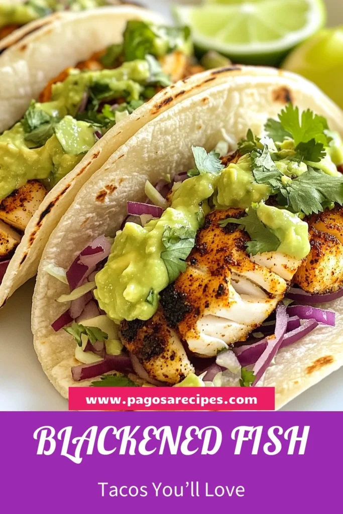 Discover the ultimate easy taco recipe with these blackened fish tacos topped with a creamy avocado crema! Made with tilapia fillets seasoned to perfection, this healthy fish taco dish promises flavor in every bite. Learn how to whip up this avocado crema recipe that brings all the ingredients together. Perfect for busy weeknights, save this recipe for a delightful dinner! #BlackenedFishTacos #AvocadoCrema #EasyTacoRecipe #HealthyFishTacos