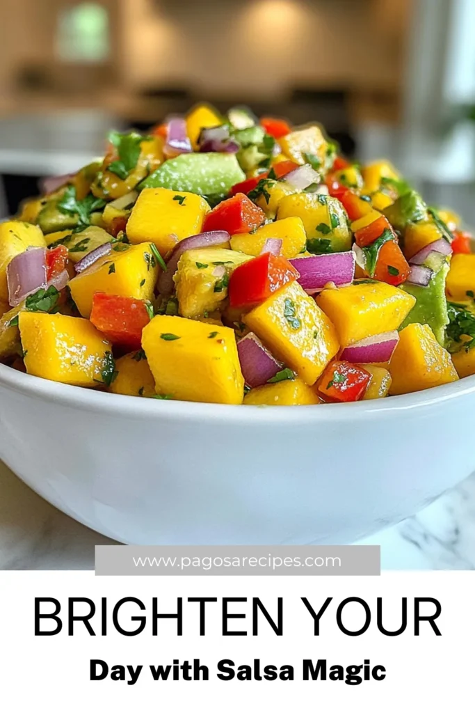 Discover a delightful Avocado Mango Salsa recipe that's perfect for any occasion! This fresh mango salsa combines ripe mangoes and creamy avocados for a healthy salsa that bursts with tropical flavors. Enjoy this easy avocado salsa dip with tortilla chips or as a topping for tacos and grilled dishes. Create this vibrant tropical fruit salsa today and elevate your appetizer game! Save this recipe for your next gathering! #AvocadoMangoSalsa #HealthySalsaRecipes #TropicalFruitSalsa #AvocadoSalsaDip