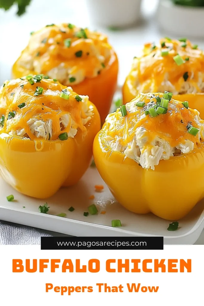 Discover the perfect blend of flavor with these Buffalo Chicken Stuffed Peppers! These easy stuffed peppers are filled with shredded chicken, creamy cheese, and zesty buffalo sauce, making this spicy chicken pepper recipe a must-try. If you're looking for delicious stuffed bell pepper recipes, this one is sure to impress. Serve them warm, drizzled with ranch for an extra kick. Save and share for your next meal! #BuffaloChicken #StuffedPeppers #SpicyChicken #BuffaloSauceRecipes